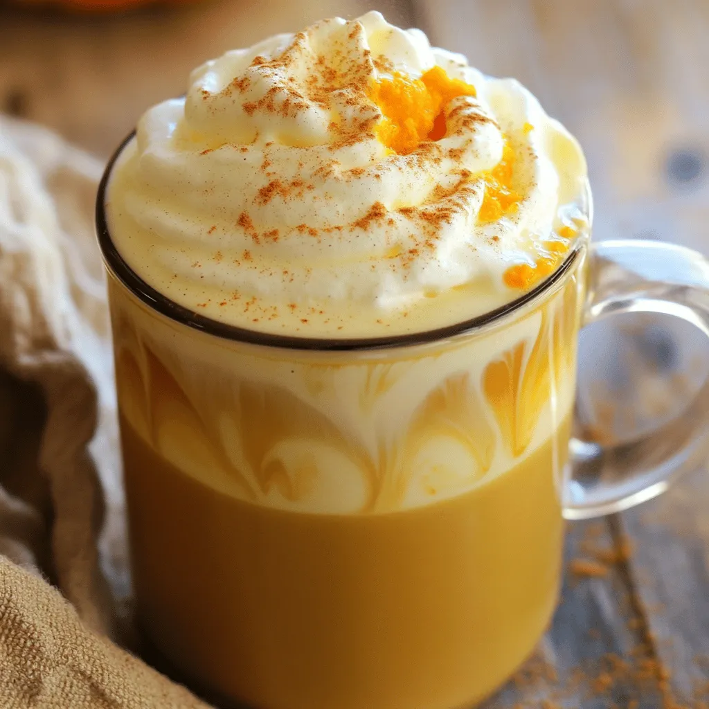 To make a delicious copycat pumpkin spice latte, you need a few key ingredients. Here’s what you will need: - Strong brewed coffee - Milk options (dairy vs. plant-based) - Pumpkin puree - Brown sugar - Pumpkin pie spice - Vanilla extract - Whipped cream Start with one cup of strong brewed coffee. This is the base of your latte. You can use your favorite brewing method, whether it's a drip coffee maker, French press, or espresso machine. You can choose one cup of milk. This can be dairy or a plant-based option. Almond, oat, or soy milk all work well. Each adds a unique flavor and texture. You will need two tablespoons of pumpkin puree. This is what gives your latte that cozy pumpkin flavor. Make sure to use pure pumpkin puree, not the sweetened pie filling. Add two tablespoons of brown sugar. Adjust the amount to fit your taste. Brown sugar adds a rich sweetness that pairs perfectly with pumpkin. You’ll need half a teaspoon of pumpkin pie spice. This spice blend usually includes cinnamon, nutmeg, and ginger. It is essential for that classic fall flavor. Save a pinch for garnish. Add half a teaspoon of vanilla extract. This enhances the overall flavor and adds a lovely sweetness. Top your latte with whipped cream for a delightful finish. It adds a creamy texture and an indulgent touch to your drink. These ingredients come together to create a warm, inviting drink. It’s perfect for chilly autumn days. Enjoy the rich flavors and the cozy feeling it brings! 1. Heating the milk and spices: In a small saucepan, pour in 1 cup of milk. Add 2 tablespoons of pumpkin puree, 2 tablespoons of brown sugar, 1/2 teaspoon of pumpkin pie spice, and 1/2 teaspoon of vanilla extract. Set the heat to medium. Whisk the mixture as it heats. This should take about 3 to 5 minutes. You want it warm and lightly frothy. 2. Achieving the right frothiness: Once the mixture is warm, remove it from the heat. For a nice, velvety texture, use an immersion blender. If you don’t have one, pour the mix into a countertop blender. Blend until it is smooth and frothy. 1. Best brewing methods for strong coffee: Brew 1 cup of strong coffee using your favorite method. French press, drip, or espresso works well. A strong brew ensures your latte has a rich flavor. 2. Coffee-to-milk ratio recommendations: I suggest a 1:1 ratio of coffee to pumpkin milk. This means you will pour in 1 cup of your brewed coffee into a large mug. 1. Pouring technique for layering flavors: Gently pour the frothy pumpkin milk mixture over the brewed coffee. Aim to layer it slowly for a beautiful look. You will see the milk blend with the coffee. 2. Stirring to combine: Use a spoon to stir the latte lightly. This helps mix the flavors without losing the frothiness. Now, your cozy pumpkin spice latte is ready to enjoy! To customize your pumpkin spice latte, you can swap brown sugar for other sweeteners. Try using maple syrup or honey for a rich flavor. If you want less sweetness, cut back on the sugar. Taste as you mix to find your perfect level. For a frothy latte, you can use either an immersion blender or a countertop blender. An immersion blender is great for small batches and is easy to clean. A countertop blender can create a very smooth texture. You can also froth milk using a whisk. Just whisk it fast while heating for a nice foam. To enhance the flavor, feel free to add more spices. A pinch of nutmeg or cinnamon can add warmth. You can also try adding a splash of caramel or chocolate syrup for a fun twist. For toppings, consider using crushed graham crackers or a drizzle of caramel. {{image_4}} You can make your pumpkin spice latte even better by switching some ingredients. If you want a dairy-free option, use almond milk, oat milk, or coconut milk. These choices keep the drink rich and creamy while being kind to your tummy. For sweeteners, try using maple syrup or honey instead of brown sugar. Each sweetener adds a unique flavor twist. You can also use sugar substitutes like stevia or monk fruit if you want to cut calories. Want to spice things up? Add chocolate syrup for a mocha twist. Drizzle some caramel sauce for a sweet touch. Both options mix well with pumpkin flavors and make your drink feel special. You can also play with spices. Try adding a pinch of nutmeg or ginger. These spices can give your latte a new depth and warmth that fits perfectly with fall. To make an iced pumpkin spice latte, brew your coffee first, then let it cool. Fill a tall glass with ice. Pour in your cooled coffee, followed by the pumpkin milk mixture. For this version, use less milk to keep it strong. You might also want to blend your pumpkin milk longer to keep it frothy. This way, you get that same cozy flavor in a refreshing drink. To store pumpkin puree, keep it in an airtight container. You can place it in the fridge for up to one week. If you want to keep it longer, freeze it in small portions. This way, you can easily use it later. For spices, store them in a cool, dark place. A glass jar with a tight lid works best. This keeps the spices fresh and full of flavor. Remember to check their smell. If they lack aroma, it might be time to replace them. You can prepare the pumpkin milk mixture in advance. Just heat and blend it as directed. Store it in the fridge for up to three days. When you’re ready to enjoy your latte, simply reheat it on the stove or in the microwave. For best flavor, heat it gently. Stir well to mix the ingredients again. This keeps the taste fresh and delicious. Pumpkin puree lasts about one week in the fridge. If frozen, it can last up to six months. Always check for off smells or mold before use. Homemade latte mix can stay fresh in the fridge for about five days. For the best taste, use it within this time. Store any extra whipped cream in a separate container, and use it within three days for the best texture and flavor. The best coffee for a pumpkin spice latte is a strong brew. I recommend using dark roasts. They have rich flavors that pair well with pumpkin. You can use espresso for a bold taste. Brewed coffee works too, just make it strong. - Dark roast coffee - Espresso - Strong brewed coffee Yes, you can use almond milk. It gives a nutty flavor to the latte. The texture will be a bit different. Almond milk is thinner than regular milk. It may not froth as well. However, it is a great dairy-free option. - Nutty flavor from almond milk - Thinner texture - Less frothiness than regular milk To make your latte less sweet, reduce the brown sugar. Start by using only one tablespoon. You can also try using unsweetened almond milk. This will cut some sweetness. Adding more pumpkin puree can enhance flavor without sugar. - Use less brown sugar - Try unsweetened milk - Add extra pumpkin puree In this post, we covered how to make a delicious pumpkin spice latte. We discussed key ingredients like strong coffee, pumpkin puree, and milk options. I shared step-by-step instructions and tips to adjust sweetness and texture. You can create variations for seasonal flavors, and I provided storage advice for your ingredients. Remember, making your drink is fun and lets you customize it just for you. Enjoy experimenting and sip your perfect pumpkin spice latte!