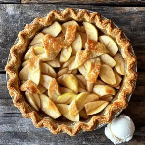 - 6 cups of thinly sliced apples - 3/4 cup granulated sugar - 1 teaspoon ground cinnamon - 1/4 teaspoon ground nutmeg - 2 tablespoons lemon juice - 1 tablespoon cornstarch - 2 tablespoons unsalted butter - 1 egg (for egg wash) - Pre-made pie crusts or homemade pie crust - Pinch of salt To make a classic homemade apple pie, you need fresh apples. I like using a mix of Granny Smith and Honeycrisp. This blend gives a good sweet and tart flavor. You also need sugar, cinnamon, and nutmeg to spice up the filling. Adding lemon juice brightens the taste. Cornstarch helps thicken the filling. It keeps the pie from being too runny. You will also need butter to make the filling rich. For the crust, you can use pre-made pie crusts or make your own from scratch. An egg wash adds a nice golden color to the top. Finally, don’t forget a pinch of salt. It balances all the sweet flavors in your pie. Gather these ingredients, and you’re ready to start making a pie that will impress everyone! First, you need to preheat your oven to 425°F (220°C). This high heat helps set the crust just right. Next, grab a large mixing bowl. Add 6 cups of thinly sliced apples. I like using a mix of Granny Smith and Honeycrisp apples for a great taste. Add 3/4 cup of granulated sugar, 1 teaspoon of ground cinnamon, and 1/4 teaspoon of ground nutmeg. Then, squeeze in 2 tablespoons of fresh lemon juice. This brightens the flavor. Sprinkle in 1 tablespoon of cornstarch and a pinch of salt. Toss everything gently. You want to coat the apples well. Let this sit for about 10 minutes. This lets the flavors mix and the juices flow. Now, roll out one of your pie crusts. Use a lightly floured surface to keep it from sticking. You want it to fit into your 9-inch pie pan. Let it hang over the edges a bit. Pour your apple filling into the crust. Spread the apples evenly for the best taste. Dot the filling with small pieces of 2 tablespoons of unsalted butter. This makes the pie rich and tasty. Roll out the second pie crust. Carefully place it on top of the apple filling. Trim any extra dough from the edges. Crimp the edges together to seal it well. Make several slits in the top crust. This helps steam escape while baking. Brush the top crust with 1 beaten egg for a golden look. Put the pie on a baking sheet. This catches any spills. Place it in your preheated oven. Bake at 425°F (220°C) for 15 minutes. After that, lower the temperature to 350°F (175°C) and bake for another 30-35 minutes. Watch for the pie to turn golden brown. The filling should bubble up through the slits. When done, take it out and let it cool on a wire rack. Allow at least 2 hours before slicing. This waiting time helps the filling set, making it easier to serve. To make a flaky crust, use cold ingredients. Cold butter and water help create layers. Cut the butter into the flour until it looks like crumbs. Then, add cold water little by little. Mix until just combined. Avoid overworking the dough, or it will become tough. Chilling the dough is key. Wrap it in plastic and refrigerate for at least 30 minutes. This step relaxes the gluten and firms up the fat. A chilled dough rolls out smoothly and holds its shape better. For the best apple pie, you need the right apples. A mix of Granny Smith and Honeycrisp works well. Granny Smith apples are tart and hold their shape. Honeycrisp adds a nice sweetness and crunch. Add spices to enhance the flavor. Ground cinnamon and nutmeg bring warmth and depth. A splash of lemon juice brightens the filling. It balances the sweetness and keeps the apples fresh. Understanding baking temperatures is crucial. Start at a high temperature of 425°F (220°C) for the first 15 minutes. This helps set the crust quickly. Then, lower the heat to 350°F (175°C) to bake the pie evenly. To know when your pie is done, look for a golden crust and bubbling filling. If the crust browns too fast, cover it with foil. Let the pie cool for at least 2 hours before slicing. This helps the filling set nicely. {{image_4}} You can change the crust for your apple pie. A lattice crust looks fancy and lets steam escape. To make it, cut the top crust into strips and weave them over the filling. This method adds a nice touch to your pie. You can also try a crumb topping. Mix flour, brown sugar, and butter until it resembles coarse crumbs. Sprinkle this mixture on top of your filling instead of a full crust. This gives a nice crunch to each bite. There are many ways to change the flavor of your apple pie. Adding caramel gives it a rich taste. You can use caramel sauce, drizzled over the apples before sealing the crust. Nuts can also add a nice crunch. Chopped walnuts or pecans mixed in with the apples create a new texture. You can switch up the spices too. Instead of just cinnamon and nutmeg, try adding ginger or allspice. These spices bring warmth and depth to the pie’s flavor. Serving your apple pie warm is a classic choice. It pairs perfectly with vanilla ice cream. The cold ice cream melts into the warm pie, creating a delicious mix. Whipped cream is another great option. A dollop on top adds a light and airy touch. Some people enjoy pie chilled. This lets the flavors set even more. You can enjoy it plain or with a side of yogurt for a creamy contrast. To keep your apple pie fresh, you need the right storage methods. If you have leftover pie, the best way to store it is in the fridge. Place the pie in an airtight container or cover it tightly with plastic wrap. This helps keep the pie moist and prevents it from absorbing other smells in the fridge. If you want to save the pie for later, you can freeze it. Wrap the cooled pie in plastic wrap, then in aluminum foil. This double wrapping keeps the pie safe from freezer burn. You can freeze it for up to three months. When you’re ready to eat it, just thaw it in the fridge overnight. When you want to enjoy a slice of your pie, reheating it right is key. The best way to reheat slices is in the oven. Preheat the oven to 350°F (175°C). Place the slice on a baking sheet and cover it loosely with foil. Heat for about 10-15 minutes. This method keeps the crust crisp and warm. To avoid a soggy crust when reheating, avoid the microwave. The microwave can make the crust chewy and wet. By using the oven, you ensure a warm, tasty slice with a nice crust. Enjoy your pie as if it was just baked! Yes, you can use frozen apples. They work well if you thaw and drain them first. This step helps reduce extra moisture. If you skip this, your pie might be too wet. To make it easier, use apples that are already sliced before freezing. To stop your filling from being runny, use cornstarch as a thickener. Mix it well with the apples and sugar. Allow the apple mixture to sit for at least ten minutes. This lets the apples release some juice. You can also use less sugar if your apples are sweet. The best apples for baking are Granny Smith and Honeycrisp. Granny Smith apples are tart and hold their shape well. Honeycrisp apples are sweet and add great flavor. You can mix both for a balanced taste. Other good options include Fuji and Braeburn apples. Yes, you can make apple pie ahead of time. You can bake it one day in advance. Just store it at room temperature, covered with a cloth. If you want to make it even earlier, freeze it unbaked. Bake it straight from the freezer; just add extra time. You now have all the steps to create a delicious apple pie. Start with the right ingredients and follow the instructions carefully. Use tips to perfect your crust and filling. Don’t forget to explore variations to make each pie unique. Whether you serve it warm with ice cream or store it for later, your apple pie will be a hit. Enjoy baking and sharing this classic dessert with family and friends!