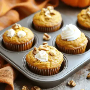 - 1 ½ cups all-purpose flour - 1 teaspoon baking powder - ½ teaspoon baking soda - 1 teaspoon ground cinnamon - ½ teaspoon ground nutmeg - ¼ teaspoon ground ginger - ½ teaspoon salt - ½ cup granulated sugar - ½ cup brown sugar, packed - 1 cup pumpkin puree - 2 large eggs - ½ cup vegetable oil - 1 teaspoon vanilla extract - 4 oz cream cheese, softened - Optional: Chopped walnuts or pecans To make delicious pumpkin cream cheese muffins, gather all these ingredients first. I find that using fresh pumpkin puree gives a nice flavor, but canned works well too. Choose your favorite spices. The blend of cinnamon, nutmeg, and ginger makes the muffins warm and cozy. For the cream cheese, make sure it is soft. Cut it into small cubes so it mixes well. If you like a crunch, add chopped walnuts or pecans on top. This adds a nutty flavor that pairs perfectly with pumpkin. Gathering these ingredients is the first step to creating a tasty treat. Trust me; you will love how these muffins turn out! - Preheat your oven to 350°F (175°C). Prepare your muffin tin by lining it with paper liners or lightly spraying it with non-stick cooking spray. - In a medium bowl, mix 1 ½ cups all-purpose flour, 1 teaspoon baking powder, ½ teaspoon baking soda, 1 teaspoon ground cinnamon, ½ teaspoon ground nutmeg, ¼ teaspoon ground ginger, and ½ teaspoon salt. Whisk this until well blended and set it aside. - In a large bowl, combine ½ cup granulated sugar, ½ cup packed brown sugar, 1 cup pumpkin puree, 2 large eggs, ½ cup vegetable oil, and 1 teaspoon vanilla extract. Whisk until the mixture is smooth and even. - Add the dry ingredients to the wet mixture. Stir gently until just combined. It’s okay if you have a few lumps; avoid overmixing. - Fold in 4 ounces of softened cream cheese, cut into small cubes. Make sure they are evenly distributed for creamy pockets in every muffin. - Divide the batter evenly among the 12 muffin cups. Fill each cup about two-thirds full. If you want, sprinkle chopped walnuts or pecans on top for extra crunch. - Place the muffin tin in the oven and bake for 18-20 minutes. Check for doneness by inserting a toothpick into the center of a muffin. It should come out clean when they are ready. - After baking, let the muffins cool in the pan for about 5 minutes. Then, carefully transfer them to a wire rack to cool completely. - For the best taste, serve warm. You can add a dollop of whipped cream or a swirl of cream cheese frosting on top. A light dusting of cinnamon makes them look and taste even better! - How to prevent overmixing: Mix the wet and dry ingredients gently. Stop as soon as you see no dry flour. A few lumps are okay. Overmixing can make your muffins tough. - Ensuring cream cheese is well-distributed: Cut the cream cheese into small cubes. Gently fold them into the batter. This helps create delicious pockets of cream cheese in every bite. - Serving warm with toppings: Serve your muffins warm. Top them with whipped cream or a bit of cream cheese frosting. A sprinkle of cinnamon makes them even better. - Pairings for beverages: These muffins pair well with coffee, tea, or even hot chocolate. The spices in the muffins match nicely with warm drinks. - Overbaking guidelines: Keep an eye on the muffins while they bake. Check them around 18 minutes. A toothpick should come out clean when they are done. - Ingredients substitutions that affect texture: Avoid swapping the sugar types without testing. Brown sugar adds moisture while granulated sugar adds sweetness. Mixing them helps keep the muffins soft and tasty. {{image_4}} To make these pumpkin cream cheese muffins gluten-free, use a good gluten-free flour blend. Look for blends that include xanthan gum for better texture. You may need to adjust the moisture levels in the batter. Start with an extra tablespoon of oil or pumpkin puree to keep the muffins moist. You can add chocolate chips for a sweet twist. Dark or semi-sweet chocolate works well with pumpkin. Spices like cloves and allspice can also enhance the flavor. For a nutty crunch, fold in chopped walnuts or pecans. Dried fruits like cranberries or raisins add a nice chewiness, too. For Thanksgiving, add a sprinkle of cinnamon sugar on top. This gives a festive look and taste. For Halloween, use orange and black sprinkles as a fun decoration. You could even try adding a dash of orange zest for a bright flavor. These ideas can make your muffins special for any holiday or party! To store your pumpkin cream cheese muffins at room temperature, place them in an airtight container. This keeps them fresh for up to three days. You can also wrap them in plastic wrap for added protection from air. If you live in a humid area, refrigeration can help. Just keep them in the same airtight container. This method can extend their freshness by a few more days. Freezing muffins is easy and effective. First, let them cool completely. Then, wrap each muffin in plastic wrap. For extra protection, place the wrapped muffins in a freezer bag. You can freeze them for up to three months. To thaw, simply leave them at room temperature for a few hours. If you want them warm, you can microwave them for about 20 seconds. Fresh pumpkin muffins last about three days at room temperature. In the fridge, they can stay good for about a week. When they start to dry out, they are losing freshness. Look for signs like mold or a sour smell. If you see either, it's best to discard them. You can make these muffins healthier by swapping some ingredients. Here are a few ideas: - Use whole wheat flour instead of all-purpose flour. - Replace granulated sugar with honey or maple syrup. - Use unsweetened applesauce as a substitute for some oil. - Try low-fat cream cheese to cut fat. These swaps still keep the muffins tasty but lower in sugar and fat. Yes, you can use pumpkin spice! It simplifies things. Use about 2 teaspoons of pumpkin spice for this recipe. Adjust to your taste. This mix contains cinnamon, nutmeg, and ginger, just like the individual spices. There are many fun ways to use leftover pumpkin puree. Here are some ideas: - Add it to smoothies for creaminess and flavor. - Mix it into oatmeal for a warm breakfast. - Use it in soups for a rich taste. - Make pumpkin pancakes or waffles. - Bake pumpkin bread or muffins. Pumpkin puree is versatile and adds nutrition to many dishes! These pumpkin muffins are easy to make and taste great. You need simple ingredients and clear steps. Remember to bake them just right to avoid mistakes. Try fun variations like gluten-free or adding nuts. Store them well to keep fresh. Now you can enjoy tasty muffins any time! Happy baking!