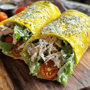 To make a tasty Chicken Caesar Wrap, gather the following ingredients: - 2 large flour tortillas - 1 cup cooked chicken breast, shredded or sliced - 1 cup romaine lettuce, roughly chopped - ½ cup cherry tomatoes, halved - ¼ cup freshly grated Parmesan cheese - ¼ cup Caesar dressing (store-bought or homemade) - Freshly cracked black pepper, to taste - Optional: a handful of croutons for added crunch These ingredients combine for a delightful meal. The key is to use fresh, high-quality items. The chicken should be juicy and tender. Romaine lettuce adds a nice crunch. The cherry tomatoes offer a burst of flavor. You can choose to make your own Caesar dressing or use store-bought for convenience. Either way, the creamy dressing is a must for that classic taste. Adding croutons gives your wrap extra texture. For the full recipe, check out the Chicken Caesar Wrap Delight. Enjoy making this easy and delicious meal! To prep the chicken for the wrap, start by seasoning it. Sprinkle salt and pepper on the chicken breast. Grill or bake the chicken until it is fully cooked. Let it cool, then shred or slice it into bite-sized pieces. Next, chop the vegetables. Take your romaine lettuce and cut it into small pieces. Halve the cherry tomatoes for easy mixing. This step adds crunch and color to your wrap. Now, let’s mix the filling ingredients. In a large bowl, combine the shredded chicken, chopped romaine, halved tomatoes, and grated Parmesan cheese. Drizzle the Caesar dressing over this mixture. Gently toss it all together until everything is well coated. As for wrapping the tortillas, lay each one flat on a clean surface. Spoon half of the chicken Caesar mixture onto the center of each tortilla. Leave about an inch empty along the edges. This space helps you wrap easily. To wrap it up, fold the sides of the tortilla inward. Start rolling from one end to the other. Tuck in the filling as you roll. This keeps everything neat and secure. Repeat with the second tortilla. If you want extra flavor, you can toast or grill the wrap. Heat a non-stick skillet over medium heat. Place the wraps seam-side down in the skillet. Cook for about 2-3 minutes on each side until golden brown and slightly crispy. This step adds a nice texture to your meal. Enjoy the deliciousness of your Chicken Caesar Wrap! For the complete recipe, check [Full Recipe]. To make your Chicken Caesar Wrap shine, focus on seasoning. I like to use salt, pepper, and a bit of garlic powder on the chicken. This adds depth to the flavors. Cook the chicken until it’s juicy and tender. Shredded chicken works best as it mixes well with the other ingredients. For a great texture, don’t skip the romaine lettuce. It should be crispy and fresh. You can choose between homemade and store-bought Caesar dressing. Homemade dressing often tastes fresher and lets you control the flavors. Mix Greek yogurt, lemon juice, Dijon mustard, and minced garlic for a simple version. For store-bought, look for a brand with fewer preservatives. If you want to change things up, add herbs or spices to your dressing. A dash of hot sauce can give it a nice kick! When serving your wrap, slice it diagonally. This makes it look more appealing. Arrange the slices on a bright plate or a wooden board for a rustic touch. Add a sprinkle of Parmesan and a few halved cherry tomatoes around the wraps. This adds color and invites people to dig in. For an extra treat, serve with a small bowl of Caesar dressing on the side for dipping. {{image_4}} You can swap chicken for turkey, shrimp, or even a vegetarian option. Each protein brings a unique taste. If you choose turkey, cook it just like chicken. Shrimp cooks faster, so sauté it for only 2 to 3 minutes. If you want a vegetarian wrap, use grilled tofu or chickpeas for protein. Make sure to adjust the cooking times based on what you choose. This way, you keep the wrap juicy and delicious. While flour tortillas are great, you can try whole wheat or spinach tortillas. Whole wheat adds a nutty flavor, and spinach gives a nice color. If you need gluten-free options, use corn tortillas or gluten-free wraps. These alternatives still hold the filling well and taste amazing. Want to spice things up? Add jalapeños or crushed red pepper for heat. You can also toss in extra veggies like bell peppers or avocados for crunch. For cheese lovers, try feta or mozzarella instead of Parmesan. Each option changes the wrap’s flavor and makes it special. To keep your Chicken Caesar Wrap fresh, follow these tips: - Refrigeration: Wrap each wrap in plastic wrap or foil. Place them in an airtight container. This keeps them from drying out. - Freezing: You can freeze the wraps for later. Wrap each one tightly in plastic wrap. Then, place them in a freezer-safe bag. Label them with the date. - Rewarming: To reheat, take the wrap from the fridge or freezer. If frozen, let it thaw in the fridge overnight. Then, heat it in a skillet over medium heat. Cook for about 3-4 minutes on each side until warm. Each component of your Chicken Caesar Wrap has a different shelf life: - Cooked Chicken: Lasts 3-4 days in the fridge. If frozen, it can last up to 4 months. - Tortillas: Store in a cool, dry place. They last about 1-2 weeks in the pantry. - Romaine Lettuce: Use within 3-7 days for best freshness. - Cherry Tomatoes: Last about a week when stored at room temperature. - Parmesan Cheese: When stored properly, it can last 1-2 months in the fridge. - Caesar Dressing: Check the label for expiration. Homemade dressing lasts about 1 week in the fridge. - Signs of Spoilage: Look for changes in color, smell, or texture in chicken or dressing. If it smells off or looks moldy, throw it away. Preparing your wraps ahead can save time. Here’s how: - Prep the Chicken: Cook and shred the chicken in advance. Store it in the fridge for up to 4 days. - Chop Veggies: Wash and chop romaine and tomatoes ahead of time. Keep them in airtight containers. - Make Dressing: If making homemade dressing, prepare it in advance and store it in the fridge. - Portioning: Assemble wraps in pairs. Wrap them tightly and store for quick meals. This way, you can grab and go anytime! For the full recipe, check out the Chicken Caesar Wrap Delight. Enjoy your tasty meal! To make a Chicken Caesar Wrap from scratch, follow these steps: 1. Prep the Ingredients: Gather all your ingredients. If your chicken is raw, cook it well. Season it with salt and pepper, then grill or bake it. Once cooled, shred or slice the chicken. Chop the romaine lettuce and halve the cherry tomatoes. 2. Make the Caesar Dressing: If you're making your own dressing, whisk together Greek yogurt, lemon juice, Dijon mustard, minced garlic, salt, and pepper in a bowl. Adjust the taste to your liking. 3. Combine Filling: In a large bowl, mix the shredded chicken, chopped romaine, halved tomatoes, and grated Parmesan cheese. Add the Caesar dressing and toss until everything is coated. 4. Assemble the Wrap: Place each tortilla flat. Spoon half of the chicken mixture onto the center of each tortilla, leaving space on the edges. 5. Wrap It Up: Fold the sides of the tortilla in, then roll from one end to the other. Tuck in the filling as you roll. 6. Heat the Wraps (optional): For a warm wrap, cook them seam-side down in a skillet over medium heat. Cook for 2-3 minutes on each side until golden. 7. Slice and Serve: Remove the wraps, slice them, and serve with extra dressing for dipping. Add croutons inside for a crunch! Yes, you can customize your Chicken Caesar Wrap in many ways: - Different Proteins: Swap chicken for turkey, shrimp, or a veggie option like grilled tofu. - Add Veggies: Include spinach, bell peppers, or cucumbers for more flavor and crunch. - Change the Cheese: Try blue cheese or feta for a different taste. - Dress It Up: Use different dressings like ranch or a spicy garlic sauce for a twist. Feel free to mix and match ingredients based on what you love! You can find Chicken Caesar Wraps at many popular restaurants: - Fast Food Chains: Many sandwich shops and fast food places offer them. - Casual Dining: Look for wraps on the menu at casual dining spots like Applebee's or Chili's. - Local Cafes: Many local cafes and bistros have unique takes on this classic wrap. Check your favorite places to see if they have this tasty option! For a full recipe to make at home, check out the Chicken Caesar Wrap Delight. In this post, we covered how to make a tasty Chicken Caesar Wrap. We looked at the essential ingredients, steps to prepare, and ways to customize your wrap. Plus, we explored storage tips and answered common questions. With these simple instructions and ideas, you can create your own wraps at home. Enjoy the flavor, nutrition, and ease they bring to your meals. Now, grab your ingredients and get started!