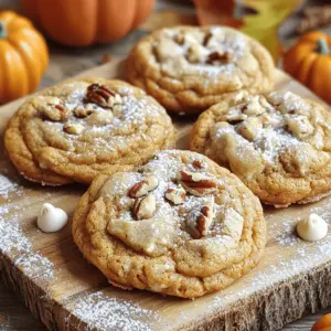 - 1 cup canned pumpkin puree - 1/2 cup pure maple syrup - 1/2 cup unsalted butter, softened to room temperature - 1 cup packed brown sugar - 1 large egg These ingredients are key to making soft and flavorful cookies. Canned pumpkin puree brings moisture and a rich taste. Pure maple syrup adds a sweet, earthy note. The unsalted butter gives a creamy base, while brown sugar adds a hint of caramel. Finally, the egg binds everything together. - 2 cups all-purpose flour - 1 teaspoon baking soda - 1 teaspoon ground cinnamon - 1/2 teaspoon ground nutmeg - 1/4 teaspoon ground ginger - 1/2 teaspoon salt - 1/2 cup chopped pecans (optional) - 1/2 cup white chocolate chips (optional) For the dry mix, all-purpose flour forms the cookie base. Baking soda helps them rise. Ground cinnamon, nutmeg, and ginger give that warm, fall flavor. Salt balances the sweetness. If you want extra crunch, add pecans. For a sweet twist, stir in white chocolate chips. You can find the full recipe for these cookies at the end of this article. First, preheat your oven to 350°F (175°C). This step is key to getting soft, warm cookies. Next, prepare your baking sheet. Line it with parchment paper. This helps the cookies not stick. Now, let’s cream the butter and sugar. In a large bowl, add the softened butter and packed brown sugar. Use a hand mixer or stand mixer on medium speed. Mix until the mixture is light and fluffy. This should take about 3-4 minutes. Next, it’s time to mix in the wet ingredients. Add the canned pumpkin puree, pure maple syrup, large egg, and pure vanilla extract to the bowl. Mix on low speed until everything comes together. The texture should be smooth. In another bowl, combine the dry ingredients. Whisk together the all-purpose flour, baking soda, ground cinnamon, ground nutmeg, ground ginger, and salt. Make sure they are evenly mixed. Now, let’s combine the wet and dry ingredients. Gradually add the dry mixture into the wet mixture. Use a spatula to stir gently. Be careful not to overmix; some flour streaks are okay. If you like, fold in the chopped pecans and white chocolate chips. This adds a nice crunch and sweetness. Using a cookie scoop or spoon, drop rounded tablespoons of dough onto the prepared baking sheet. Space them about 2 inches apart. This allows for spreading while baking. Bake the cookies in the preheated oven for 12-15 minutes. They should be lightly golden around the edges. The centers should look set. Your kitchen will smell amazing during this time! Once baked, remove the cookies from the oven. Let them cool on the baking sheet for a few minutes. Then, gently transfer them to a wire rack to cool completely. For the full recipe, refer to the provided details. Enjoy your delicious maple pumpkin cookies! To get the best maple pumpkin cookies, use the right measurements. Always measure your flour correctly. Scoop it into the cup and level it off with a knife. This way, you avoid making your cookies too dense. Also, keep your butter at room temperature. It mixes better with the sugar. Avoid overmixing the dough. Once you add the dry ingredients, mix just until you see no more flour. A few lumps are okay. Overmixing can make your cookies tough. You want them soft and chewy. Check your oven’s temperature with a thermometer. An oven can be off by a few degrees. Preheat it to 350°F (175°C) for perfect baking. This temperature helps your cookies rise well. Use parchment paper on your baking sheet. It makes cookie removal easy and prevents sticking. After baking, let the cookies cool for a few minutes on the sheet before moving them to a wire rack. For serving, use a rustic wooden platter. This adds charm to your cookies. Dust them lightly with powdered sugar for a sweet touch. Pair your cookies with warm tea or coffee. This makes for a cozy snack time. If you want to impress guests, serve with a side of whipped cream or vanilla ice cream. The flavors of the maple and pumpkin shine through, making each bite delightful. Enjoy these sweet treats! {{image_4}} You can make these cookies even more fun! Add chocolate or butterscotch chips for a sweet twist. Their rich taste pairs well with pumpkin. You can also try different nuts, like walnuts or almonds. Nuts give a nice crunch and extra flavor. If you need gluten-free cookies, swap all-purpose flour for a gluten-free blend. Many brands work well in baking. For a vegan option, use a flax egg instead of a regular egg. Just mix one tablespoon of ground flaxseed with three tablespoons of water. Let it sit for five minutes to thicken, and then use it in your cookie mix. To spice things up, add more autumn spices like cloves or allspice. These scents remind us of fall. You can even change the recipe to make pumpkin bread. Just adjust the baking time and use a loaf pan instead of a cookie sheet. This way, you can enjoy the flavors in a new form. For the full recipe, check out the details above! You want to keep your maple pumpkin cookies fresh and tasty. For short-term storage, place them in an airtight container at room temperature. This method keeps them soft for several days. If you want to keep them longer, try refrigeration. A cool spot will help them last up to two weeks. Just make sure to seal the container well to avoid drying out. Freezing cookies is a great way to save them for later. To freeze, first, let the cookies cool completely. Then, place them in a single layer on a baking sheet. Put the sheet in the freezer for about an hour. Once they are firm, transfer the cookies to a freezer bag. Be sure to remove as much air as possible to prevent freezer burn. When you are ready to enjoy a cookie, just take it out and let it thaw on the counter for about 15-20 minutes. You can also warm them in the oven at 350°F for about 5 minutes for a fresh-baked taste. Following these steps will give your cookies a longer shelf life while keeping them delicious. For the full recipe, check back to ensure you have all the steps down! Look for some key signs. The edges should be lightly golden brown. The center will look set but not overcooked. You can also gently press the top; it should spring back. If it leaves a dent, they need more time. Yes, you can make the dough ahead of time. Wrap it tightly in plastic wrap. You can store it in the fridge for up to three days. This helps the flavors meld, making the cookies taste even better. If you don't have maple syrup, you can use honey or agave nectar. These sweeteners will change the flavor slightly. You might also need to adjust the amount of flour, as they can add more moisture. To achieve softer cookies, try adding more pumpkin puree. You can also reduce the baking time slightly. If you want chewier cookies, use brown sugar instead of white sugar. This adds moisture and richness to the texture. For the full recipe, check out the details above! These maple pumpkin cookies combine simple ingredients for a delightful treat. We covered the essential components, from pumpkin puree to optional add-ins like chocolate chips. I shared step-by-step instructions to guide your baking process. You learned tips for perfect cookies, including key measurements and baking methods. Plus, we explored variations for special diets and seasonal flavors. These cookies are easy to make and perfect for sharing. Enjoy the warmth they bring to your fall gatherings!