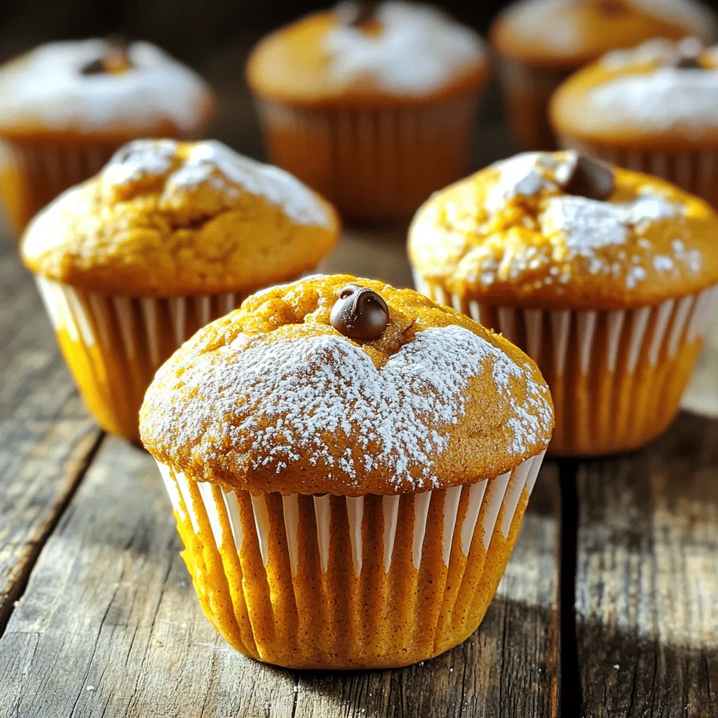 - 1 cup canned pumpkin puree - 1/2 cup vegetable oil - 1 cup brown sugar, packed - 1/2 cup granulated sugar - 2 large eggs - 1 teaspoon vanilla extract The main ingredients in these muffins create a moist and rich texture. Canned pumpkin puree offers a sweet, earthy flavor. Vegetable oil keeps the muffins soft. Brown sugar adds depth, while granulated sugar gives a touch of sweetness. Eggs bind everything together, and vanilla extract enhances the taste. - 1 1/2 cups all-purpose flour - 1 teaspoon baking soda - 1/2 teaspoon baking powder - 1 teaspoon ground cinnamon - 1/2 teaspoon ground nutmeg - 1/4 teaspoon ground ginger - 1/4 teaspoon salt The dry ingredients are crucial for structure and flavor. All-purpose flour gives the muffins a nice rise. Baking soda and baking powder work together for leavening. Ground spices like cinnamon, nutmeg, and ginger create that warm, cozy taste we all love. Salt balances the sweetness and enhances the flavors. - 1/2 cup chopped walnuts - 1/2 cup chocolate chips Optional ingredients let you customize your muffins. Chopped walnuts add crunch and a nutty flavor. Chocolate chips bring a sweet twist. You can mix and match based on what you enjoy! - Preheat your oven to 350°F (175°C). - Line a muffin tin with paper liners or grease each cup. - In a large bowl, mix 1 cup of canned pumpkin puree and 1/2 cup of vegetable oil. - Add 1 cup of packed brown sugar and 1/2 cup of granulated sugar. - Whisk these ingredients together until smooth. - Crack in 2 large eggs and pour in 1 teaspoon of vanilla extract. - Whisk until the mixture is creamy and all ingredients are mixed. - In a separate bowl, whisk together 1 1/2 cups of all-purpose flour, 1 teaspoon of baking soda, 1/2 teaspoon of baking powder, 1 teaspoon of ground cinnamon, 1/2 teaspoon of ground nutmeg, 1/4 teaspoon of ground ginger, and 1/4 teaspoon of salt. - Gradually fold the dry mixture into the wet ingredients with a spatula. - Stir gently until just combined. Be careful not to overmix. - If you want, fold in 1/2 cup of chopped walnuts and/or 1/2 cup of chocolate chips. - Fill each muffin cup about two-thirds full with batter. - Place the muffin tin in the oven and bake for 20-25 minutes. - To check if they are done, insert a toothpick into a muffin. It should come out clean. - Once baked, cool the muffins in the pan for 5 minutes before moving them to a wire rack. To get the right texture in your muffins, avoid overmixing your batter. Overmixing makes muffins tough. Mix only until the dry and wet ingredients blend together. Another key point is the temperature of your ingredients. Use room temperature eggs and oil. This helps create a smooth batter and fluffy muffins. Checking for doneness is key. Insert a toothpick into the center of a muffin. If it comes out clean, your muffins are ready. Remember that baking times can vary with different ovens. If your oven runs hot, reduce the baking time a bit. If it’s cooler, you might need to add a few minutes. Serve your muffins warm for the best taste. A light sprinkle of powdered sugar can add a nice touch. For a special treat, drizzle some cream cheese frosting on top. Store muffins in an airtight container at room temperature. This keeps them fresh for longer. To keep them extra fresh, consider freezing them. {{image_4}} To make these muffins even better, consider adding spices. Cardamom gives a warm flavor boost. You might also add dried fruits like raisins or cranberries for a sweet twist. These small changes can make a big difference in taste and texture. If you need gluten-free options, use almond or coconut flour. These flours work well but need some tweaking. For vegan substitutions, swap eggs with flaxseed meal mixed with water. This keeps the muffins moist and fluffy while being egg-free. Mixing in different nuts or seeds can add crunch. Try pecans or sunflower seeds for variety. You can also use flavored chocolate chips, like pumpkin spice or dark chocolate. These little swaps keep the muffins exciting and fun to eat! To keep your muffins fresh, store them in an airtight container. Place them at room temperature for up to three days. If you want to keep them longer, freezing is an excellent option. Wrap each muffin tightly in plastic wrap or foil. Then, put them in a freezer-safe bag. They can last for up to three months in the freezer. When you’re ready to enjoy your muffins again, reheating is key. For the best taste, use an oven. Preheat it to 350°F (175°C). Place the muffins on a baking sheet and heat for about 10 minutes. This method keeps them moist and delicious. You can also use the microwave if you're short on time. Heat each muffin for about 15-20 seconds. This method is quick but may make the muffins a bit soft. Choose based on your time and taste preferences. To get that Panera flavor, use quality spices. Fresh spices give a better taste. Make sure to use both brown and granulated sugar. This mix adds depth to the sweetness. Also, don’t forget vanilla extract; it enhances the overall flavor. Lastly, keep an eye on baking time for a perfect rise and texture. Yes, you can use fresh pumpkin. Just be sure to roast and puree it first. Fresh pumpkin adds a vibrant flavor. It may also be a bit wetter, so adjust flour if needed. Aim for about one cup of pureed fresh pumpkin. These muffins last about three days at room temperature. Store them in an airtight container to keep them fresh. You can also freeze them for up to three months. Just wrap each muffin well to prevent freezer burn. You can use applesauce as an egg substitute. Use 1/4 cup of applesauce for each egg. Mashed banana works, too, for a different flavor. Another option is to mix flaxseed meal with water. Use one tablespoon of flaxseed meal with three tablespoons of water for one egg. These pumpkin muffins blend flavor and ease. You learned about key ingredients like pumpkin puree and spices. Mixing wet and dry elements carefully makes all the difference. Remember to store your muffins right for lasting taste. You can also customize with nuts or swap ingredients for dietary needs. Whatever you choose, enjoy your tasty treat! Your next batch can be even better now that you have these tips. Happy baking!