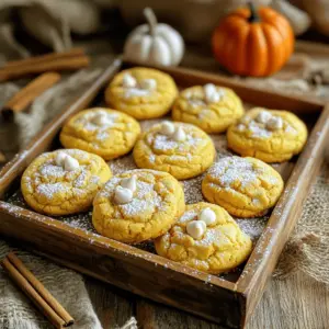 - 1 cup canned pumpkin puree - 1 cup granulated sugar - ¾ cup packed brown sugar - ½ cup unsalted butter, softened - 1 large egg - 1 teaspoon vanilla extract - 2 cups all-purpose flour - 1 teaspoon baking soda - 1 teaspoon baking powder - 2 teaspoons pumpkin pie spice - ½ teaspoon salt - 1 cup white chocolate chips or chopped pecans (optional) You can replace canned pumpkin puree with homemade puree. Just bake and blend fresh pumpkin until smooth. For butter, use coconut oil to make it dairy-free. If you want a lower sugar option, try using coconut sugar instead. You can swap white chocolate chips with dark chocolate for a richer taste. If you don’t have pumpkin pie spice, mix cinnamon, ginger, and nutmeg for a similar flavor. - 1 cup = 240 ml - ¾ cup = 180 ml - ½ cup = 120 ml - 1 teaspoon = 5 ml - 1 tablespoon = 15 ml - 2 cups flour = 240 grams - 1 cup sugar = 200 grams Understanding these conversions helps you adjust recipes easily. Always use the correct measurements for best results. First, you need to preheat your oven to 350°F (175°C). This step is key for baking. While the oven warms up, prepare two baking sheets. Line them with parchment paper to stop cookies from sticking. This makes cleanup easy. In a big bowl, add the softened butter, granulated sugar, and brown sugar. Use an electric mixer to beat them together. Mix until the mixture is light and fluffy. This should take about 2-3 minutes. This step adds air, making your cookies soft. Next, add the canned pumpkin puree, egg, and vanilla extract to the creamed mixture. Mix on medium speed until it is smooth and combined. In a separate bowl, whisk together the flour, baking soda, baking powder, pumpkin pie spice, and salt. Make sure everything is well mixed. Gradually add the dry mix to the wet mixture. Stir gently with a spatula to combine. Be careful not to overmix; this can make cookies tough. If you want, fold in the white chocolate chips or chopped pecans for extra flavor. Now, use a cookie scoop or tablespoon to drop rounded balls of dough onto the baking sheets. Leave about 2 inches of space between each ball. This space helps them spread. Bake in the preheated oven for 12-15 minutes. The edges will set, but the centers should stay soft. They will firm up as they cool. Let the cookies cool on the baking sheets for about 5 minutes. Then, transfer them to a wire rack to cool completely. To make soft pumpkin spice cookies, follow these tips. Use room temperature butter. This helps the butter blend well with the sugars. Cream the butter and sugars until light and fluffy. This adds air and keeps cookies soft. Do not overmix when adding dry ingredients. Overmixing can lead to tough cookies. Bake until the edges are set but the centers are soft. They will firm up as they cool. Pumpkin spice cookies taste great with different flavors. White chocolate chips add a sweet touch. Chopped pecans bring a nice crunch and nutty flavor. You can also add a pinch of sea salt on top for contrast. Try pairing them with chai tea or hot apple cider for a cozy drink. These drinks enhance the warm spices in the cookies. Here are some mistakes to watch out for. Using cold butter can lead to hard cookies. Always use room temperature butter for the best results. Do not skip the parchment paper. This keeps cookies from sticking and helps them bake evenly. Avoid baking too long; they should be soft in the center. Lastly, resist the urge to press down on the dough before baking. Let them puff up as they bake for that perfect soft texture. {{image_4}} You can make these cookies your own by adding fun mix-ins. I love using white chocolate chips. They add sweetness and creaminess. Chopped pecans also work well for a nice crunch. You can even try dark chocolate chips or dried cranberries for a fruity twist. Just remember to fold them in gently. This keeps the dough soft and fluffy. If you need a gluten-free version, it's easy! Swap the all-purpose flour for a gluten-free blend. Make sure the blend has a good mix of flours. This helps keep the cookies soft. You can also use almond flour or oat flour, but they may change the texture. Experiment a bit to find what you like best. Want to switch up the flavor? You can use different spices. Try nutmeg or allspice for a unique taste. Cinnamon is another great choice if you want a warm flavor. Just keep the total spice amount the same. This way, your cookies will still taste amazing. Feel free to play around with spices and see what you enjoy! To keep your soft pumpkin spice cookies fresh, place them in an airtight container. This will help them stay soft and moist for up to one week. If you stack the cookies, separate layers with wax paper. This prevents them from sticking together. You can freeze these cookies for later. First, let them cool completely. Then, place them in a single layer on a baking sheet. Freeze for about an hour until firm. After that, transfer them to a freezer-safe bag or container. They will stay fresh for up to three months. When ready to eat, just thaw them at room temperature. To keep your cookies fresh, store them in a cool, dry place. Avoid placing them near heat sources. If you want to keep them soft longer, add a slice of bread to the container. The bread will help retain moisture and keep your cookies soft and tasty. To make your pumpkin spice cookies fluffier, use baking powder. This helps the cookies rise. Also, do not overmix the dough. Overmixing can make the cookies tough. Mix until just combined for a soft texture. Yes, you can use fresh pumpkin. Just make sure to cook and puree it first. Fresh pumpkin adds a nice flavor. It may have more moisture, so drain it well. This helps keep your cookies from becoming too wet. You can use dark chocolate chips or butterscotch chips. Chopped nuts, like pecans, also work well. They add a nice crunch. You can even skip chips altogether for a more classic cookie. These cookies stay fresh for about a week. Store them in an airtight container. You can also freeze them for up to three months. Just make sure to let them cool first before freezing. We covered the key parts of making pumpkin spice cookies. You learned about the right ingredients, how to mix them, and the steps to bake. We also explored tips for texture, flavors, variations, and storing your cookies. Remember, good preparation and avoiding common mistakes lead to the best results. With this guide, you can create your perfect cookies every time. Enjoy baking and sharing them with friends!
