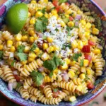 - 8 oz small pasta (elbow or rotini) - 2 cups corn kernels (fresh, frozen, or canned) - 1 red bell pepper, diced - 1/2 red onion, finely chopped - 1 jalapeño, finely diced (seeds removed for desired heat level) - 1/2 cup crumbled cotija cheese - 1/4 cup fresh cilantro, chopped - 1/4 cup mayonnaise - 2 tablespoons sour cream - 1 tablespoon freshly squeezed lime juice - 1 teaspoon chili powder - Salt and pepper, to taste You can add more flavor and color with these: - Extra crumbled cotija cheese - Fresh cilantro leaves - Lime wedges for squeezing - A sprinkle of chili powder If you can’t find something, try these swaps: - Use any small pasta shape you love, like shells. - Swap cotija cheese for feta if needed. - For a dairy-free option, use vegan mayo and sour cream. - Swap lime juice for lemon juice for a different twist. - Use any fresh herbs you like, such as parsley or basil. Start by boiling a large pot of salted water. Once it boils, add 8 oz of small pasta. Cook it for about 8 to 10 minutes until it's al dente. After that, drain the pasta in a colander. Rinse it under cold water. This stops the cooking and cools it down. If you're using fresh corn, brush the ears with olive oil. Grill the corn over medium-high heat for about 10 to 12 minutes until it's charred. Once it's cool, cut the kernels off the cob. For frozen corn, boil it for about 3 to 5 minutes. Drain it well. If you have canned corn, just drain and rinse it under cold water. In a big mixing bowl, combine the cooled pasta with the corn. Add 1 diced red bell pepper, 1/2 finely chopped red onion, and 1 finely diced jalapeño. If you want less heat, remove the jalapeño seeds. Don't forget to add 1/2 cup of crumbled cotija cheese. Stir everything gently to mix the ingredients well. In a small bowl, whisk together 1/4 cup of mayonnaise, 2 tablespoons of sour cream, and 1 tablespoon of freshly squeezed lime juice. Add 1 teaspoon of chili powder, salt, and pepper. Mix until it's smooth and creamy. Taste it and adjust the seasoning if needed. Now, pour the dressing over the pasta and vegetable mix. Use a spatula to fold everything together. Make sure all the pasta and veggies get coated in the creamy dressing. Sprinkle 1/4 cup of chopped cilantro over the salad. Lightly fold it in to keep the cilantro fresh. Cover the salad with a lid or plastic wrap. Place it in the fridge for at least 30 minutes. This helps the flavors to blend and taste even better. To cook pasta just right, start with a large pot of salted water. Bring it to a boil. Once boiling, add your small pasta, like elbow or rotini. Cook it for 8-10 minutes until it feels firm yet tender, also known as al dente. When it's done, drain the pasta in a colander. Rinse it under cold water to stop the cooking. This keeps the pasta from getting mushy. Grilling fresh corn gives the best flavor. Brush it with olive oil and grill on medium-high heat. Turn it often until it becomes charred and tender. This takes about 10-12 minutes. If you use frozen corn, boil it for about 3-5 minutes. Canned corn is easier; just drain and rinse it. Each option works, but fresh corn adds that special smoky taste. You can adjust the flavors to your taste. Want it spicier? Add more diced jalapeño or a pinch of chili powder. If it needs more zest, squeeze in extra lime juice. Taste the dressing and add salt or pepper as needed. Don’t be afraid to experiment! Each adjustment can make your salad unique. {{image_4}} To make this pasta salad vegan, swap the cotija cheese for a plant-based cheese. You can also use vegan mayo instead of regular mayonnaise. This keeps the creamy flavor while making it plant-friendly. Fresh lime juice adds a bright taste. The corn brings sweetness and crunch. You won’t miss the dairy! If you need a gluten-free version, choose gluten-free pasta. There are many types available now, like rice or quinoa pasta. Check the labels to ensure they're truly gluten-free. The rest of the ingredients are naturally gluten-free. This way, everyone can enjoy the salad. To boost the flavor, try adding avocado for creaminess. Chopped green onions give a nice crunch, too. A dash of smoked paprika can add depth to the dressing. For extra zest, mix in a bit of hot sauce. Each of these boosts the taste and adds variety to the dish. To store leftovers, place the salad in an airtight container. Make sure to seal it well. This keeps the flavors fresh and prevents spills. If you have any extra lime wedges or cilantro, store them separately. They can lose their taste when mixed in. This pasta salad tastes best cold. You can serve it straight from the fridge. If you like it warm, microwave it in short bursts. Heat for 10-15 seconds at a time. Stir between each burst to warm it evenly. Be careful not to overheat; this can change the texture. The salad lasts about 3-4 days in the fridge. Keep an eye on the veggies; they can wilt over time. I don’t recommend freezing this salad. The pasta and veggies may become mushy when thawed. Instead, enjoy it fresh for the best taste and texture. Yes, you can make this salad ahead of time. It tastes even better when chilled. I recommend making it a few hours before serving. This way, the flavors blend nicely. If you can't find cotija cheese, use feta cheese. It has a similar crumbly texture and salty taste. You can also try queso fresco for a milder flavor. To add heat, use more jalapeño or add chopped serrano peppers. You can also sprinkle in some cayenne pepper or hot sauce. Start small, then taste as you go. Small pasta works best for this salad. I suggest elbow or rotini. These shapes hold the dressing and mix well with the other ingredients. You can serve it warm, but it tastes best cold. The chill helps the flavors pop. If you prefer warm, mix in the dressing right after cooking. Feel free to get creative! Diced cucumbers, cherry tomatoes, or even avocado can add great flavors. Just make sure to chop them small to mix well. In this blog post, we explored the key ingredients for a delicious pasta salad. We covered the cooking steps, tips for perfect pasta, and variations like vegan options. I also shared storage tips to make your leftovers last. This salad is easy to customize, so don’t be afraid to experiment! Enjoy the flavors of this dish when you make it your own. Dive into your kitchen and start creating your version today. Happy cooking!