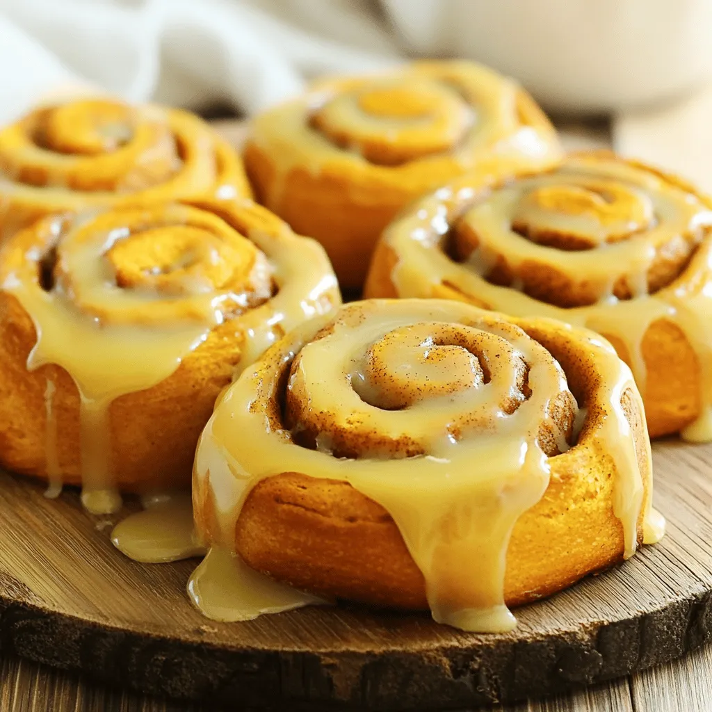 To make small batch pumpkin cinnamon rolls, you need these simple ingredients: - 1 cup all-purpose flour - 1/4 cup pumpkin puree - 2 tablespoons granulated sugar - 1/2 teaspoon baking powder - 1/4 teaspoon baking soda - 1/4 teaspoon salt - 1/4 teaspoon ground cinnamon - 1/4 teaspoon nutmeg - 1/4 cup milk - 1 tablespoon unsalted butter, melted - 1/4 teaspoon vanilla extract - For the Filling: - 2 tablespoons brown sugar - 1 tablespoon softened butter - 1 teaspoon ground cinnamon - For the Glaze: - 1/2 cup powdered sugar - 1 tablespoon milk - 1/4 teaspoon vanilla extract These ingredients combine to create soft and yummy rolls. The pumpkin puree adds moisture and flavor. The spices bring warmth and comfort. Each ingredient plays a key role in the final taste. For the filling, brown sugar and cinnamon create a sweet swirl. The glaze adds a perfect finish. Remember to measure carefully for the best results. Enjoy the process of bringing these ingredients together! - Preheat to 350°F (175°C). - Prepare baking dish with parchment or grease. - Whisk together flour, sugar, and leavening agents. - Add spices and ensure no lumps remain. - Mix pumpkin puree, milk, melted butter, and vanilla. - Gently mix dry and wet ingredients. - Ensure dough is slightly sticky, avoid overmixing. - Shape into a rectangle on floured surface. - Blend brown sugar, softened butter, and cinnamon. - Roll into a log and slice into pieces. - Place in the prepared dish and bake for 15-20 minutes. - Whisk together powdered sugar, milk, and vanilla. - Cool slightly and drizzle glaze over rolls. To achieve fluffy rolls, keep these tips in mind: - Use Fresh Ingredients: Check your baking powder and baking soda. Old leavening agents may not work well. - Do Not Overmix: When you combine wet and dry ingredients, mix gently. Overmixing can make the rolls tough. - Temperature Matters: Make sure your oven is preheated to 350°F (175°C). An oven thermometer can help verify the heat. If your oven runs hot or cold, adjust the baking time. Start with the lower time of 15 minutes. Check for a golden brown color and a soft touch to know they are done. Adding nuts or dried fruit can elevate your cinnamon rolls. Consider mixing in: - Chopped walnuts or pecans for crunch. - Dried cranberries or raisins for sweetness. For spice variations, try these tips: - Add ginger or cloves for warmth. - Use pumpkin pie spice instead of individual spices for a quick option. Warm rolls are the best! Serve them straight from the oven for maximum enjoyment. Here are a few ideas: - Drizzle Extra Glaze: Add a little more glaze on top for sweetness. - Sprinkle Cinnamon: A light dusting of cinnamon enhances the look and taste. For beverages, these rolls pair well with: - Hot coffee or tea for a cozy feel. - Spiced cider for a festive touch. {{image_4}} For those needing gluten-free options, you can swap all-purpose flour for a gluten-free blend. Look for one that works well in baking. This helps keep your rolls soft and fluffy. If you want a vegan version, replace milk with almond or oat milk. Use vegan butter instead of regular butter, and check your sugar for animal products. These small changes make your rolls friendly for everyone. You can easily change the filling for a fun twist. Try adding chocolate chips for a sweet surprise. Or, mix in chopped nuts for a nice crunch. Walnuts or pecans pair well with pumpkin's flavor. For glazes, think outside the box. A maple glaze adds a lovely depth. For something creamier, use a cream cheese glaze. Just mix cream cheese with powdered sugar and a splash of milk. Fall is the perfect time to explore other flavors. Add chopped apples or pecans for a different taste. You could even add a dash of ginger for warmth. When the holidays come, think of special flavors. You can infuse these rolls with spices like cardamom or allspice. These little touches make your rolls great for gatherings and special meals. To store your pumpkin cinnamon rolls, let them cool to room temperature. Place them in an airtight container. This helps keep them soft and fresh. You can also use plastic wrap to cover them. Make sure the rolls are sealed well to prevent drying out. To reheat your rolls, you have a few great options. The microwave works well. Heat each roll for about 15-20 seconds. If you prefer, you can use the oven. Preheat it to 350°F (175°C). Place the rolls on a baking sheet and warm them for about 5-10 minutes. This keeps them soft and yummy. You can freeze both the dough and baked rolls. For dough, wrap it tightly in plastic wrap. Place it in a freezer bag to prevent freezer burn. For baked rolls, let them cool completely. Then, wrap them in plastic wrap and aluminum foil. To thaw, just move them to the fridge overnight. For reheating, you can use the oven or microwave as mentioned above. This way, you can enjoy these treats anytime! Making cinnamon rolls from scratch is easy. Here are the key steps: - Mix dry ingredients: Start with flour, sugar, baking powder, baking soda, salt, and spices. - Combine wet ingredients: Mix pumpkin puree, milk, melted butter, and vanilla. - Combine both mixtures: Pour wet into dry ingredients and stir gently. - Roll out dough: Shape the dough into a rectangle about 1/4 inch thick. - Prepare filling: Blend softened butter, brown sugar, and cinnamon, then spread over the dough. - Roll and cut: Roll the dough tightly into a log and slice into pieces. - Bake: Place in a dish and bake until golden brown. These steps ensure soft and fluffy rolls that taste amazing. You can use pumpkin pie filling, but it changes the taste. Pumpkin pie filling has added spices and sugar. If you use it, reduce the sugar in your recipe. For the best flavor, stick with pure pumpkin puree. It gives a nice, fresh taste to the rolls. To keep your cinnamon rolls moist and tender, follow these tips: - Do not overbake: Watch your rolls closely. Bake them just until golden brown. - Cover with a towel: After baking, cover the rolls with a clean kitchen towel while they cool. This traps moisture. - Use a glaze: The glaze adds sweetness and moisture. Drizzle it over warm rolls for the best effect. These steps help your rolls stay soft and tasty. You can prepare these rolls in advance without losing quality. Here’s how: - Make the dough: Prepare the dough and let it rise. Then, shape your rolls. - Chill them: Place the rolled and cut dough in the fridge overnight. This slows down the rising. - Bake when ready: In the morning, let the rolls sit at room temperature for about 30 minutes. Then bake as directed. This method saves time and allows you to enjoy fresh rolls in the morning! You can make delicious pumpkin cinnamon rolls using simple ingredients and easy steps. We discussed how to mix dry and wet ingredients, prepare fillings, and bake the rolls. I also shared tips for achieving fluffy results and creative variations. You can store, reheat, or freeze these rolls for later enjoyment. Enjoy sharing them with family and friends, or make them for a cozy treat. With this guide, you'll impress everyone with your baking skills and enjoy every bite of these tasty rolls.