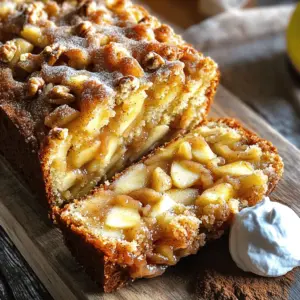 To make Quick Apple Pie Bread, gather these simple ingredients: - 2 cups all-purpose flour - 1 cup granulated sugar - 1 tablespoon baking powder - 1/2 teaspoon salt - 1 teaspoon ground cinnamon - 1/2 teaspoon nutmeg - 1/2 cup unsalted butter, melted - 1 cup milk - 2 large eggs - 2 cups apples (preferably Granny Smith), peeled and diced - 1/2 cup packed brown sugar - 1 teaspoon vanilla extract - 1/2 cup chopped walnuts or pecans (optional) - 1 tablespoon coarse sugar for topping These ingredients come together to create a warm and cozy flavor. The Granny Smith apples give a perfect tartness. The cinnamon and nutmeg add warmth, making this bread hard to resist. The nuts, if you choose to add them, give a nice crunch. Remember to measure your ingredients carefully for best results. - Preheat oven to 350°F (175°C). - Grease and flour a 9x5-inch loaf pan. Start by heating your oven. This helps the bread rise well. Greasing and flouring the pan stops the bread from sticking. Use butter or cooking spray for greasing. Then, dust the pan lightly with flour. This step is key for easy removal later. - Combine flour, sugar, baking powder, salt, cinnamon, and nutmeg. In a large bowl, mix the dry items. Start with all-purpose flour and granulated sugar. Add baking powder, salt, cinnamon, and nutmeg. Whisk until no lumps remain. This blend gives the bread its yummy flavor. - Mix melted butter, milk, eggs, and vanilla extract. In another bowl, mix the wet items. Pour in melted butter, then add milk and eggs. Add vanilla extract for a nice scent. Stir gently until blended. This mixture adds moisture to the bread. - Gently fold the wet mixture into the dry ingredients. Carefully pour the wet mix into the dry mix. Use a spatula to blend them. Mix just until combined, leaving some lumps. Overmixing can make the bread tough. - Fold in diced apples, brown sugar, and optional nuts. Now it's time for the fun part! Fold in the diced apples. Granny Smith apples give a nice tartness. Add brown sugar for sweetness. If you like, mix in chopped walnuts or pecans. This adds a lovely crunch. - Pour batter into prepared pan and bake for 55-60 minutes. Pour the batter into your loaf pan. Smooth the top with a spatula. Sprinkle coarse sugar on top for a crunchy finish. Bake in your preheated oven for 55-60 minutes. The bread is done when a toothpick comes out clean. The top should be golden brown. To measure flour well, use the spoon and level method. First, fluff the flour in its container. Then, gently scoop flour into a measuring cup using a spoon. Don’t pack it down. Finally, level the top with a straight edge. This keeps the right amount of flour in your bread. Choose the best apples for flavor and texture. I suggest using Granny Smith apples. They add a nice tartness that balances the sweetness. You can also try Honeycrisp for a sweeter taste. Avoid soft apples, as they won't hold up in the bread. Greasing and flouring your pan well is key to preventing sticking. Use unsalted butter or cooking spray to grease the pan. Then, sprinkle a little flour and shake it around. This creates a barrier between the bread and the pan. Look for signs to know when your bread is done. The top should turn a lovely golden brown. Insert a toothpick into the center. If it comes out clean, your bread is ready. If it has batter on it, bake for a few more minutes. {{image_4}} You can enhance the flavor of your Quick Apple Pie Bread by adding spices. Try using ground ginger or cloves for a warm twist. These spices can add depth and make your bread even more inviting. Just a teaspoon of either spice can change the whole taste. Mix them into the dry ingredients for even distribution. You’ll love how these new flavors blend with the apples! If you want to switch things up, consider using other fruits. Pears work well and add a sweet flavor. Peaches can bring a juicy taste, while berries like blueberries or raspberries offer a tart contrast. Just make sure to adjust the sugar based on the sweetness of your fruit choice. Each fruit brings its own charm, so feel free to experiment! You can easily make this recipe fit different diets. To make it vegan, swap the eggs for a flaxseed mixture or applesauce. Use plant-based milk and vegan butter in place of regular products. For a gluten-free option, replace all-purpose flour with a gluten-free blend. Just ensure the blend has a binding agent like xanthan gum. These changes keep the bread tasty and inclusive for everyone! Store your Quick Apple Pie Bread at room temperature for up to three days. Keep it in an airtight container to lock in moisture. If you live in a warm area, refrigeration is a good choice. This helps keep the bread fresh but may change its texture slightly. To freeze the bread, let it cool completely. Wrap it tightly in plastic wrap, then in aluminum foil. This method prevents freezer burn. You can store it for up to three months. When you're ready to enjoy it, simply thaw it at room temperature. For the best taste, reheat the bread in the oven. Preheat your oven to 350°F (175°C). Place the slices on a baking sheet and cover them with foil. Heat for about 10-15 minutes. This keeps the bread moist and warm without drying it out. You can also microwave, but do so for short bursts to avoid dryness. Yes, you can use other apples. Each type brings a unique taste. For a sweeter bread, try Fuji or Honeycrisp apples. For a more tart flavor, stay with Granny Smith. Mixing different apples can give great depth to the bread. Quick Apple Pie Bread lasts about 3 to 4 days at room temperature. Store it in an airtight container. If you refrigerate it, it can last up to a week. Always check for any signs of spoilage before enjoying. Absolutely! You can bake the bread a day ahead. Just let it cool completely before wrapping it tightly. This helps keep it fresh. You can also freeze the bread for up to 3 months. Just thaw it overnight in the fridge. This bread pairs well with whipped cream or vanilla ice cream. A drizzle of caramel sauce makes it even better. You can also serve it with warm cinnamon or a cup of coffee for a cozy treat. You now know how to make Quick Apple Pie Bread. We covered ingredients, steps, and tips for success. Remember to choose good apples for great flavor. Avoid compacting flour to keep your bread light. Feel free to try different fruits and spices to find your favorite flavor. Store leftovers properly to enjoy them longer. This bread is easy to make and tastes delicious. So, get baking and share with friends and family!