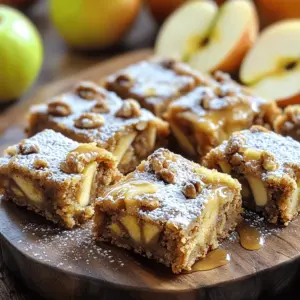 - 1 ½ cups all-purpose flour - 1 teaspoon baking powder - ½ teaspoon baking soda - ½ teaspoon salt - 1 teaspoon ground cinnamon - ¾ cup unsalted butter, melted - 1 cup brown sugar, packed tightly - 2 large eggs, at room temperature - 1 teaspoon vanilla extract - 1 large apple, peeled and finely diced (approximately 1 cup) - ½ cup chopped walnuts (optional, for added crunch) - 1 cup powdered sugar, sifted - 3 tablespoons pure maple syrup - 1 tablespoon milk (add more as needed for desired consistency) - Pinch of salt Gather these items before you start. Each ingredient plays a key role in the taste and texture of your blondies. The all-purpose flour gives structure, while baking powder and baking soda help them rise. Salt and ground cinnamon bring out the sweetness. For the wet ingredients, melted butter adds richness. Brown sugar gives a lovely caramel flavor. Eggs bind everything together, and vanilla adds a warm note. The diced apple adds moisture and a fruity bite, while walnuts give a nice crunch. You can skip them if you prefer. For the maple glaze, powdered sugar creates a sweet topping. Pure maple syrup adds a deep flavor, and milk helps thin the glaze to your liking. A pinch of salt balances the sweetness. Make sure to have everything ready before you mix. This way, you can focus on creating these delicious Apple Cinnamon Blondies with Maple Glaze. Enjoy the process! - Preheat the oven to 350°F (175°C). - Grease an 8x8 inch baking dish and line it with parchment paper. In a medium bowl, whisk together these dry ingredients: - 1 ½ cups all-purpose flour - 1 teaspoon baking powder - ½ teaspoon baking soda - ½ teaspoon salt - 1 teaspoon ground cinnamon Mix them until they are well combined, then set the bowl aside. In a large bowl, combine: - ¾ cup melted unsalted butter - 1 cup packed brown sugar Whisk them together until smooth. Then add: - 2 large eggs (at room temperature) - 1 teaspoon vanilla extract Mix until everything is blended well. Gently fold in: - 1 large apple, peeled and finely diced - ½ cup chopped walnuts (if desired) Now pour the dry mixture into the wet mixture. Stir gently until just combined. Be careful not to overmix; it's okay if some lumps remain. Transfer the batter to the prepared baking dish. Spread it evenly and bake for 25-30 minutes. Check for doneness by inserting a toothpick; it should come out clean or have a few moist crumbs. Let the blondies cool in the pan for about 10 minutes. Then move them to a wire rack to cool completely. To make the maple glaze, mix in a small bowl: - 1 cup sifted powdered sugar - 3 tablespoons pure maple syrup - 1 tablespoon milk - A pinch of salt Whisk until smooth. Drizzle the glaze over the cooled blondies, letting it set for 15 minutes. Cut the blondies into squares and enjoy! To make great blondies, you must avoid overmixing the batter. Overmixing can cause them to get tough. Mix until just combined. You want some lumps in the batter for a nice texture. Checking for doneness is key. Insert a toothpick in the center. If it comes out clean or with a few crumbs, they are ready. If it has wet batter, bake a few minutes longer. You can add spices or nuts to boost flavor. A pinch of nutmeg or ginger can add warmth. Chopped walnuts give a nice crunch and nutty taste. Feel free to mix and match! Using different apple varieties changes the taste too. Sweet apples like Fuji or Honeycrisp work well. Tart apples like Granny Smith add a nice zing. Dusting with powdered sugar adds a lovely touch. It makes the blondies look fancy and inviting. Use a fine sieve for even coverage. Garnishing with apple slices creates a beautiful plate. Arrange them next to the blondies. This adds color and freshness to your dessert. Enjoy! {{image_4}} You can change up the maple glaze for a twist. Here are two great ideas: - Chocolate glaze: Melt some chocolate chips with a bit of cream. Stir until smooth. Drizzle this over your blondies. It adds a rich flavor that pairs well with apples. - Cream cheese frosting: Mix cream cheese, powdered sugar, and a little vanilla. This frosting is thick and sweet. Spread it on top for a tangy taste that complements the spices. You can make these blondies fit your diet. Here are some swaps: - Gluten-free: Use a gluten-free flour blend. This works well and keeps the blondies soft. - Vegan: Replace eggs with flax eggs. Mix 1 tablespoon of ground flaxseed with 2.5 tablespoons of water per egg. Let it sit until it thickens. Use coconut oil instead of butter, and your blondies will be vegan! Make your blondies special for any time of year. Here are two ideas: - Adding cranberries: Mix in dried cranberries for a fall twist. They add a tart flavor that balances the sweetness. - Incorporating pumpkin: Fold in some pure pumpkin puree for a holiday flavor. It gives a nice color and moist texture. Plus, it’s a festive treat! To keep your apple cinnamon blondies fresh, use an airtight container. This helps prevent them from drying out. You can store them at room temperature for up to three days. If you prefer, you can also refrigerate them. Just make sure they are in an airtight container. Refrigeration may change their texture slightly, making them a bit firmer. If you want to save your blondies for later, freezing is a great option. First, let them cool completely. Then, wrap them tightly in plastic wrap. Next, place the wrapped blondies in a freezer-safe bag or container. This will help keep them fresh. When you're ready to enjoy them, take them out and let them thaw at room temperature. You can also warm them up in the microwave for a few seconds. When stored properly, your apple cinnamon blondies can last up to one week at room temperature. In the fridge, they can stay fresh for about ten days. If you freeze them, they will keep for about three months. Just remember to label your container with the date, so you know when you made them! Yes, you can. For a gluten-free option, try using almond flour or a gluten-free blend. Both work well in blondies. If you want a heartier taste, whole wheat flour is a good choice. Just keep in mind that it may change the texture slightly. To reduce sweetness, cut the brown sugar by a quarter cup. You can also use less maple glaze on top. If you want it sweeter, add a bit more sugar or maple syrup to the batter. Always taste before baking to get it just right. If you're looking for vegan options, use flax eggs. Mix one tablespoon of ground flaxseed with three tablespoons of water. Let it sit for a few minutes until it thickens. You can also use unsweetened applesauce; one quarter cup replaces one egg. Absolutely! You can add more apples for extra flavor. Diced pears or chopped peaches work well too. For a fun twist, try adding a handful of dried cranberries. They add a nice chewiness and tartness. Let the blondies cool in the pan for about 10 minutes. Then, transfer them to a wire rack to cool completely. This step helps the glaze set better and keeps it from melting. Wait at least 15 minutes after glazing before cutting. You now know how to make delicious blondies with a maple glaze. I covered key ingredients, tips for perfect texture, and storage advice. Remember, don’t overmix the batter for the best result. Feel free to adjust the recipe based on your taste and dietary needs. Experiment with different flavors and enjoy the process of baking. Your kitchen will smell amazing, and the blondies will impress everyone. Get ready to share these treats with family and friends!