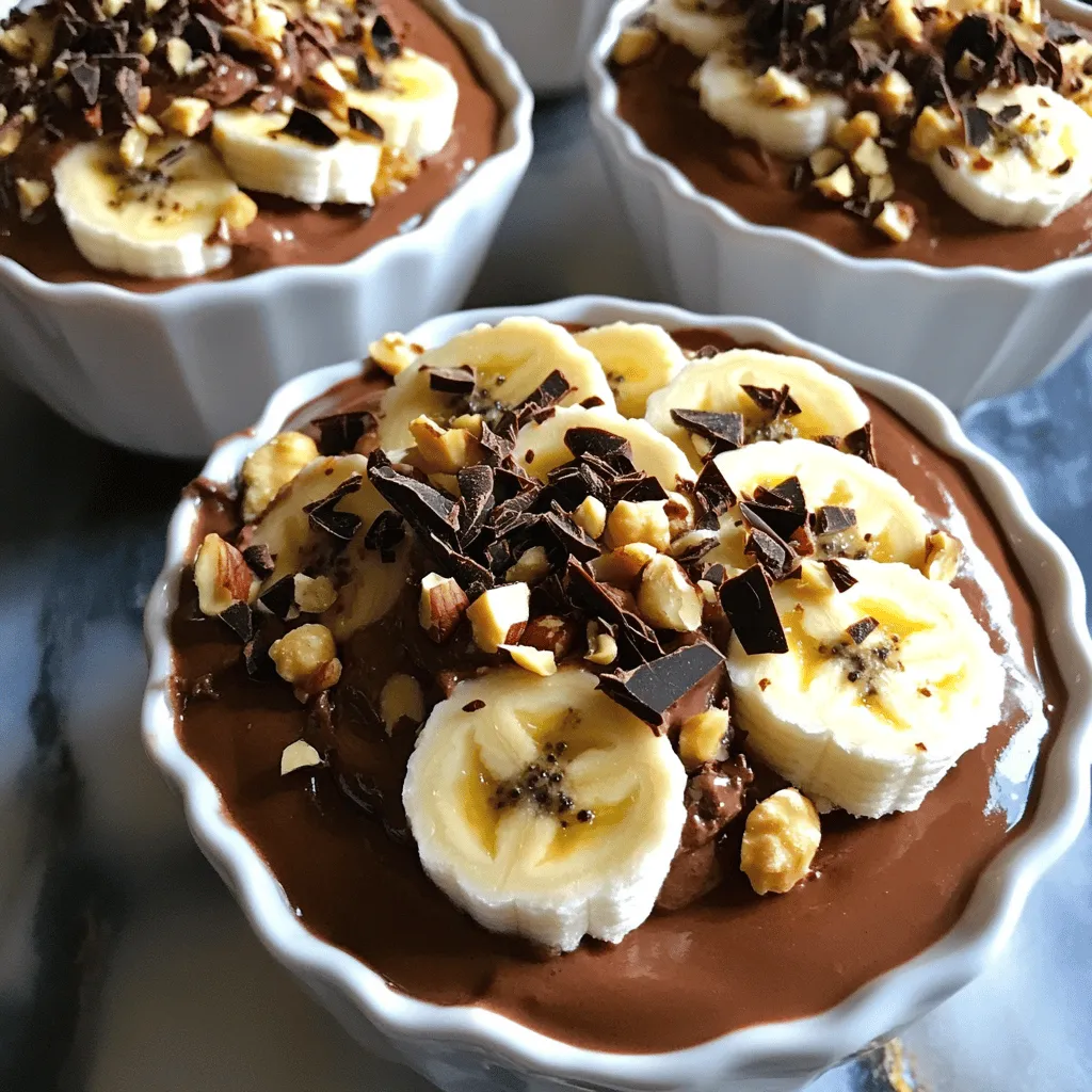 - 1 cup cottage cheese - 2 tablespoons unsweetened cocoa powder - 3 tablespoons peanut butter - 2 tablespoons honey or maple syrup - 1 scoop chocolate protein powder - 1 teaspoon vanilla extract - A pinch of sea salt - Sliced bananas - Chopped nuts - Dark chocolate shavings I love the ingredients in this recipe because they are simple yet powerful. Each one brings a unique flavor and texture. Cottage cheese is a great source of protein. It makes the pudding creamy and rich. The unsweetened cocoa powder adds a deep chocolate flavor without extra sugar. Peanut butter is a star in this dish. It adds creaminess and a nutty taste. You can use creamy or chunky peanut butter depending on your texture preference. Honey or maple syrup gives the pudding a touch of sweetness. Adjust it to fit your taste. Chocolate protein powder boosts the protein content. It also enhances the chocolate flavor. The vanilla extract adds warmth and depth. A pinch of sea salt balances the sweetness and brings out all the flavors. For toppings, you can get creative. Sliced bananas add freshness and a soft texture. Chopped nuts give a nice crunch. Dark chocolate shavings elevate the dish, making it feel extra special. Feel free to mix and match these ingredients. This pudding is flexible. You can make it your own! - Step 1: Begin by taking a medium-sized mixing bowl. Add 1 cup of cottage cheese, 2 tablespoons of unsweetened cocoa powder, and 1 scoop of chocolate protein powder. - Step 2: Using a hand mixer, blend the mixture until it is smooth and creamy. Make sure there are no lumps for the best texture. - Step 3: Add 3 tablespoons of peanut butter, 2 tablespoons of honey or maple syrup, 1 teaspoon of vanilla extract, and a pinch of sea salt. Mix again until everything is fully blended. - Step 4: Now, taste your pudding mixture. If you want it sweeter, add more honey or maple syrup to fit your taste. - Step 5: After reaching your desired sweetness, carefully transfer the pudding into individual serving bowls or a larger dish. - Step 6: Cover the bowls and chill the pudding in the fridge for at least 30 minutes. This step helps the flavors blend and thickens the pudding. - Step 7: When ready to serve, add your favorite toppings. You can choose sliced bananas, chopped nuts, or dark chocolate shavings to make it even tastier. To get the best texture, use a hand mixer. This tool blends everything well. It helps break down lumps and makes your pudding creamy. Mix until all ingredients are well combined. If you see lumps, keep mixing. You want a smooth and velvety finish. Personalizing the sweetness of your pudding is easy. Start with the given amount of honey or maple syrup. After mixing, taste the pudding. If you want it sweeter, add more sweetener. You can also try different sweeteners. Stevia or agave syrup works well too. Each option changes the flavor a bit. When serving the pudding, make it look special. Use decorative bowls for an elegant touch. You can add a sprinkle of cocoa powder on top. Drizzling honey also adds a nice look. For extra flair, top with sliced bananas or dark chocolate shavings. They add color and texture to your dish. {{image_4}} You can make this pudding even more fun by changing the flavors. Start by picking different protein powders. Try vanilla, strawberry, or even cookies and cream. Each flavor adds a new twist to the pudding. Also, think about the nut butters you use. While peanut butter is tasty, almond butter or cashew butter can give a unique taste. Each nut butter brings its own flavor, making the pudding a new treat. If you want a vegan or dairy-free version, switch the cottage cheese for silken tofu. Blend it until smooth for a creamy base. You can also choose a plant-based protein powder. For sweeteners, use maple syrup or agave nectar. For gluten-free options, ensure your toppings are safe. Use gluten-free granola or nuts. Fresh fruits like berries or banana slices are also gluten-free and healthy choices. Seasonal fruits can make your pudding shine. In summer, add fresh strawberries or peaches. In the fall, try diced apples or pumpkin puree for a cozy touch. For holidays, you can create themed variations. For Halloween, add spooky sprinkles or orange zest. For Christmas, sprinkle some crushed peppermint on top. Each season offers new chances to enjoy this pudding in fun ways. To keep your pudding fresh, store it in a sealed container. I recommend using glass or plastic containers with tight lids. This helps prevent the pudding from absorbing other smells in your fridge. If you made individual servings, small jars work great too. Your Protein Chocolate Peanut Butter Cottage Pudding will last about 3 to 5 days in the fridge. Check for signs of spoilage before eating. If you see any mold or if the smell seems off, it’s best to toss it. You can reheat the pudding if you prefer it warm. To do this, use a microwave. Heat it in short bursts of 15 seconds. Stir between each burst to keep the texture smooth. Avoid heating it too long, as it can become too thick or grainy. Yes, you can use Greek yogurt. It adds a creamy texture and tangy taste. Greek yogurt is high in protein, so it keeps the nutrition intact. Just make sure to choose plain, unsweetened yogurt. This swap can change the flavor slightly, but it will still be delicious. Absolutely! This pudding is great for meal prep. You can keep it in the fridge for up to three days. Just store it in airtight containers. It saves time and gives you a tasty snack or dessert ready to go. To boost protein, add more protein powder. You can also mix in Greek yogurt or cottage cheese. Using a protein-rich nut butter, like almond or peanut butter, also helps. These options add flavor and keep the pudding creamy. Yes, you can skip the sweeteners. The cocoa powder and peanut butter provide some natural sweetness. If you like, add ripe mashed bananas or unsweetened applesauce. These options will make the pudding tasty without extra sugar. Freezing is not recommended for this pudding. It can change the texture and make it watery. If you want to store it longer, keep it in the fridge. Enjoy it fresh for the best taste and consistency. This blog covered a tasty protein chocolate peanut butter pudding recipe. You learned the key ingredients, how to make and chill it, and some clever tips. You can adjust flavors and choose toppings for fun twists. Remember, you can customize it to fit your diet needs. Store any leftovers correctly to keep it fresh. With this recipe, snack time can be both healthy and exciting. Enjoy creating your version!