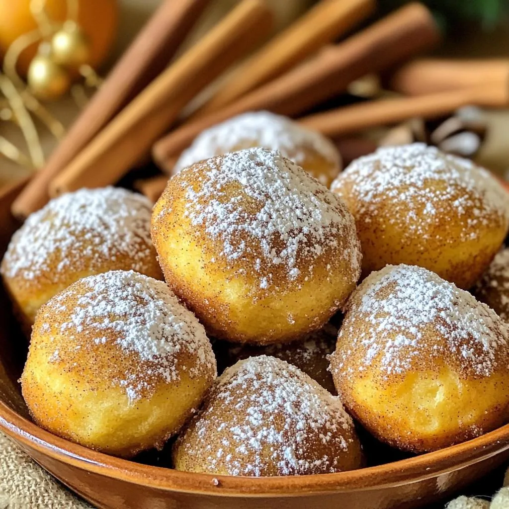 - 1 ½ cups all-purpose flour - ½ cup brown sugar, packed - 1 teaspoon baking powder - ½ teaspoon baking soda - 1 teaspoon ground ginger - 1 teaspoon ground cinnamon - ½ teaspoon ground nutmeg - ¼ teaspoon salt - ¼ cup unsalted butter, melted - 1 large egg - ⅓ cup milk - 1 tablespoon molasses - ½ teaspoon vanilla extract - Air fryer - Mixing bowls - Whisk - Silicone donut hole mold or mini muffin pan - Measuring cups and spoons When I make these air fryer gingerbread donut holes, I carefully choose my ingredients. Each one adds to the warm, spicy flavor. I start with 1 ½ cups of all-purpose flour. It gives the donut holes their shape. Next, I add ½ cup of packed brown sugar for sweetness. Then, I mix in 1 teaspoon of baking powder and ½ teaspoon of baking soda. These help the donut holes rise. Next, I bring in the spices. I use 1 teaspoon of ground ginger and 1 teaspoon of ground cinnamon. These spices give a cozy flavor. I also add ½ teaspoon of ground nutmeg for a warm touch. A pinch of ¼ teaspoon of salt balances all the sweet flavors. Now, for the wet ingredients: I melt ¼ cup of unsalted butter. It helps make the donut holes rich. I add 1 large egg, ⅓ cup of milk, 1 tablespoon of molasses, and ½ teaspoon of vanilla extract. These make the batter smooth and tasty. To bake the donut holes, I need an air fryer, mixing bowls, a whisk, and a silicone mold. The mold helps shape the donut holes perfectly. I measure everything with my cups and spoons to ensure accuracy. With my ingredients ready, I'm excited to create these tasty treats! Preheat your air fryer to 350°F (175°C). This step is key for even cooking. A properly heated air fryer helps your donut holes rise and cook nicely. In a large bowl, combine these dry ingredients: - 1 ½ cups all-purpose flour - ½ cup brown sugar, packed - 1 teaspoon baking powder - ½ teaspoon baking soda - 1 teaspoon ground ginger - 1 teaspoon ground cinnamon - ½ teaspoon ground nutmeg - ¼ teaspoon salt Use a whisk to mix them well. This ensures that the spices and leavening agents are evenly spread out. In another bowl, blend the following wet ingredients: - ¼ cup unsalted butter, melted - 1 large egg - ⅓ cup milk - 1 tablespoon molasses - ½ teaspoon vanilla extract Whisk these together until the mixture looks smooth. This helps to create a rich flavor in your donut holes. Now, pour the wet ingredients into the bowl with the dry ingredients. Gently stir with a spatula or wooden spoon until just combined. Be careful not to overmix. This keeps your donut holes soft. Lightly grease your donut hole mold or mini muffin pan with non-stick spray or melted butter. Use a spoon or piping bag to fill each mold halfway with batter. This helps the donut holes to puff up nicely. Place the filled mold in the preheated air fryer. Cook for 6-8 minutes. Check for a golden brown color. A toothpick inserted in the center should come out clean. This means they are ready! Let them cool for a few minutes, then enjoy! To make the best air fryer gingerbread donut holes, avoid overmixing the batter. When you mix the wet and dry ingredients, do it gently. Stir until just combined. If you mix too much, the texture will become tough. Remember, we want soft and fluffy donut holes. Use a toothpick to check if the donut holes are done. Insert the toothpick into the center of one donut hole. If it comes out clean, they are ready. This simple test helps ensure they are cooked all the way through. Add a cinnamon sugar coating for extra flavor. While the donut holes are still warm, roll them in a mixture of sugar and cinnamon. This adds a sweet touch and makes them even more delicious. A little extra flavor goes a long way! {{image_4}} You can change the flavor of your gingerbread donut holes easily. Try a pumpkin spice version. Just swap some spices. Use pumpkin pie spice instead of ginger, nutmeg, and cinnamon. This gives a warm fall taste. Another fun option is chocolate gingerbread donut holes. Add cocoa powder to the dry mix. About ¼ cup works well. This makes them rich and fluffy. Kids and adults love this twist! Glazing can take your donut holes to the next level. A simple glaze made with powdered sugar is easy. Mix 1 cup of powdered sugar with 2 tablespoons of milk. Stir until smooth and drizzle over warm donut holes. For chocolate lovers, a chocolate dip is perfect. Melt some chocolate chips in a bowl. Dip each donut hole in the melted chocolate. Let them set on parchment paper. This adds a rich touch! I love pairing these donut holes with coffee or hot cocoa. The flavors mix so well together. It makes for a cozy treat! For a festive touch, present the donut holes in a colorful bowl. Add a light dusting of powdered sugar on top. You can also add cinnamon sticks for a warm vibe. This makes your snack table look inviting during the holidays! To keep your leftover donut holes fresh, store them in an airtight container. Place a piece of parchment paper between layers to prevent sticking. This keeps them soft. You can store them in the fridge for up to four days. If you want them to last longer, consider freezing. To freeze your gingerbread donut holes, first let them cool completely. Once cool, place them in a single layer on a baking sheet. Freeze them for about an hour. After that, transfer them to a freezer-safe bag. Remove as much air as possible. They can stay good in the freezer for up to three months. To reheat your donut holes, use your air fryer. Set it to 300°F (150°C). Place the donut holes in the basket in a single layer. Heat them for about 3-4 minutes. This makes them warm and crispy again. Avoid the microwave as it can make them soggy. Enjoy your tasty treat! Yes, you can use whole wheat flour. It adds fiber and a nutty taste. However, use a mix of all-purpose and whole wheat flour for better texture. A good ratio is 50/50. This way, you keep the donut holes light and soft. These donut holes last about 2-3 days at room temperature. Store them in an airtight container to keep them fresh. If you want to keep them longer, refrigerate them. They can last up to a week in the fridge. Yes! You can make the batter a few hours ahead. Store it in the fridge. This keeps it fresh. Just remember to stir it again before you fill the molds. If you store it too long, it may lose some rise. For baking, 350°F (175°C) is perfect. This temperature cooks evenly without burning. It works well for many baked goods. Always check the recipe for specific temps, but 350°F is a great starting point. You learned how to make delicious air fryer donut holes with simple ingredients. We covered mixing dry and wet items, combining them, and cooking to perfection. Remember, avoid overmixing for the best texture. You can try different flavors and glazes to mix things up. Store leftovers in the fridge or freeze them for later. Enjoy your tasty treats with coffee or hot cocoa. These tips will help you create fun, easy desserts anytime. Trust me; you’ll impress your friends and family!