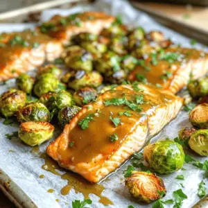 - 4 salmon fillets - 1/4 cup pure maple syrup - 2 tablespoons Dijon mustard - 2 tablespoons olive oil - 1 tablespoon fresh lemon juice - 2 cloves garlic, minced - Salt and pepper to taste - 2 cups Brussels sprouts, trimmed and halved - 1/4 teaspoon red pepper flakes (optional) - Fresh parsley, chopped (for garnish) - Extra maple syrup for drizzling - Lemon wedges for serving - Other herbs like thyme or rosemary for added flavor Using these ingredients makes your dish both tasty and easy to prepare. The salmon fillets soak up the sweet and tangy sauce. The Brussels sprouts get crispy and caramelized. You can switch things up too! Add different herbs or drizzle more syrup for a sweeter touch. Enjoy mixing it up! First, you need to preheat your oven to 400°F (200°C). This step ensures your dish cooks evenly. While the oven warms up, grab a large baking sheet. Line it with parchment paper. This makes clean-up easy and keeps the food from sticking. Next, trim and halve the Brussels sprouts. You want them ready for roasting. Now, let’s make the sauce. In a small bowl, mix together 1/4 cup of pure maple syrup and 2 tablespoons of Dijon mustard. Add in 2 tablespoons of olive oil and 1 tablespoon of fresh lemon juice. Then, toss in 2 cloves of minced garlic. Season it with salt and pepper to taste. If you like a bit of heat, add 1/4 teaspoon of red pepper flakes. Whisk all these together until it’s nice and smooth. Take the halved Brussels sprouts and place them on one side of the baking sheet. Drizzle half of the maple Dijon sauce over them. Toss them gently to coat well. On the other side, lay the 4 salmon fillets skin-side down. Use a brush or the back of a spoon to spread the remaining sauce over each fillet. Now, pop the sheet pan into the oven. Roast everything for about 15 to 20 minutes. You’ll know it’s done when the salmon flakes easily with a fork, and the Brussels sprouts are tender and golden. After removing the pan, let the salmon and sprouts rest for a minute. This helps the flavors meld together nicely. Before serving, sprinkle some chopped fresh parsley on top. It adds a bright touch and fresh flavor. Enjoy your Maple Dijon Salmon and Brussels Sprouts! To get perfectly cooked salmon, check a few key points. First, use fresh salmon fillets. They should be bright and slightly firm. Always cook skin-side down for the best results. Preheat your oven to 400°F (200°C) and roast for 15-20 minutes. Salmon cooks well when it flakes easily with a fork. If you want a glaze, brush the maple Dijon sauce on top. This adds flavor and keeps the salmon moist. For caramelized Brussels sprouts, start with fresh and firm sprouts. Trim and halve them. Spread them out on the baking sheet to avoid steaming. Drizzle half of the maple Dijon sauce over them and toss well. The sauce helps them brown nicely. Roast alongside the salmon for 15-20 minutes. Look for a golden color and tender texture. If you like a bit of crunch, broil them for the last few minutes. This adds a delightful taste. To present this dish beautifully, place the salmon fillet next to a mound of Brussels sprouts. Drizzle a little more maple syrup over the salmon for a glossy finish. Add a lemon wedge on the side for a pop of color. Fresh parsley sprinkled on top adds a vibrant touch. This makes your plate look colorful and tempting. A well-presented dish enhances the dining experience. Enjoy the smiles at your table! {{image_4}} You can swap salmon for other proteins. Chicken breast works well. It absorbs flavors nicely. Use the same maple Dijon sauce. Cook it for about 25-30 minutes. For a meatless option, try tofu. Press and cube firm tofu, then coat with the sauce. Bake it for about 20 minutes. Both options provide great flavor and texture. You can change the Brussels sprouts based on the season. In spring, use asparagus for a fresh taste. Just trim the ends and toss them in the same sauce. In fall, try sweet potatoes. Cut them into cubes and roast them alongside the protein. They add sweetness and color. This makes your dish vibrant and appealing. You can easily tweak the flavors to suit your taste. For a spicy kick, add more red pepper flakes. If you prefer a sweeter dish, increase the maple syrup. For a tangy twist, add more lemon juice. Each adjustment can change the dish's vibe. Experiment with these options to find your favorite! After enjoying your Maple Dijon Salmon & Brussels, you may have some leftovers. To store them, let the dish cool down to room temperature. Then, place the salmon and Brussels sprouts in an airtight container. Keep it in the fridge for up to three days. Make sure to separate the salmon and Brussels sprouts if you want them to last longer. When you are ready to eat your leftovers, reheating properly is key. Preheat your oven to 350°F (175°C) for the best results. Place the salmon and Brussels sprouts on a baking sheet. Cover them with foil to keep them moist. Heat for about 10-15 minutes, or until warmed through. You can also use a microwave if you’re short on time. Just use a microwave-safe dish and cover it to avoid drying out the food. If you want to prepare ahead, freezing is a good option. First, let the dish cool completely. Then, wrap the salmon and Brussels sprouts tightly in plastic wrap or foil. Place them in a freezer-safe bag or container. They can last for up to three months in the freezer. When you are ready to enjoy, thaw overnight in the fridge. Then, reheat using the tips above to keep the flavors fresh. Yes, you can use frozen salmon. Just thaw it in the fridge first. Plan for a few hours. This helps the salmon cook evenly. If you skip thawing, the cooking time increases. Use a fork to check for doneness. It should flake easily. You can serve this dish with many sides. Here are some great ideas: - Quinoa or rice for a filling base. - A fresh green salad for crunch. - Mashed potatoes for creaminess. - Roasted sweet potatoes for sweetness. These sides will enhance the meal and add variety. To check if the salmon is done, look for color change. The flesh should be opaque and flake easily with a fork. You can also use a food thermometer. The ideal temperature is 145°F (63°C). If you reach this temp, your salmon is ready. Let it rest for a minute before serving. This blog post covered a tasty recipe for Maple Dijon Salmon with Brussels sprouts. We looked at the main and optional ingredients, detailed preparation steps, and key cooking tips. You learned how to make it look great on your plate and ways to vary the dish to fit your tastes. In closing, this recipe is simple yet flavorful. You can impress yourself and guests alike. Enjoy cooking and trying out new twists. Your kitchen can be a place of creativity and fun!