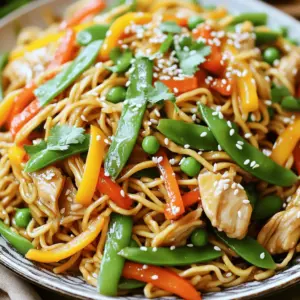 To make your Better-Than-Takeout Spicy Chicken Lo Mein, gather these ingredients: - 8 oz. lo mein noodles - 2 tablespoons vegetable oil, divided - 1 pound chicken breast, thinly sliced - 2 cloves garlic, minced - 1-inch piece of ginger, freshly grated - 1 bell pepper, sliced (red or green for color) - 1 cup snap peas, trimmed - 1 carrot, peeled and julienned - 3 green onions, chopped (whites and greens separated) - 3 tablespoons soy sauce - 1 tablespoon hoisin sauce - 1 tablespoon sriracha (adjust based on heat preference) - 1 teaspoon sesame oil - Salt and freshly ground black pepper to taste - Sesame seeds for garnish (optional) Fresh ingredients add great flavor. I suggest using fresh chicken, vegetables, and ginger. Fresh garlic gives a bright punch, too. However, frozen vegetables can work well. They save time and still taste good. Just thaw them before cooking. Fresh lo mein noodles are best, but you can use dried ones if needed. You can swap chicken for shrimp or tofu for a different taste. Try adding other veggies like broccoli or mushrooms. If you want less heat, use less sriracha. You can also try different sauces, like teriyaki, for a unique spin. Enjoy experimenting with these options! To start, bring a large pot of salted water to a boil. Once boiling, add 8 oz. of lo mein noodles. Cook them according to the package instructions until they are al dente. This usually takes about 4-5 minutes. After cooking, drain the noodles and rinse them under cold water. This stops the cooking and keeps them from sticking. Set the noodles aside while you prepare the other ingredients. Next, heat 1 tablespoon of vegetable oil in a wok or large skillet over medium-high heat. When the oil is hot, add 1 pound of thinly sliced chicken breast. Season the chicken with salt and freshly ground black pepper. Cook for about 5-7 minutes. Stir it occasionally until the chicken turns golden brown and is fully cooked. Once done, transfer the chicken to a plate and set it aside. In the same pan, add the other tablespoon of vegetable oil. Then, add 2 cloves of minced garlic and 1-inch piece of grated ginger. Sauté for about 30 seconds until you smell the garlic and ginger. Now, toss in 1 sliced bell pepper, 1 cup of snap peas, and 1 julienned carrot. Stir-fry these veggies for 3-4 minutes. You want them to be tender but still crisp. It's time to bring it all together! Return the cooked chicken to the pan with the veggies. Add the drained lo mein noodles, 3 tablespoons of soy sauce, 1 tablespoon of hoisin sauce, 1 tablespoon of sriracha, and 1 teaspoon of sesame oil. Gently toss everything together for 2-3 minutes. Make sure everything is heated through. Taste the dish and adjust the seasoning with more salt, pepper, or sriracha if you like it spicier. Remove the pan from heat. Fold in the chopped green onion whites for added flavor. Transfer the lo mein to serving plates and sprinkle the green onion greens on top. If you like, add sesame seeds for garnish. Serve this dish right away for the best taste! Enjoy your perfect homemade spicy chicken lo mein! To make your lo mein pop, focus on fresh ingredients. Use ripe bell peppers and crisp snap peas. Fresh garlic and ginger add a punch that dried spices can't match. Cook chicken until golden for a rich taste. Always taste your sauce mix before adding to the pan, adjusting soy sauce or hoisin for balance. This small step can change the whole dish. Want it spicier? Add more sriracha to the chicken while it cooks. You can also sprinkle red pepper flakes in the veggie mix. If you prefer it milder, use less sriracha or skip it altogether. Remember, you control the heat! Always start with a little, and you can add more later if needed. Don’t overcook your noodles. They should be al dente and firm. Rinse them under cold water to stop the cooking process. When stir-frying, keep your veggies crisp; avoid sogginess by cooking them just until tender. Lastly, don’t skip the sesame oil; it adds a nice finish. Always serve the dish right after cooking for the best flavor and texture. {{image_4}} You can swap chicken for other proteins. Tofu is a great choice for a vegetarian option. Use firm tofu for the best texture. Just press and cube it before cooking. Shrimp is another tasty alternative. It cooks quickly and adds a nice flavor. Just sauté the shrimp until they turn pink. Both options give you a fun twist on this dish. Feel free to get creative with vegetables. You can add broccoli, bok choy, or mushrooms. They add more flavor and nutrients. If you want, replace snap peas with baby corn or bell peppers with zucchini. Just ensure all vegetables are cut into similar sizes for even cooking. This makes your dish colorful and fun to eat. Sauces can change the whole dish. Instead of soy sauce, try using tamari for a gluten-free option. You can also add oyster sauce for extra umami. For a sweeter version, mix in some honey or brown sugar. Experiment with different hot sauces if you want more heat. Each sauce gives a unique flavor, so don’t be afraid to mix it up! To keep your Better-Than-Takeout Spicy Chicken Lo Mein fresh, store it in an airtight container. Let the dish cool to room temperature first. Then, seal the container tightly. This helps to prevent moisture loss and keeps the flavors intact. Refrigerate the leftovers for up to three days. When you’re ready to enjoy your leftovers, use a skillet or a microwave. For the skillet, heat a little oil over medium heat. Add the lo mein and stir until hot. This method keeps the noodles from getting soggy. If you use a microwave, place the lo mein in a microwave-safe bowl. Cover it loosely with a damp paper towel and heat in 30-second intervals, stirring in between, until warm. To freeze your lo mein, portion it into freezer-safe bags or containers. Make sure to remove as much air as possible. This helps prevent freezer burn. Label the bags with the date. You can freeze it for up to two months. When you’re ready to eat, thaw it overnight in the fridge before reheating. Yes, you can. Use gluten-free lo mein noodles or rice noodles. Check labels to ensure no gluten is present. You can also swap soy sauce for tamari, which is gluten-free. To reduce the heat, cut back on sriracha. You can also skip it entirely. Add a bit more hoisin sauce for sweetness. A dash of sugar can help balance flavors too. You can use several noodles. Lo mein noodles are best, but you can also try egg noodles or even spaghetti in a pinch. Always cook them according to package instructions. Absolutely! Pre-cooked chicken saves time. Just make sure to heat it through before adding it to the dish. This keeps your meal quick and easy. Your spicy chicken lo mein will last about 3 to 4 days in the fridge. Store it in an airtight container for best results. Reheat in a pan or microwave before serving. This blog post covered everything you need to make a great lo mein dish. We looked at the ingredients, cooking steps, and tips for better flavor. You also learned about storage and common questions. Remember, you can customize this dish to fit your taste with different proteins and veggies. Don't be afraid to experiment. With practice, you will create a meal your friends and family will love, every time. Enjoy cooking!