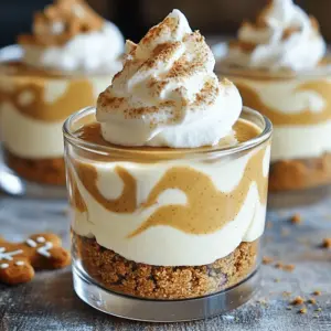 To make No-Bake Gingerbread Cheesecake Cups, you will need the following ingredients: - 1 cup crushed gingerbread cookies - 4 tablespoons unsalted butter, melted - 16 oz cream cheese, softened - 1 cup powdered sugar - 1 teaspoon vanilla extract - 1 teaspoon ground ginger - 1 teaspoon ground cinnamon - ¼ teaspoon ground nutmeg - ½ cup whipped cream (plus additional for garnish) - Optional: Additional crushed gingerbread cookies for topping These ingredients create a rich and creamy dessert. The gingerbread cookies give a warm spice flavor that pairs well with the smooth cheesecake. The whipped cream adds lightness, making this dessert feel festive and fun. When choosing your gingerbread cookies, use ones that are crunchy for the best texture. Soft cookies may not hold up well in the crust. The cream cheese needs to be at room temperature. This helps it mix easier and creates a smooth filling. Feel free to get creative with the toppings! Additional crushed gingerbread cookies on top add a nice crunch. You can also use extra whipped cream to make them look fancy. This dessert is perfect for holiday parties or cozy nights at home. Enjoy making these delightful cups! 1. Start by mixing the crushed gingerbread cookies with melted butter in a bowl. 2. Stir until the cookie crumbs are wet and look like sand. 3. Next, divide the cookie mixture evenly into each cup. 4. Press the mixture down gently to form a firm crust. 1. In a large bowl, beat the softened cream cheese for about two minutes. 2. You want it to be smooth and creamy. 3. Gradually add in the powdered sugar while mixing. 4. Keep beating until the sugar is fully mixed in. 5. Now, blend in the vanilla extract, ground ginger, ground cinnamon, and nutmeg. 6. Mix until all the flavors are well combined. 1. Carefully fold the whipped cream into the cheesecake mixture. 2. Use a spatula and mix until no white streaks are left. 3. Use a spoon or piping bag to fill each cup with the cheesecake mix. 4. Layer the cheesecake on top of the crust. 5. Cover the cups with plastic wrap and place them in the fridge. 6. Chill for at least four hours, but overnight is best for a nice texture. To get the best texture, it is key to soften the cream cheese. Cold cream cheese can create lumps in your mixture. Leave it out for about 30 minutes before mixing. This way, it blends easily and becomes creamy. Next, use careful folding techniques for the whipped cream. When you fold, use a spatula and gently mix. This keeps the air in the whipped cream, making your cheesecake light and fluffy. Avoid stirring too hard or too fast. Chilling your cheesecake cups overnight brings out the best flavor and texture. It lets the layers meld together, making each bite rich and smooth. To tell if they are set, gently press the top with your finger. If it bounces back, they are ready. If not, give them a bit more time to chill. Adding festive touches can make your cheesecake cups shine. Use a dollop of whipped cream on top for a pretty look. Sprinkle some crushed gingerbread cookies for extra flavor and crunch. You can also add a few chocolate shavings or a drizzle of caramel. These toppings bring a fun twist and elevate the overall taste. {{image_4}} You can switch up the spices in the cheesecake mix. Try adding cardamom or allspice for a different taste. These spices bring warmth and depth. You can also play with the cookie base. Use crushed chocolate cookies for a fun twist. The chocolate pairs well with the creamy filling. You could even use gingersnap cookies for extra spice. Each cookie base changes the whole flavor. For gluten-free options, use gluten-free gingerbread cookies. They work just as well and taste great. If you want lower sugar, try using a sugar substitute. Make sure it measures cup-for-cup like regular sugar. For a dairy-free version, use vegan cream cheese and coconut whipped cream. These swaps keep the flavors while meeting dietary needs. These cups pair well with seasonal drinks. Serve them with spiced apple cider or hot cocoa for a cozy treat. At holiday gatherings, arrange them on a festive platter. They look great next to other desserts. You can even add colorful sprinkles or edible glitter. This makes them extra special for guests. To keep your no-bake gingerbread cheesecake cups fresh, store them in the fridge. Place each cup in an airtight container. This method helps maintain their creamy texture and flavor. These cheesecake cups can last in the fridge for up to 5 days. Yes, you can freeze these cheesecake cups! To do this, cover each cup tightly with plastic wrap and then foil. This keeps out air and prevents freezer burn. They can be frozen for up to 2 months. When you're ready to serve, take out the cups and thaw them in the fridge overnight. This gentle thawing keeps the texture smooth and creamy. Enjoy them cold for a delightful treat! Yes, you can use store-bought gingerbread cookies. They save time and effort. Look for cookies that are crunchy. This crunch adds great texture to your dessert. Brands like Pepperidge Farm or Trader Joe’s have good options. You can crush them at home for the crust. This keeps the flavor fresh and tasty. You can make these cups a day before you serve them. Just follow the recipe and chill them overnight. This helps the flavors blend well. Store them in the fridge, covered with plastic wrap. This keeps them fresh and creamy. Just add whipped cream and toppings before serving. If you need a substitute for whipped cream, use Greek yogurt. It gives a creamy texture and tangy flavor. You can also use cool whip as a quick option. Both will work well in this recipe. Just fold them in gently to keep the light texture. These gingerbread cheesecake cups are easy and fun to make. We covered the ingredients, mixing techniques, and creative tips to ensure a great dessert. Remember to chill them long enough for the best texture. Feel free to explore flavor variations and dietary swaps. Always store them properly for freshness. Try these cups at your next festive gathering, and let the flavors shine! You’ll impress everyone with your tasty creation. Enjoy every bite!