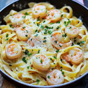 To make skillet garlic butter shrimp Alfredo, you need a few key items. Here's a complete list of ingredients you'll need: - 8 oz fettuccine pasta - 1 lb large shrimp, peeled and deveined - 4 tablespoons unsalted butter, divided - 4 cloves garlic, finely minced - 1 cup heavy cream - 1 cup freshly grated Parmesan cheese - 1 teaspoon Italian seasoning - Salt and freshly ground black pepper to taste - Fresh parsley, chopped, for garnish Each ingredient plays a vital role in creating a rich and creamy dish. The fettuccine pasta serves as a perfect base, holding the sauce well. Large shrimp add a sweet and savory flavor, while unsalted butter enhances the richness. Garlic is key for a fragrant aroma and taste. Heavy cream makes the sauce rich and creamy, and Parmesan cheese adds depth. Italian seasoning gives that classic Italian flair, and salt and pepper round out the flavors. Finally, fresh parsley adds a touch of color and brightness to your dish. First, grab a large pot and bring salted water to a rolling boil. This step is key for flavor. Add 8 ounces of fettuccine pasta to the boiling water. Cook the pasta until it is al dente, which means it should still have a bit of firmness. This usually takes about 8 to 10 minutes. When done, save ½ cup of the starchy pasta water. This water helps thicken the sauce later. Drain the pasta in a colander and set it aside. Now, it's time to bring some flavor. Heat a large skillet over medium heat. Add 2 tablespoons of unsalted butter and let it melt until it bubbles. Once the butter is ready, add 4 cloves of finely minced garlic. Sauté the garlic for about 1 minute. Keep an eye on it; you want it fragrant but not browned. This will build the base flavor for your dish. Next, add 1 pound of peeled and deveined shrimp to the skillet. Place the shrimp in a single layer for even cooking. Cook them for about 2 to 3 minutes on each side. Pay attention as the shrimp turn pink and opaque. This means they are done. While cooking, season the shrimp with salt, pepper, and 1 teaspoon of Italian seasoning. Once cooked through, transfer the shrimp to a plate and set aside. In the same skillet, pour in 1 cup of heavy cream. Bring the cream to a gentle simmer over medium-low heat. Stir in the remaining 2 tablespoons of butter along with 1 cup of freshly grated Parmesan cheese. Stir continuously until the cheese melts and the sauce thickens slightly. This creamy sauce is the star of your dish. Now, add the cooked fettuccine directly into the skillet with the Alfredo sauce. Toss the pasta gently to coat it well in the sauce. If the sauce looks too thick, use the reserved pasta water. Add it a few tablespoons at a time until you reach the creamy consistency you like. Return the cooked shrimp to the skillet, gently folding them into the pasta and sauce. Heat everything together for about another minute. This warms the shrimp through. Give the dish a taste and adjust the seasoning with extra salt and pepper if needed. To finish, plate the creamy shrimp Alfredo and garnish with freshly chopped parsley. This adds a nice pop of color and flavor to your meal. To make a great Alfredo sauce, reserving pasta water is key. This starchy water helps the sauce cling to the pasta. It also adds a nice creaminess that makes the dish shine. When you drain your fettuccine, remember to scoop out about half a cup of that water before you toss the pasta. To avoid a gritty sauce, make sure your heat is low when adding cheese. Stir the cheese gently until it melts. If you rush this, you may end up with lumps. No one wants a lumpy sauce in their meal! When cooking shrimp, keep these best practices in mind. Use fresh, high-quality shrimp for the best flavor. Make sure they are peeled and deveined before cooking. This will save you time and make eating easier. Avoid overcooking shrimp by keeping an eye on the color. They should turn pink and opaque. Cooking them for about 2-3 minutes on each side usually does the trick. If they curl up tightly, they are overcooked. For a nice twist, try adding lemon zest as a garnish. It adds a fresh flavor that complements the richness of the sauce. You can also sprinkle some extra Parmesan on top for added taste. As for side dishes, a simple green salad or garlic bread pairs well. These options balance the meal and add a nice crunch. Enjoy your Skillet Garlic Butter Shrimp Alfredo with these tasty sides! {{image_4}} You can easily change the pasta type in this dish. If you want something different, try penne or spaghetti. Each type gives a new twist to your meal. For the seafood, shrimp is great, but you can swap it for scallops or crab. These options will still keep your dish rich and tasty. If you want a lighter version, you can use lower-calorie cream substitutes. Options like half-and-half or Greek yogurt work well. They help cut calories without losing flavor. Adding vegetables is another smart way to boost nutrition. Consider spinach, broccoli, or bell peppers. These veggies add color and taste while making the dish healthier. To make your dish more exciting, try different herbs and spices. Fresh basil, thyme, or even a pinch of oregano can add a nice touch. If you love some heat, sprinkle in red pepper flakes. They add warmth that pairs well with the creamy sauce. Adjust the amount to fit your taste. To store leftovers, let the dish cool to room temperature. Place the shrimp Alfredo in an airtight container. This helps keep the flavors fresh. Use a container that fits the amount you have. Glass or plastic containers work well. The best method to reheat pasta is on the stove. Place the Alfredo in a skillet over low heat. Add a splash of water or cream to keep it moist. Stir gently to warm it without burning. This helps avoid a dry or clumpy texture. Yes, you can freeze Alfredo shrimp pasta. However, the sauce may change texture when thawed. To freeze, let it cool completely. Use a freezer-safe container and leave space for expansion. For thawing, place it in the fridge overnight before reheating. This keeps the dish tasty. It takes about 30 minutes to make this dish. You spend 10 minutes prepping and 20 minutes cooking. First, boil the pasta. While it cooks, sauté the garlic and shrimp. Then, make the sauce and combine everything. You can make this dish ahead, but it’s best fresh. If you store it, keep it in an airtight container in the fridge for up to two days. To reheat, warm it gently in a skillet. Add a splash of water or cream to keep it creamy. This dish pairs well with a simple green salad or garlic bread. You can also serve steamed vegetables or roasted asparagus on the side. These sides add color and nutrition to your meal. To make this dish gluten-free, use gluten-free fettuccine. Many brands offer great options. Check the cooking time, as it may vary from regular pasta. Always look for gluten-free labels on the package. If you want a lighter sauce, you can use half-and-half or whole milk. For a dairy-free option, try coconut milk or cashew cream. These alternatives will change the flavor slightly but still taste great. This blog post covered all you need for a delicious Skillet Garlic Butter Shrimp Alfredo. We explored essential ingredients, step-by-step cooking instructions, tips for the perfect sauce, and variations to enhance flavor. Remember, cooking shrimp takes care to prevent overcooking. Feel free to swap ingredients or add veggies for a healthier dish. With proper storage and easy reheating methods, you can enjoy leftovers too. Now, you can impress your family or friends with this tasty meal. Happy cooking!