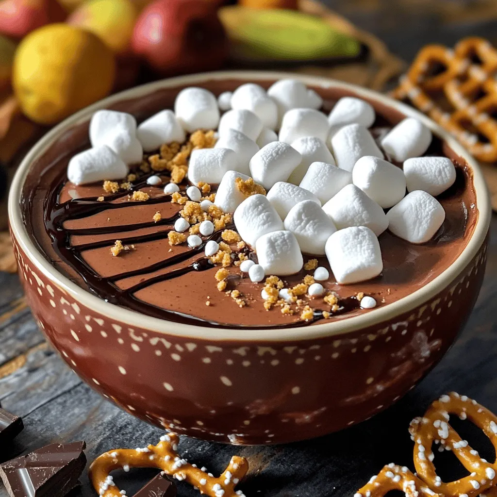 - 1 cup cream cheese, softened to room temperature - 1/2 cup Greek yogurt, preferably plain - 1/3 cup unsweetened cocoa powder, sifted - 1/3 cup maple syrup or honey (to taste) - 1 teaspoon pure vanilla extract - 1/4 teaspoon salt - 1/4 cup chocolate protein powder (or your choice of protein powder) - Mini marshmallows (for delightful topping) - Crushed graham crackers, pretzels, or fresh fruit for dipping Each ingredient plays a vital role in this dip. Cream cheese adds creaminess but also provides calcium and protein. Greek yogurt boosts protein and probiotics, which are good for digestion. Unsweetened cocoa powder is rich in antioxidants and adds a deep chocolate flavor. Maple syrup or honey sweetens the dip naturally. Chocolate protein powder adds extra protein, making this a guilt-free treat. Overall, this dip is not just tasty but also nutritious! You can switch ingredients to suit your taste or diet. For a lighter option, use low-fat cream cheese. If you prefer a dairy-free version, try almond or cashew cream cheese. You can also replace Greek yogurt with a dairy-free yogurt. For sweetness, agave syrup works well in place of honey or maple syrup. If you want a different flavor, try vanilla protein powder instead of chocolate. These swaps keep the dip yummy while catering to your needs! Start with a large mixing bowl. Take 1 cup of softened cream cheese and 1/2 cup of Greek yogurt. Mix them together until smooth. Use an electric mixer on medium speed. This step makes your dip creamy and free of lumps. Next, sift in 1/3 cup of unsweetened cocoa powder. Add it slowly to avoid clumps. Mix well after each addition. This helps to blend the cocoa evenly into the dip. Then, add 1/3 cup of maple syrup or honey, 1 teaspoon of pure vanilla extract, and 1/4 teaspoon of salt. Keep mixing until everything combines into a velvety mixture. Now it’s time to add the protein! Gently fold in 1/4 cup of chocolate protein powder. This gives your dip a rich chocolate flavor. Make sure to mix it well, so it’s evenly distributed. After mixing, taste your dip. If you want it sweeter, you can add more maple syrup or honey. Adjust it to your liking! If the dip feels too thick, you can make it creamier. Add a splash of milk or more yogurt to loosen it. Mix until you reach your desired consistency. For sweetness, remember that everyone's taste is different. Start with less sweetener and add more as needed. This way, you can create a dip perfect for your palate. Enjoy every bite! To get a creamy texture, start with softened cream cheese. This makes mixing easy. I recommend using an electric mixer for smooth results. Mix the cream cheese and Greek yogurt until they blend well. Gradually add the cocoa powder while mixing. This will help avoid lumps, which can ruin the dip's texture. If you notice lumps, keep mixing until smooth. Lastly, fold in the chocolate protein powder gently. This ensures it mixes well without losing creaminess. When presenting your dip, choose a colorful bowl. A festive bowl adds fun to the table. After smoothing the top, consider adding mini marshmallows. This gives a classic hot cocoa look. You can also sprinkle crushed graham crackers on top for texture. For an extra touch, drizzle chocolate sauce around the bowl’s edge. This small step makes the dip more inviting. Serve with dippables like fresh fruit or pretzels. This variety keeps it exciting for everyone. One common mistake is not softening the cream cheese. If it's too cold, the dip will be lumpy. Another mistake is adding all the cocoa powder at once. Remember to sift it in gradually. This helps keep the dip smooth. Also, be careful with sweetness. Taste as you go and adjust if needed. Adding too much sweetener at once can overpower the flavor. Lastly, don’t forget to fold in the protein powder gently. This keeps the dip light and fluffy. {{image_4}} You can change up the flavors in this dip easily. Try adding peppermint extract for a holiday twist. Just a teaspoon can add a fresh kick. If you love coffee, a dash of espresso powder works well too. For a mocha flavor, mix in some chocolate syrup along with coffee. Each variation gives the dip a unique taste. If you need a dairy-free option, use vegan cream cheese and almond yogurt. This swap makes the dip safe for those with dairy allergies. You can also choose a plant-based protein powder. These changes ensure that everyone can enjoy this tasty dip. Toppings can make your dip even more fun. Mini marshmallows add a classic hot cocoa touch. Crushed graham crackers give a nice crunch. You can also sprinkle some nuts for added texture. Fresh fruit like strawberries or bananas makes it colorful and healthy. Feel free to mix and match your favorite toppings! After enjoying your High-Protein Hot Cocoa Cheesecake Dip, you might have some left. To store it, place the dip in an airtight container. Cover it well to keep out air and moisture. This will help the dip stay fresh. Your cheesecake dip can last in the fridge for up to five days. Keep it in the coldest part of your fridge, not in the door. Check for any changes in smell or color before eating. If it looks or smells off, it's best to throw it away. If you want to enjoy your dip warm, you can gently reheat it. Place it in a microwave-safe bowl. Heat it in short bursts of 10-15 seconds, stirring in between. This will help keep the dip creamy. If it thickens too much, mix in a little Greek yogurt to bring back its smooth texture. Yes, you can make this dip ahead of time. It actually tastes better after resting. Cover it tightly and keep it in the fridge. This helps the flavors mix well. You can prepare it a day in advance for a quick treat. Just give it a stir before serving. You have many tasty options for dipping! Here are a few ideas: - Crushed graham crackers - Pretzels - Fresh fruit, like strawberries or bananas - Vanilla wafers - Apple slices These choices pair well with the sweet, chocolaty dip. You can even mix and match for fun! This recipe gives you about 4 to 6 servings. It's perfect for a small gathering or a cozy night in. If you need more, just double the recipe. This dip is a hit, so having extra is always a good idea! In this article, we covered the essential ingredients and steps to create a delicious dip. We explored key nutrition benefits and swaps for ingredients. You learned practical tips to achieve the perfect creamy texture and how to avoid common mistakes. Flavor variations and storage tips were also highlighted. With these insights, you can make and enjoy your own cheesecake dip. Use this guide to impress friends and family with fun twists and perfect servings. Trust in your skills, and enjoy the process!