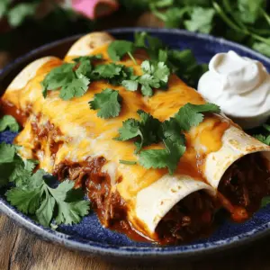 - 2 lbs beef chuck roast - 1 can (12 oz) chipotle peppers in adobo sauce - 1 medium onion, diced - 4 cloves garlic, minced - 1 cup beef broth - 2 teaspoons ground cumin - 1 teaspoon smoked paprika - 1 tablespoon olive oil - 10-12 corn tortillas - 2 cups shredded cheese (cheddar & Monterey Jack blend) - Fresh cilantro and sour cream for garnish I love using beef chuck roast for this dish. It gets so tender in the slow cooker. The chipotle peppers add a smoky heat that makes each bite exciting. I always dice a medium onion and mince four cloves of garlic to build a great flavor base. For extra depth, I mix in beef broth, cumin, and smoked paprika. These spices create a rich taste that pairs wonderfully with the beef. Don't forget the olive oil; it helps with browning the meat. You need about 10 to 12 corn tortillas for wrapping. I like a blend of cheddar and Monterey Jack cheese for a creamy topping. Finally, fresh cilantro and sour cream make perfect garnishes. They add color and a touch of coolness. Gather these ingredients, and you're ready to make a delicious meal! First, I trim the excess fat from the beef chuck roast. This step helps keep the dish from becoming too greasy. Next, I season all sides of the roast with salt and black pepper. This adds flavor right from the start. Then, I heat a tablespoon of olive oil in a large skillet over medium-high heat. Once the oil shimmers, I carefully add the beef. I sear the roast for about 3-4 minutes on each side. I want it to get a nice, brown crust for extra taste. After browning, I move the beef to my slow cooker. In the same skillet, I add diced onion and minced garlic. I sauté them for 2-3 minutes until the onion is soft and fragrant. This mix goes into the slow cooker along with the beef. Next, I add the can of chipotle peppers in adobo sauce, beef broth, ground cumin, and smoked paprika. I stir everything together until combined. Then, I cover the slow cooker with its lid. I set it to low heat and let it cook for 6-8 hours. The beef will become tender and easy to shred. Once the beef is cooked, I carefully take it out of the slow cooker. Using two forks, I shred the beef into bite-sized pieces. I return the shredded beef to the slow cooker and mix it with the sauce. Now, I preheat my oven to 350°F (175°C). For assembling, I take one corn tortilla and lay it flat on a clean surface. I spoon a generous amount of the beef mixture into the center. Then, I sprinkle some shredded cheese on top. I roll the tortilla tightly around the filling. I place the rolled tortilla seam-side down in a greased baking dish. I repeat this process until I use all the beef mixture. If there's extra beef, I pour it over the rolled enchiladas. I top everything with remaining cheese for a delicious finish. Next, I cover the baking dish with aluminum foil and bake it for 20 minutes. After that, I remove the foil and bake for another 10-15 minutes. I want the cheese to be bubbly and golden. When done, I take the enchiladas out of the oven and let them cool for a few minutes. They are now ready to serve! Choosing the right cut of beef is key. I suggest using beef chuck roast. It has great fat content and flavor. The marbling breaks down during cooking, making it tender. Always trim excess fat to avoid a greasy dish. This small step helps keep the flavor rich and delicious. You can adjust the spice level to fit your taste. If you want it spicier, add more chipotle peppers. If you prefer it milder, use fewer. You can also mix in beans or vegetables for extra nutrition. Black beans or bell peppers add great flavor and texture. Experiment and make it your own! Timing is crucial for slow cooking. Set your slow cooker to low heat. Cook for 6 to 8 hours for the best results. The beef should be tender and easy to shred. If you’re short on time, you can cook on high for 3 to 4 hours. Just make sure to check for tenderness before serving. {{image_4}} You can switch the beef for chicken or pork. Both options give great taste. For chicken, use boneless thighs or breasts. Cook them the same way as beef. For pork, a shoulder cut works well. Adjust cooking time to ensure it stays tender. Using these proteins keeps the flavor rich and satisfying. If you want a meatless meal, try black beans or roasted veggies. For beans, use one can of black beans, drained and rinsed. Mix them with spices like cumin and chili powder. For veggies, use bell peppers, zucchini, or mushrooms. Sauté them until soft, then fill the tortillas. These options still taste amazing and keep you full. If you need a gluten-free meal, corn tortillas are perfect. Check that your tortillas are labeled gluten-free. You can also use gluten-free sauces for extra flavor. Many brands offer great options that taste just as good. Always read the labels to ensure everything is safe and delicious. To store leftovers, place your enchiladas in an airtight container. Keep them in the fridge for up to three days. Make sure they cool down before sealing. This helps keep them fresh and tasty. If you notice any sauce, it’s good to cover it with a bit of foil to avoid drying out. For freezing, wrap each enchilada tightly in plastic wrap. Place them in a freezer-safe bag or container. This way, they stay safe from freezer burn. You can freeze them for up to three months. When you’re ready to eat, just thaw them in the fridge overnight for best results. To reheat, you can use the oven or microwave. For the oven, preheat to 350°F (175°C). Place the enchiladas in a baking dish, cover with foil, and heat for about 20 minutes. This method keeps them nice and moist. If using a microwave, heat on medium for 1-2 minutes. Make sure to check that they are warm throughout. Enjoy them hot for the best taste! You can keep these enchiladas in the fridge for about 3-4 days. Make sure to place them in an airtight container. If you want to store them longer, freeze them. They can last for up to 3 months in the freezer. Just use a freezer-safe container or bag. Label the container with the date for easy tracking. Yes, you can prep these enchiladas ahead of time. First, cook the beef in the slow cooker and shred it. Then, roll the enchiladas and place them in a baking dish. Cover the dish tightly with plastic wrap or foil. You can store them in the fridge for up to 24 hours before baking. If you want to freeze them, do it before baking. Just remember to thaw them in the fridge overnight before cooking. Several tasty sides pair perfectly with enchiladas. Consider serving them with: - Mexican rice - Refried beans - Fresh guacamole - Corn salad - Sliced avocado These sides add flavor and texture to your meal. You can also serve sour cream on the side for a creamy dip. Enjoy your enchiladas with these delightful accompaniments! Slow cooker chipotle beef enchiladas are a delicious treat. You start with a rich beef chuck roast and complement it with bold chipotle and spices. The slow cooking makes the beef tender. You can customize the recipe with different proteins or make it vegetarian. Store leftovers properly to keep them fresh. Whether you enjoy them today or later, these enchiladas are a crowd-pleaser. They are easy to make and perfect for sharing. Enjoy your cooking adventure!