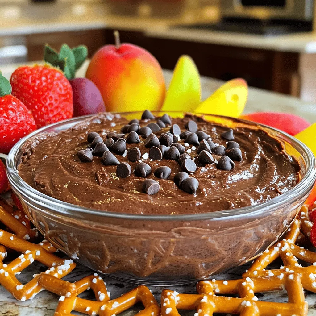 - 1 cup plain Greek yogurt - 1/4 cup unsweetened cocoa powder - 2 tablespoons honey or maple syrup - 1 scoop chocolate protein powder - 1 teaspoon pure vanilla extract - 2 tablespoons almond butter (or peanut butter) - A pinch of fine sea salt - Chocolate chips or cacao nibs for garnish The main ingredients in this dip create a rich, chocolatey flavor. Greek yogurt gives a creamy base. Cocoa powder adds deep chocolate taste. Honey or maple syrup sweetens it naturally. Chocolate protein powder boosts the dip with extra protein. Vanilla extract gives a warm, sweet aroma. Almond butter adds richness, while sea salt balances flavors. - Assortment of fresh fruits (berries, banana slices, apple wedges) - Crunchy snacks (pretzels, graham crackers) For dipping, fresh fruits like berries and banana slices work great. They add freshness and taste. Apple wedges also provide a nice crunch. You can also use pretzels or graham crackers for a fun texture contrast. These snacks make the dip even more enjoyable. - Mix the Greek yogurt until smooth. Start with a medium bowl. Use a whisk. This helps to get a creamy base. - Gradually add cocoa powder while whisking. Add it slowly to avoid lumps. This makes the dip rich and chocolatey. - Incorporate honey or maple syrup thoroughly. Pour in your sweetener and mix well. Adjust the sweetness to your taste. - Add chocolate protein powder and vanilla extract. Stir these in well. This boosts flavor and adds protein. - Fold in almond butter and sea salt. Use a spatula to combine gently. This step gives a nice nutty taste. - Smooth the dip into a serving bowl. Use a spatula to make the top even. This makes it look nice for serving. Now your Protein Brownie Batter Greek Yogurt Dip is ready to enjoy! You can switch out nut butters easily. Cashew butter gives a creamy taste. Sunflower seed butter is great for nut-free diets. These options keep the dip tasty. If you need to adjust sweeteners, use stevia or agave. Stevia is low in calories. Agave has a mild flavor. Both options help you control the sweetness level. For a fun presentation, arrange fresh fruit around the dip. Use berries, banana slices, or apple wedges. This makes the dish look colorful and inviting. You can also add crunchy snacks like pretzels or graham crackers. They provide a nice contrast to the smooth dip. Drizzle a bit of honey or almond butter on top for a fancy touch. {{image_4}} You can make this dip even more fun with some simple tweaks. - Adding espresso powder for a mocha twist: Just mix in about one teaspoon of espresso powder. This adds a rich coffee flavor. It pairs well with chocolate, making the dip taste like a mocha treat. - Incorporating coconut flakes for a tropical flavor: Add about two tablespoons of unsweetened coconut flakes. This gives the dip a chewy texture and a hint of sweetness. You’ll feel like you are on a beach with every bite! You can easily change this dip to fit different diets. - Making it vegan using plant-based yogurt and protein powder: Swap the Greek yogurt for coconut or almond yogurt. Use a plant-based protein powder too. This way, everyone can enjoy the dip! - Low-carb version ideas for a keto-friendly dip: To make this dip low in carbs, use a sugar substitute like erythritol instead of honey. Choose a low-carb protein powder too. This keeps the dip delicious and friendly to your diet. Feel free to mix and match these ideas! To keep your Protein Brownie Batter Greek Yogurt Dip fresh, store it in an airtight container. This helps prevent any smells from the fridge affecting its taste. You can also use plastic wrap to cover the dip directly, but a container is best. The dip will stay fresh for about 3 to 5 days in the fridge. After this time, it may lose its creamy texture and flavor. If you want to save some dip for later, freezing is a great option. Just scoop the dip into a freezer-safe container. Make sure to leave some space at the top since it may expand. You can freeze the dip for up to 2 months. When you're ready to enjoy it, take it out of the freezer. Let it thaw in the fridge overnight or for a few hours at room temperature. Once it’s thawed, stir it well before serving to restore its creamy goodness. To cut the sweetness, reduce the honey or maple syrup. Start with just one tablespoon. You can also add more cocoa powder. This adds rich flavor without extra sweetness. If you want, try adding a bit of plain Greek yogurt. This will balance out the taste. Yes, you can use flavored Greek yogurt. Flavored yogurt can make the dip sweeter and change the taste. Choose flavors like vanilla or chocolate for a good mix. Just remember, it may not taste like brownie batter. The texture should still be creamy and smooth. Yes, this dip is great for meal prep! You can make it a few days ahead. Store it in an airtight container in the fridge. It will stay fresh for up to five days. Just give it a good stir before serving to bring back its creamy texture. This blog post covered a delicious chocolate dip made with Greek yogurt and cocoa. You learned about the main ingredients, preparation steps, and helpful tips for variations and storage. You can enjoy this dip with fresh fruits or crunchy snacks. Whether you want it vegan or less sweet, you have options. Get creative with flavors and garnishes. This easy recipe is great for sharing and snacking. You can trust that these tips help you make a tasty dip every time.