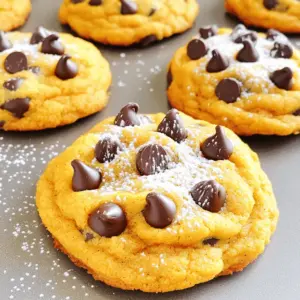 - 1 cup canned pumpkin puree - 1/2 cup unsalted butter, softened - 1 cup brown sugar, packed - 1/2 cup granulated sugar - 1 large egg, room temperature - 2 teaspoons pure vanilla extract - 2 cups all-purpose flour - 1 teaspoon baking soda - 1 teaspoon baking powder - 1/2 teaspoon sea salt - 1 teaspoon ground cinnamon - 1/2 teaspoon ground nutmeg - 1/4 teaspoon ground cloves - 1 cup semi-sweet chocolate chips - Substitute chocolate chips with white or dark chocolate - Add nuts or dried fruits for added texture and flavor I love using canned pumpkin puree for these cookies. It gives a rich, warm flavor. The unsalted butter adds a nice creaminess, while the sugars provide sweetness and depth. The egg binds everything together and keeps the cookies soft. The spices are key. Ground cinnamon, nutmeg, and cloves bring out the fall vibes. They make these cookies smell amazing while baking. The semi-sweet chocolate chips add a sweet touch and make them extra delicious. Feel free to switch things up! If you like white chocolate or dark chocolate, go for it. Adding nuts or dried fruits can make the cookies even more fun. - Preheat your oven to 350°F (175°C). - Line your baking sheet with parchment paper. This helps cookies bake well and not stick. - In a large bowl, cream together the softened butter, brown sugar, and granulated sugar. - Mix these for about 2-3 minutes until light and fluffy. - Next, add the pumpkin puree, egg, and vanilla extract. Mix well until smooth. - In another bowl, whisk together the flour, baking soda, baking powder, sea salt, and spices. - This helps spread the flavors evenly. - Slowly fold the dry mix into the wet ingredients. Mix gently, just until combined. A few flour streaks are fine. - Use a cookie scoop or tablespoon to drop rounded dough balls onto the baking sheet. - Make sure to space them about 2 inches apart for even baking. - Bake in the preheated oven for 12-15 minutes. Look for golden edges and soft centers. - Let the cookies rest on the baking sheet for 5 minutes, then move them to a wire rack to cool completely. To make soft pumpkin chocolate chip cookies, avoid overmixing the dough. When you combine the wet and dry ingredients, mix gently. Stop as soon as you see no flour streaks. A few lumps are okay. Overmixing can make cookies tough. Let the cookies cool on the baking sheet for a few minutes. This helps them set slightly and stay soft. After 5 minutes, move them to a wire rack to cool completely. This way, they remain soft and chewy. Chill the cookie dough for 30 minutes before baking. This gives the flavors time to blend and helps the cookies hold their shape. Chilling makes a big difference in taste and texture. Rotate the baking sheet halfway through baking. This helps the cookies bake evenly. Your cookies will come out golden all around, instead of brown on one side. Serve your warm cookies with a light dusting of powdered sugar or cinnamon. This adds a nice touch and enhances the fall flavors. Pair the cookies with seasonal drinks. A warm apple cider or a spiced latte makes for a festive treat. Your guests will love this cozy combination! {{image_4}} You can easily make these cookies gluten-free. Simply substitute the all-purpose flour with a gluten-free flour blend. Look for a blend that has a mix of flours and starches. This way, you can still enjoy the soft texture and rich flavor. Just make sure to follow the same measurements. If you want a vegan version, it’s super simple. Use vegan butter instead of regular butter. For the egg, replace it with flax eggs. To make one flax egg, mix one tablespoon of ground flaxseed with two and a half tablespoons of water. Let it sit for five minutes until it thickens. This will help bind your cookies without any animal products. Feel free to get creative with flavors! You can add different spices like ginger or cardamom. These spices will give your cookies a unique twist. Also, try using various types of chocolate chips or flavored chips. Dark chocolate, white chocolate, or even butterscotch chips can add a fun touch. The options are endless! Keep your soft pumpkin chocolate chip cookies in an airtight container. This keeps them fresh and moist. Store them at room temperature. If you follow this tip, your cookies will stay yummy for several days. You can freeze cookie dough balls. This makes baking quick and easy later. Just scoop the dough and place the balls on a tray. Freeze them until solid, then transfer to a freezer bag. For baked cookies, let them cool completely. Store them in a freezer-safe container for long-term preservation. This way, you can enjoy them anytime! When you want a warm cookie, use the microwave for a few seconds. This warms them up nicely. You can also restore freshness in the oven. Set it to a low temperature and heat for a few minutes. This keeps your cookies soft and tasty! Yes, you can use fresh pumpkin. Start by cooking the pumpkin until it's soft. Then, scoop out the flesh and puree it in a blender. Aim for a smooth texture similar to canned puree. You may need to drain excess water to avoid a soggy dough. Fresh pumpkin brings a bright flavor and a lovely color to your cookies. Look for a few signs to know when your cookies are ready. The edges will turn lightly golden. The centers should look soft and slightly puffy. You can gently press a cookie with your finger. If it springs back, they are done. Remember, cookies will firm up as they cool on the baking sheet. If your cookies spread too much, try these tips. First, chill the dough for at least 30 minutes before baking. This helps the butter firm up. Also, ensure that you measure your flour correctly; too little flour can cause spreading. Lastly, check your oven temperature with a thermometer. An oven that runs hot can lead to flat cookies. Yes, you can prepare the dough ahead of time. After mixing, wrap the dough tightly in plastic wrap. Store it in the fridge for up to three days. If you want to keep it longer, freeze the dough for up to three months. When ready to bake, thaw in the fridge overnight. Then, scoop and bake as usual. These cookies combine simple ingredients for a tasty treat. We explored the essential and optional elements needed, including various flavor boosts. I walked you through the easy steps to bake perfect cookies and shared tips for the right texture. Whether you prefer gluten-free options or vegan adaptations, there’s something for everyone. Keeping cookies fresh is easy with proper storage methods. Enjoy creating these delicious cookies, and remember to have fun while baking!