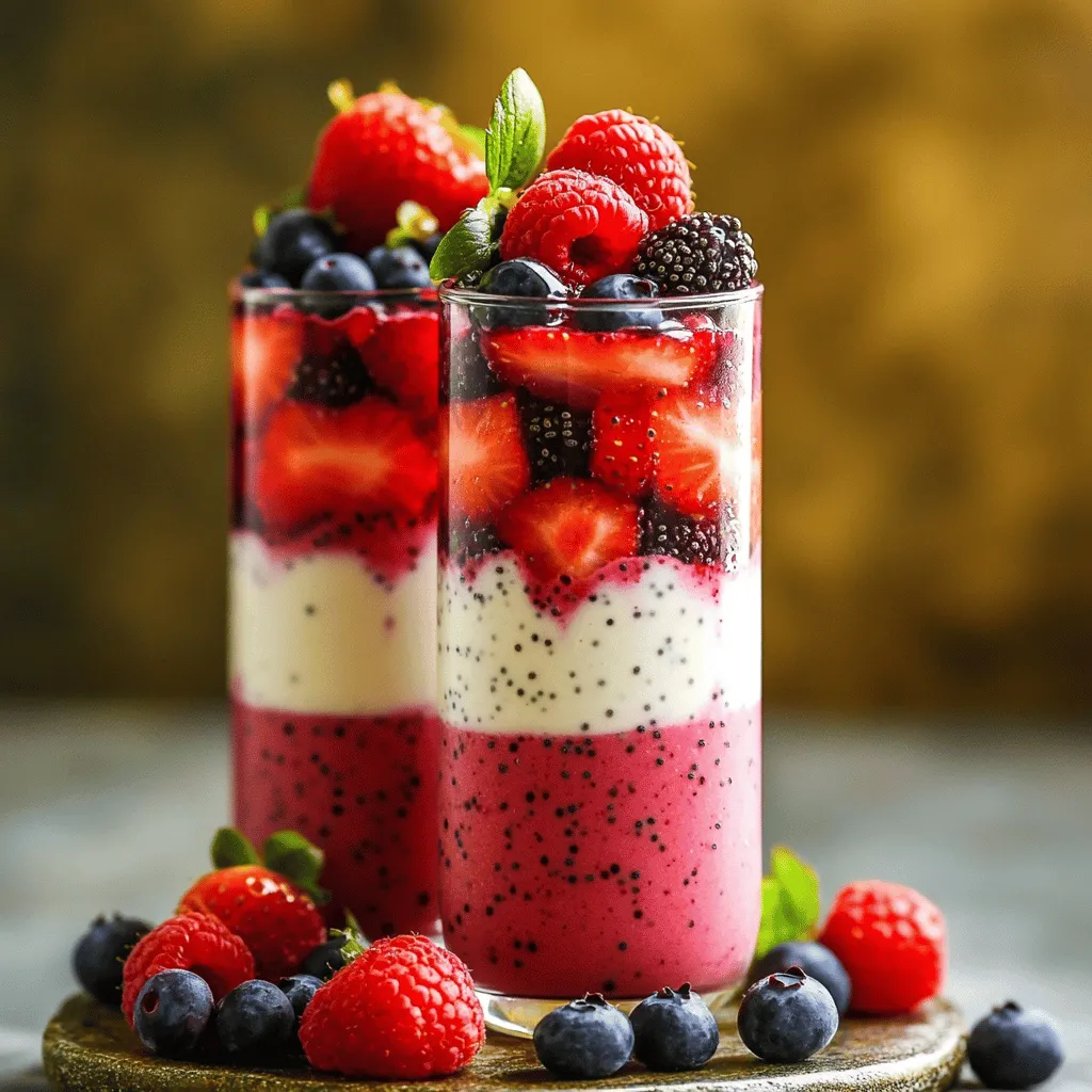 - Cottage cheese options: You can choose between low-fat and regular cottage cheese. Low-fat gives you fewer calories, while regular offers more creaminess. - Mixed berries options: Use a mix of strawberries, blueberries, and raspberries. Each berry adds sweetness and color to your smoothie. - Additional optional ingredients: Honey or maple syrup can boost the sweetness. This is great if you prefer a sweeter taste. - Milk alternatives: Unsweetened almond milk is a popular choice. You can also use oat milk, soy milk, or regular milk. - Health-boosting ingredients: Chia seeds add fiber and protein. A dash of vanilla extract enhances the flavor and makes it more exciting. Choosing your ingredients wisely makes a big difference. Each option can change the taste and texture of your smoothie. Enjoy picking what you like best! 1. Start by adding 1 cup cottage cheese to your blender. This is the creamy base for your smoothie. 2. Next, toss in 1 cup mixed berries. Use strawberries, blueberries, and raspberries for a burst of flavor. 3. If you want a sweeter taste, drizzle in 1 tablespoon honey or maple syrup. Adjust to your liking. 4. Then, sprinkle in 1 tablespoon chia seeds. These tiny seeds add great health benefits. 5. Pour in 1/2 cup unsweetened almond milk. This helps blend everything smoothly. You can use any milk you prefer. 6. Add 1/2 teaspoon vanilla extract. This enhances the flavor of your smoothie. 7. If you like a colder drink, toss in a handful of ice cubes. This step is optional, depending on how thick you want it. 8. Blend all the ingredients on high speed. Stop the blender to scrape down the sides. This makes sure everything is mixed well. 9. Taste your smoothie. If you want it sweeter, add more honey or syrup. Blend again if you make any changes. 10. Finally, pour the smoothie into two tall glasses. It’s ready for you to enjoy! To make it look nice, garnish each glass with whole berries and a sprinkle of chia seeds. This not only looks good but also adds texture! - Achieving the perfect texture: To get a smooth and creamy blend, use ripe bananas and chilled ingredients. If you want it thicker, add more cottage cheese or ice cubes. For a thinner smoothie, increase the almond milk. - Adjusting sweetness to personal preference: Taste your smoothie after blending. If it's not sweet enough, add more honey or maple syrup a little at a time. This way, you can control how sweet it gets. - Blending in batches versus all at once: If your blender is small, blend the ingredients in two batches. Start with the cottage cheese and a bit of milk, then add the fruits. This helps mix everything better. - Recommended topping for garnish: For a fun look, sprinkle whole berries and chia seeds on top. This adds color and a nice texture. Plus, it makes your smoothie more inviting! {{image_4}} You can easily adapt this smoothie to fit your diet. Here are some fun ideas: - Vegan-friendly substitutions: Use silken tofu or dairy-free yogurt instead of cottage cheese. This keeps the creaminess while making it vegan-friendly. - Low-carb or keto adaptations: Swap the banana for half an avocado. This change lowers the carbs and adds healthy fats. Use unsweetened almond milk for fewer carbs. - Enhancements with different fruit combinations: Try different fruits! Use mango or spinach for a twist. You can mix in pineapple for a tropical vibe or add spinach for a nutrient boost. - Protein boost options: For an extra protein kick, mix in a scoop of your favorite protein powder. Nut butters like almond or peanut butter also work great. They add flavor and healthy fats, making your smoothie even more filling. These variations make the smoothie not just tasty but also fit for many diets. Enjoy mixing and matching to find your perfect blend! - Best practices for refrigerator storage: After making your smoothie, pour it into a sealed container. This keeps air out and helps maintain freshness. Store it in the fridge. - How long the smoothie stays fresh: Your smoothie will stay fresh in the fridge for up to 24 hours. However, for the best taste and texture, enjoy it within a few hours. - Freezing options for pre-made smoothies: If you want to save some for later, freezing is a great option. Pour the smoothie into ice cube trays or freezer-safe bags. This makes it easy to grab a portion when you need it. - Thawing and re-blending instructions: To thaw, place your smoothie in the fridge overnight. You can also use the microwave for a quick thaw, but do it in short bursts. After thawing, give it a quick blend to restore the creamy texture. Is cottage cheese healthy for smoothies? Yes, cottage cheese is a healthy choice for smoothies. It is high in protein and low in fat. This makes it great for muscle growth and keeping you full. It also adds creaminess without extra calories. Can I use frozen berries instead of fresh? Absolutely! Frozen berries work well in this smoothie. They blend easily and make your drink cold and thick. Plus, they are often picked at peak ripeness, so they taste great. What are the nutritional benefits of chia seeds? Chia seeds are tiny powerhouses. They are rich in fiber, which helps digestion. They also have omega-3 fatty acids, good for heart health. Adding just a tablespoon gives your smoothie a nutrient boost. How can I make this smoothie more filling? To make the smoothie more filling, you can add a scoop of protein powder. Nut butters also work well. Adding more banana or oats can help, too. These options increase fiber and keep you satisfied longer. Can I substitute with other types of cheese? You can use other cheeses like ricotta or Greek yogurt. Each option will change the texture and taste a bit. Ricotta is creamy like cottage cheese, while Greek yogurt adds tanginess. We explored how to make a delicious smoothie using cottage cheese and mixed berries. You learned about the best ingredients, step-by-step preparation, and practical tips for texture and sweetness. Variations allow you to fit different diets, while storage tips keep your smoothie fresh. In the end, smoothies can be healthy, tasty, and fun to make. Try new flavors and enjoy your creations!