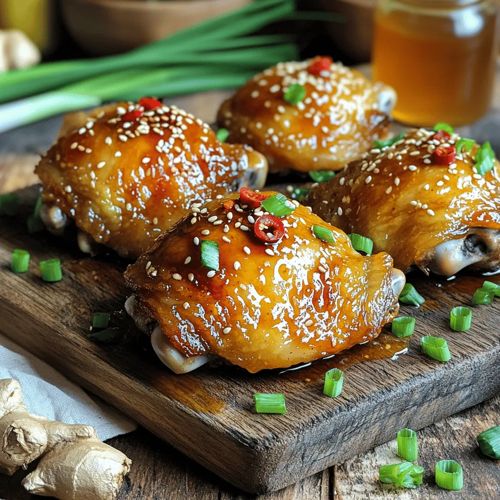 To make Air Fryer Honey Chile Crisp Chicken Thighs, gather these key items: - 4 bone-in, skin-on chicken thighs - 1/4 cup honey - 2 tablespoons soy sauce - 1 tablespoon rice vinegar - 2 tablespoons chile crisp - 2 cloves garlic, minced - 1 teaspoon grated fresh ginger - Salt and pepper to taste - 1 tablespoon olive oil Adding garnishes can enhance flavor and look. Here are some great options: - Chopped green onions - Sesame seeds You can swap some ingredients if needed: - Use chicken breasts instead of thighs for a leaner option. - Maple syrup can replace honey for a different sweet flavor. - Any vinegar can work if you don’t have rice vinegar. - Chile crisp is key, but you can use chili paste or sriracha for heat. - Fresh ginger can be replaced with ground ginger in a pinch. Making these simple swaps can still deliver tasty results. Enjoy getting creative with your ingredients! Start by gathering your ingredients. In a medium bowl, mix these items: - 1/4 cup honey - 2 tablespoons soy sauce - 1 tablespoon rice vinegar - 2 tablespoons chile crisp - 2 cloves garlic, minced - 1 teaspoon grated fresh ginger - Salt and pepper to taste Whisk them together until smooth. This marinade adds flavor and a nice glaze to the chicken. Now, take 4 bone-in, skin-on chicken thighs. Pat them dry with paper towels. This step is key for crispy skin. Lightly sprinkle salt and pepper on both sides. Place the chicken in a large zip-top bag or shallow dish. Pour the marinade over the chicken, making sure it coats every piece. Seal the bag tightly or cover the dish. Let it marinate in the fridge for 30 minutes to 2 hours. The longer, the better the flavor! Preheat your air fryer to 400°F (200°C). This helps the chicken cook evenly. After marinating, remove the chicken from the marinade. Let any extra liquid drip off. Drizzle the thighs with 1 tablespoon of olive oil for extra crispiness. Arrange the chicken in the air fryer basket, skin side up. Make sure they are not touching. Cook for 25-30 minutes, flipping halfway through. Check that the internal temperature reaches 165°F (75°C). The skin should look golden brown and crispy. Carefully take the chicken out and let it rest for 5 minutes. For a tasty finish, drizzle any leftover marinade over the top. Garnish with chopped green onions and sesame seeds. Enjoy your delicious meal! To get that perfect crispy skin, start by patting the chicken dry. Moisture makes it hard to crisp up. Use paper towels to soak up any water. Next, drizzle olive oil over the chicken. This adds flavor and helps with crispiness. Make sure the skin side faces up in the air fryer. Avoid crowding the basket. Space the chicken out. This allows hot air to circulate, giving you that golden brown finish. Marinating is key for flavor. Combine honey, soy sauce, rice vinegar, chile crisp, garlic, and ginger in a bowl. Mix it well until smooth. After drying the chicken, place it in a bag with the marinade. Seal it tightly and chill for at least 30 minutes. For deeper flavor, marinate for up to 2 hours. This lets the chicken soak in all the tasty goodness. If your chicken isn’t crispy, check the moisture. Too much water can ruin the skin. Ensure you’re using enough oil when cooking. If it’s undercooked, use a meat thermometer. The internal temp should reach 165°F. For even cooking, flip the thighs halfway through. If they brown too fast, lower the temperature by 25°F. Adjusting the heat can help you get it just right. {{image_4}} You can make this dish even spicier. Just add more chile crisp to the marinade. You can also mix in some red pepper flakes or sriracha. This gives the chicken a fiery kick. If you like heat, try these options for a bold flavor boost. Want a lighter meal? Swap honey for agave nectar or maple syrup. You can also use low-sodium soy sauce. For a fresh twist, add lime juice instead of rice vinegar. These changes keep the dish tasty but lower in calories. Serve your chicken thighs with sides like rice or salad. They go well with roasted veggies too. For a fun twist, try them in tacos. Top with avocado and lime for a refreshing bite. Garnish with green onions and sesame seeds for color and crunch. Once your chicken thighs cool, put them in an airtight container. Keep the container in the fridge. Leftovers stay fresh for about 3 to 4 days. Make sure the chicken is completely cooled before sealing to avoid moisture build-up. To reheat, use the air fryer for best results. Set it to 375°F (190°C) and cook for about 5 to 10 minutes. This helps keep the skin crispy. You can also use a microwave, but the skin may not stay as crunchy. If you want to freeze the chicken, wrap each thigh in plastic wrap. Then, place them in a freezer-safe bag. They can last for up to 3 months in the freezer. When you’re ready to eat, thaw them in the fridge overnight before reheating. You should marinate the chicken for at least 30 minutes. For better flavor, try marinating for up to 2 hours. The longer the chicken sits in the marinade, the more it soaks up those sweet and spicy flavors. Yes, you can use boneless chicken thighs. They will cook faster, so check them earlier. Make sure they reach the same internal temperature of 165°F (75°C) for safe eating. Chile crisp is a spicy, crunchy condiment made from fried garlic, onions, and chili flakes. You can find it in most grocery stores in the Asian foods section, or you can make your own at home. To check if the chicken is done, use a meat thermometer. The internal temperature should reach 165°F (75°C). The skin should look crispy and golden brown, which is a good sign that it’s ready to eat. This blog post covered the key ingredients needed for your dish, including essential items and optional garnishes. I explained how to create a tasty marinade and cook the chicken perfectly in an air fryer. You learned tips for getting crispy skin and dealing with common problems. Variations let you explore different flavors while storage tips help keep leftovers fresh. Remember, cooking is fun and simple! Enjoy trying these ideas to elevate your meals.