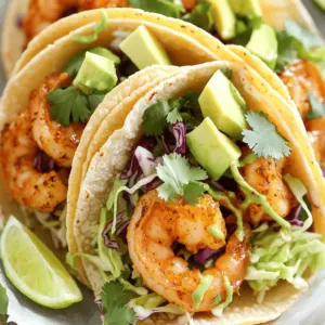 - Shrimp and Marinade Components - 1 pound large shrimp, peeled and deveined - 2 tablespoons extra-virgin olive oil - 1 teaspoon chili powder - 1 teaspoon smoked paprika - 1/2 teaspoon garlic powder - 1/2 teaspoon ground cumin - 1 teaspoon freshly grated lime zest - 2 tablespoons fresh lime juice - Salt and freshly cracked pepper, to taste - Tortilla and Topping Ingredients - 8 small corn tortillas - 1 cup finely shredded cabbage - 1 ripe avocado, sliced into thin wedges - Fresh cilantro leaves, for garnishing - Lime wedges, for serving - Optional Add-ons for Extra Flavor - Sliced jalapeños for heat - Pico de gallo for freshness - Sour cream for creaminess This recipe uses fresh shrimp and zesty lime to create a bright dish. The mix of spices adds warmth and depth to the shrimp. The corn tortillas hold everything together, giving a nice crunch. Add your favorite toppings for extra flavor. The optional ingredients can change the taste and texture to your liking. Enjoy making these tacos your own! Mixing the Marinade Ingredients To start, gather your ingredients. In a medium bowl, mix: - 2 tablespoons extra-virgin olive oil - 1 teaspoon chili powder - 1 teaspoon smoked paprika - 1/2 teaspoon garlic powder - 1/2 teaspoon ground cumin - 1 teaspoon freshly grated lime zest - 2 tablespoons fresh lime juice - Salt and freshly cracked pepper, to taste Stir them well. Aim for a smooth and even mix. This marinade is key for flavor. Marinating the Shrimp Next, add 1 pound of large, peeled, and deveined shrimp to the bowl. Toss gently until every shrimp is coated with the marinade. Let them sit for 15 to 20 minutes. This allows the shrimp to soak in all the zesty flavors. Air Fryer Preheating While the shrimp marinates, preheat your air fryer to 400°F (200°C). This step is important. A hot fryer cooks the shrimp evenly and makes them crispy. Air Frying Process Once preheated, place the marinated shrimp in the air fryer basket. Spread them in a single layer. Cook for 6 to 8 minutes. Shake the basket halfway through. This helps the shrimp cook evenly and gain that delightful crispiness. Heating the Corn Tortillas While the shrimp cooks, prepare the corn tortillas. Heat a skillet over medium heat. Warm each tortilla for about 30 seconds on each side. This keeps them soft and easy to fold. Assembling the Tacos Now it’s time to build your tacos! Take a warmed tortilla and add a few pieces of shrimp. Top with: - 1 cup finely shredded cabbage - 1 ripe avocado, sliced into thin wedges - Fresh cilantro leaves for garnish Serve immediately with lime wedges on the side. Squeeze lime juice over the tacos for extra flavor. Enjoy your tasty creations! - Recommended Marinade Timing: For the best taste, marinate your shrimp for 15 to 20 minutes. This allows the shrimp to soak up all those vibrant chili and lime flavors. If you let it sit longer, the shrimp may become too salty. - Alternative Seasonings: Feel free to mix things up! Try adding a pinch of cayenne for heat or some oregano for an earthy twist. Other herbs like thyme can also work well. Just remember to adjust the amounts to suit your taste. - Air Fryer Tips for Crispiness: To get that perfect crunch, avoid overcrowding the air fryer basket. Cook the shrimp in a single layer. Also, shaking the basket halfway through cooking ensures even crispiness on all sides. - Common Mistakes to Avoid: One common mistake is not preheating the air fryer. Preheating helps the shrimp cook evenly. Also, don’t skip the oil in the marinade; it helps with browning and flavor. Lastly, be careful not to overcook the shrimp; they should be just opaque and tender when done. {{image_4}} You can switch out shrimp for other seafood. Fish like cod or tilapia works well. Just cut the fish into small pieces. Marinate them just like the shrimp. Cook them in the air fryer for a quick meal. You’ll get a nice, flaky texture. Using chicken instead of shrimp is also a great choice. Use boneless, skinless chicken breasts or thighs. Cut them into bite-sized pieces. Coat them in the same marinade. Air fry until they reach a safe temperature. This option gives you a hearty, filling taco. For gluten-free options, use corn tortillas. They are naturally gluten-free and perfect for tacos. You can also find other gluten-free tortillas made from rice or almond flour. Check the package to ensure they meet your needs. If you want vegan tacos, skip the shrimp and use roasted veggies or beans. Bell peppers, zucchini, or black beans add great flavor. You can still use the same marinade for the veggies. This way, you keep all the zesty taste without the meat. To keep leftover shrimp fresh, store them in an airtight container. Place the container in the fridge right away. Shrimp stays good for about three days. Make sure your fridge is at 40°F (4°C) or lower. For reheating, use your air fryer. Set it to 350°F (175°C) and cook for about 3 to 5 minutes. This keeps the shrimp crispy. You can also use a skillet over low heat. Just add a splash of water to keep them moist. If you have assembled tacos, they are best eaten fresh. Store them in the fridge for no more than one day. Wrap them in foil or place them in a container. This helps prevent them from getting soggy. For long-term storage, keep the shrimp and toppings separate. Store tortillas in a sealed bag. You can freeze shrimp for up to three months. When ready to eat, thaw them in the fridge overnight. Reheat as mentioned earlier for the best taste and texture. Yes, you can use frozen shrimp. Just make sure to thaw them first. The best way is to place them in the fridge overnight. If you're short on time, you can put them in a bowl of cold water for about 15-20 minutes. Once thawed, pat them dry before marinating. This helps the seasoning stick better and keeps your tacos from getting soggy. These tacos have a mild spice level. You can adjust the heat to fit your taste. If you want more spice, add extra chili powder or a dash of cayenne pepper to the marinade. For less heat, reduce the chili powder or skip it altogether. You can also add creamy toppings, like avocado, to balance the spice. These tacos pair well with several sides. Consider serving them with: - Black beans - Mexican rice - Grilled corn - Fresh salsa - A crisp salad These sides enhance the meal and add more flavor. Feel free to mix and match based on your preferences. Enjoy your tasty taco night! This blog post covered how to make delicious shrimp tacos, from the key ingredients to storage tips. You learned how to prepare a tasty marinade and cook the shrimp perfectly. I shared options for different seafood, dietary needs, and common mistakes to avoid. Remember, the right toppings and seasonings can elevate your dish. Keep experimenting with flavors to find what you love. Enjoy your cooking journey and make these shrimp tacos your own!