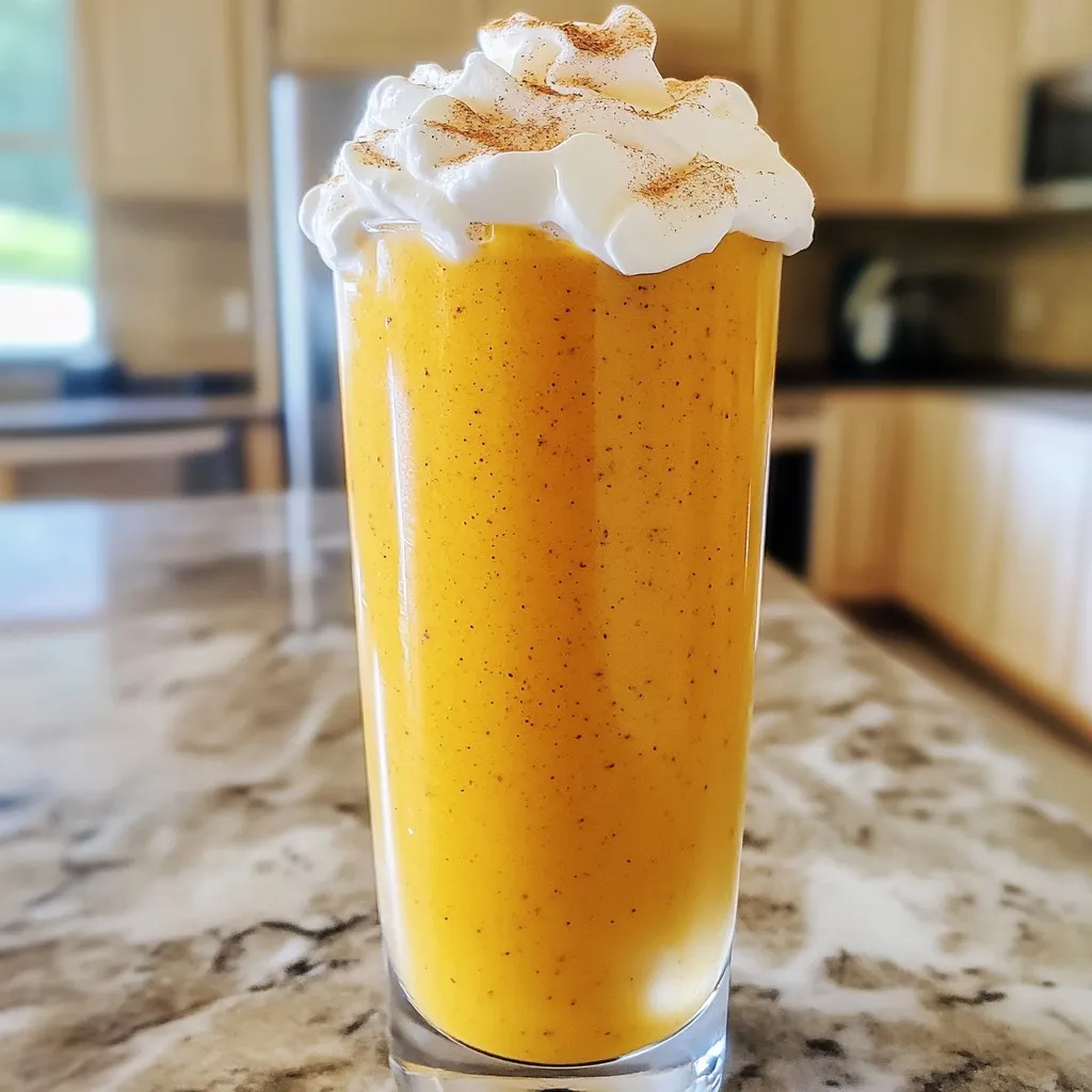 To make the Pumpkin Spice Latte Protein Smoothie, you need the following ingredients: - 1 cup unsweetened almond milk - 1/2 cup canned pumpkin puree - 1 scoop vanilla protein powder - 1 teaspoon pumpkin spice - 1 tablespoon maple syrup (or honey) - 1/2 teaspoon vanilla extract - 1/2 cup ice cubes - Optional toppings: Whipped coconut cream, Ground cinnamon These ingredients work together to create a smoothie that is creamy, flavorful, and packed with nutrition. The almond milk gives a light base, while the pumpkin puree adds richness and fiber. The protein powder boosts your energy and keeps you full. Pumpkin spice is a mix of flavors that brings warmth and comfort. You can use store-bought or make your own with cinnamon, nutmeg, and ginger. The maple syrup or honey adds a touch of sweetness, balancing the flavors. Ice cubes make the smoothie cold and refreshing. If you want to make it extra special, top it with whipped coconut cream and a sprinkle of cinnamon. These toppings not only look great but also add more flavor to your drink. This blend of ingredients makes the Pumpkin Spice Latte Protein Smoothie a perfect treat for any time of day! In a high-speed blender, mix together the unsweetened almond milk, canned pumpkin puree, vanilla protein powder, pumpkin spice, maple syrup, and vanilla extract. Blend these ingredients until they are well combined. This step creates a smooth and creamy base for your smoothie. Next, add the ice cubes to the blender. Blend on high speed until the mixture is silky smooth and creamy. The ice not only cools the drink but also makes it refreshing. Once blended, taste the smoothie to check the sweetness. If you want it sweeter, add more maple syrup or honey. Blend briefly again to mix in any extra sweetness. This step allows you to customize the flavor to your liking. Carefully pour the smoothie into a tall glass. Watch as the creamy texture fills the glass, making it inviting. Presentation matters, and this step shows off your hard work. If you want to indulge, add a generous dollop of whipped coconut cream on top. This adds a rich contrast to the smooth base. It also looks great and adds extra flavor. For a finishing touch, lightly sprinkle ground cinnamon over the whipped cream. This not only adds flavor but also enhances the visual appeal of your smoothie. A little detail goes a long way! Serve the smoothie right away. Enjoy the robust flavors of fall in every sip. This Pumpkin Spice Latte Protein Smoothie is not just tasty; it's also nutritious! Pick a protein powder that fits your taste. I like vanilla for this smoothie. It mixes well with pumpkin and spices. Look for powders low in sugar. This keeps your smoothie healthy and tasty. Start with the maple syrup in the recipe. Blend it in, then taste your smoothie. If it isn’t sweet enough, add more syrup or honey. Blend again to mix it well. Always adjust slowly to avoid making it too sweet. To get a smooth texture, use a high-speed blender. Blend the almond milk and pumpkin first. Then add the ice and blend until creamy. If it's too thick, add a splash of almond milk. This will help it blend easier. Canned pumpkin is easy and saves time. It has a rich flavor and is ready to use. If you prefer fresh, roast a pumpkin first. Cool it, then blend it into a puree. Both options work well, so choose what you like best. {{image_4}} If you want a dairy-free smoothie, use almond milk. It's creamy and tasty. You can also try oat milk or coconut milk. Both options add a nice flavor and keep it smooth. Want to spice it up? Add a pinch of nutmeg or ginger. This adds warmth to your drink. You could also mix in a tablespoon of cocoa powder for a chocolate twist. If you like it sweeter, try adding a banana or dates. To boost the protein, add Greek yogurt or cottage cheese. Both options make the smoothie creamy and thick. You can also toss in some chia seeds or hemp seeds. These seeds are small but pack a big protein punch. You might not finish your Pumpkin Spice Latte Protein Smoothie in one go. If you have leftovers, store them in a sealed container in the fridge. It will stay fresh for up to 24 hours. When you’re ready to drink it again, give it a good shake or blend to mix it up. This helps to restore its creamy texture. Want to save your smoothie for later? Pour any extra smoothie into ice cube trays. Once frozen, transfer the cubes to a freezer-safe bag. You can blend these later for a quick treat. This method keeps the flavor and nutrients intact. You can enjoy a cold smoothie anytime! To keep your smoothie at its best, use fresh ingredients. Always check the expiration dates on your almond milk and protein powder. If you use canned pumpkin, make sure to seal it well after opening. Store it in the fridge and use it within a week. Following these tips ensures every sip is fresh and tasty! You can use any milk you like. Options include oat milk, soy milk, or coconut milk. Each option adds its own flavor, so choose one that you enjoy. If you prefer a nut-free option, stick with oat milk. Yes, you can easily make this smoothie vegan. Just ensure the protein powder is plant-based. Use maple syrup instead of honey for sweetness. This way, you keep it entirely plant-based and delicious. This smoothie has about 250 calories. The main ingredients like pumpkin puree and protein powder contribute to this total. Adjusting the amount of maple syrup can change the calorie count if needed. You can prepare this smoothie ahead of time. Blend all the ingredients and store it in the fridge for up to a day. Just remember to shake it well before drinking. No, they are not the same. Pumpkin puree is just pure pumpkin with no added sugar or spices. Pumpkin pie filling contains sugar and spices, making it sweet. For this recipe, use pumpkin puree for the best flavor. This blog post shared a tasty pumpkin smoothie recipe. We covered key ingredients, simple steps, and helpful tips. You can adjust sweetness and try different protein powders. Storing leftovers and freezing the smoothie is also easy. Enjoying this smoothie can be quick, delicious, and healthy. Get creative with toppings and variations. You will love this creamy treat any time of year. Make it your own and share it with friends!