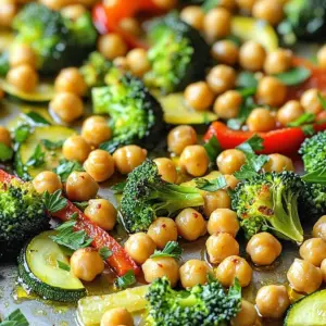 - 1 can (15 oz) chickpeas - 2 cups fresh broccoli florets - 1 vibrant red bell pepper - 1 medium zucchini - 1 large red onion - 4 cloves of garlic - 3 tablespoons extra-virgin olive oil - Zest and juice from 1 large lemon - 1 teaspoon smoked paprika - 1 teaspoon ground cumin - Salt and black pepper - Fresh parsley - Large mixing bowl - Sheet pan - Whisk - Measuring spoons I love how simple this dish is! You need just a few fresh veggies and a can of chickpeas. The bright flavors come from the lemon and garlic. The chickpeas add protein and taste great when roasted. Main Ingredients: Start with a can of chickpeas. Make sure to rinse them well. Next, grab some fresh broccoli florets. They add a nice crunch. A red bell pepper brightens the dish with color and sweetness. Don’t forget the zucchini! It cooks quickly and adds tenderness. Lastly, a large red onion gives a sharp taste that balances the other flavors. You also need garlic, minced finely for that bold flavor. Seasoning and Garnish: For seasoning, you need three tablespoons of extra-virgin olive oil. It helps everything stick and adds richness. The zest and juice of one large lemon bring brightness. Smoked paprika adds warmth, while ground cumin gives an earthy tone. Season with salt and black pepper to taste. Fresh parsley is perfect for a sprinkle on top. Equipment Needed: You will need a large mixing bowl to mix all your veggies and chickpeas. A sheet pan is essential for roasting everything together. A whisk will help you blend the seasoning well. Finally, measuring spoons ensure you get the right amounts. With these ingredients and tools, you're set to create a delicious meal! - Preheat the oven to 425°F (220°C). - Drain and rinse the chickpeas. - Prepare the vegetables: chop broccoli, slice bell pepper, zucchini, and onion. - Combine the vegetables and chickpeas in a large bowl. - In a small bowl, whisk together minced garlic, olive oil, lemon zest, lemon juice, smoked paprika, cumin, salt, and pepper until well mixed. - Drizzle the seasoning mix over the vegetables. - Spread the mix evenly on a sheet pan and roast in the oven for 20-25 minutes. - Stir halfway through cooking to ensure even roasting. - Keep vegetables evenly spaced on the pan. This lets hot air circulate for even cooking. - Adjust cooking time based on veggie size. Smaller pieces cook faster than larger ones. - Use parchment paper for easier cleanup. It prevents sticking and saves time. - Experiment with additional spices. Try cumin, coriander, or even a pinch of cayenne. - Add more lemon for extra zing. A splash of lemon juice brightens the dish. - Use fresh herbs for enhanced taste. Basil or thyme can add wonderful flavors. - Pair with grains like quinoa or rice. This adds texture and makes it filling. - Serve as a side dish or a main course. It works well in both roles. - Add protein for a heartier meal. Chicken or tofu can boost the protein content. {{image_4}} You can easily swap out the broccoli for other veggies. Asparagus or green beans work great too. They add a nice crunch. Sweet potatoes or carrots bring a touch of sweetness. This change gives a new flavor to the dish. Want to change the flavor profile? Use different citrus like lime or orange. Each brings a unique twist. For a bit of heat, add chili flakes. This step adds depth and excitement to every bite. This dish is vegan, making it perfect for many diets. You can also ensure it’s gluten-free. For a Mediterranean twist, add feta cheese. This extra step creates a creamy contrast with the lemon and garlic. Enjoy the mix of flavors! To keep your Lemon Garlic Chickpeas and Veggies fresh, refrigerate them in an airtight container. This helps lock in the flavors. Enjoy your leftovers within 3-4 days for the best taste and texture. After that, they may lose their freshness. If you want to save some for later, freezing is a great option. Place the cooled dish in a freezer-safe container. This method allows you to enjoy a tasty meal even weeks later. When you're ready to eat, thaw it in the fridge overnight. To reheat, you can use the microwave or bake them in the oven. If you microwave, do so in short bursts to avoid overheating. If you choose the oven, warm it at 350°F (175°C). Add a splash of water to keep it moist and prevent dryness. Enjoy your delicious leftovers! Yes, you can prepare this recipe a few hours in advance. Just follow the steps until you are ready to roast. Cover the pan with foil or plastic wrap. When you are ready, simply pop it in the oven. This makes dinner planning easier. You can add chicken, shrimp, or tofu. These proteins blend well with the chickpeas and veggies. They also absorb the lemon and garlic flavors nicely. You can add more smoked paprika or fresh chilies. Both options will give the dish a nice kick. Adjust it to your spice level. Experiment to find what you like best! Absolutely, this recipe is great for meal prep. It stores well and is easy to portion. You can pack it in containers for quick meals during the week. Enjoy it warm or cold! This blog post shared a simple and tasty recipe for roasted chickpeas and veggies. We covered key ingredients, clear steps for preparation, and tips for perfect roasting. You can switch up the veggies and flavors to fit your taste. Remember, this dish is great for meal prep and lasts in the fridge for several days. Enjoy getting creative with leftovers and serving this dish any way you like. Cooking should be fun, so explore different flavors and enjoy every bite!