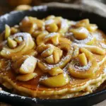 To make the Apple Cinnamon Swirl Pancake Skillet, gather these ingredients: - 1 ½ cups all-purpose flour - 2 tablespoons granulated sugar - 1 tablespoon baking powder - ½ teaspoon baking soda - ½ teaspoon salt - 1 teaspoon ground cinnamon - 1 ¼ cups buttermilk - 2 large eggs - 3 tablespoons unsalted butter, melted - 2 medium Granny Smith apples, peeled and diced - ½ teaspoon vanilla extract - 1 tablespoon brown sugar - 1 tablespoon fresh lemon juice - Extra butter or oil for cooking These simple ingredients come together to create a warm, fluffy pancake. The apples add a nice crunch and sweetness. The cinnamon gives it that cozy flavor that everyone loves. Be sure to use fresh apples for the best taste. Granny Smith apples work great because they are tart and hold their shape well. The buttermilk makes the pancakes tender and fluffy. Each bite brings warmth and comfort, making it a perfect treat for breakfast or brunch. In a large bowl, combine the following dry ingredients: - 1 ½ cups all-purpose flour - 2 tablespoons granulated sugar - 1 tablespoon baking powder - ½ teaspoon baking soda - ½ teaspoon salt - 1 teaspoon ground cinnamon Whisk these together until they blend well. This mix will give your pancakes a nice rise and great flavor. In a separate bowl, whisk together: - 1 ¼ cups buttermilk - 2 large eggs - 3 tablespoons unsalted butter, melted - ½ teaspoon vanilla extract Make sure they are well combined. The buttermilk and eggs add moisture and fluffiness to your pancakes. Now, gently pour the wet mixture into the dry ingredients. Stir lightly with a spatula until just combined. A few lumps are okay. Next, prepare the apples. In a small bowl, toss: - 2 medium Granny Smith apples, peeled and diced - 1 tablespoon fresh lemon juice - 1 tablespoon brown sugar This adds sweetness and helps prevent browning. Preheat a large skillet over medium heat. Add a small amount of butter or oil to coat the pan. Pour about ½ cup of pancake batter into the skillet, forming one large pancake. Then, sprinkle a handful of the apple mixture on top. Drizzle a little extra batter over the apples to create a swirl. Cook for about 3-4 minutes. Look for bubbles forming on the surface. Once the edges firm up, carefully flip the pancake. Cook for another 2-3 minutes until golden brown. Repeat this process for the remaining batter and apple mixture. Don't forget to add more butter or oil as needed between batches. For a fun finish, stack the pancakes back into the skillet. Drizzle with maple syrup or a warm mix of melted butter and brown sugar. Enjoy! To get fluffy pancakes, do not overmix the batter. Mix just until combined. A few lumps help keep the pancakes light. If you mix too much, they will be dense, and we want fluffy bites of goodness. Use medium heat when cooking your pancakes. This heat ensures even cooking. Too high heat burns the pancakes outside while leaving them raw inside. Watch the bubbles form on top; that's your cue to flip! When cooking in batches, add butter or oil between each one. This step helps keep the pancakes from sticking. It also adds flavor and keeps the pancakes nice and golden. Repeat this for each pancake for the best results. {{image_4}} You can make the Apple Cinnamon Swirl Pancake Skillet more fun. Try adding nuts like walnuts or pecans for a crunchy twist. You could also add spices like nutmeg for extra warmth. These additions will make your pancakes even more tasty and unique. If you want to mix it up, use different fruits. Try other apple types, like Honeycrisp or Fuji, for a sweeter flavor. You can also swap apples for pears or berries. Each fruit brings a new taste and makes your skillet special. For those who need a gluten-free choice, just swap the all-purpose flour. Use a gluten-free flour blend instead. This simple change keeps the pancakes delicious while being safe for gluten-free diets. Don't worry; they will still taste great! Store leftover pancakes in an airtight container in the fridge. They stay fresh for up to three days. When you want a quick breakfast, just grab them and enjoy! To freeze pancakes, lay them in a single layer on a baking sheet. Once they are frozen solid, transfer them to a freezer bag. This keeps them from sticking together. They can last in the freezer for up to three months. Reheat pancakes in a microwave or toaster. For the microwave, heat for about 30 seconds. If using a toaster, toast them until warm and crispy. Both methods work well to bring back that fluffy texture! Yes, but add a bit of vinegar or lemon juice to mimic buttermilk's acidity. This small addition helps create the tangy flavor that buttermilk gives. It also helps make the pancakes fluffy. Just mix one tablespoon of vinegar or lemon juice into the regular milk. Let it sit for five minutes, and you’re good to go! Place pancakes on a warm plate in a low oven (around 200°F). This helps keep them hot without cooking them more. You can stack them up as you cook. Just be careful not to let them dry out. Maple syrup, whipped cream, or additional sautéed apples are great choices. Maple syrup adds sweetness, while whipped cream makes it extra creamy. Sautéed apples can enhance the apple flavor. You can even mix and match these toppings for a fun twist! These Apple Cinnamon Swirl Pancakes are a delightful treat you can easily make. We covered choosing the right ingredients, mixing the batter, and cooking to golden perfection. Don’t forget the tips for fluffiness and cooking temperature. You can even customize these pancakes with nuts or different fruits. Store leftovers properly, and reheat when ready. Enjoy these pancakes with warm maple syrup or whipped cream. The simple recipes and tips make it easy to savor this dish anytime. Happy cooking!