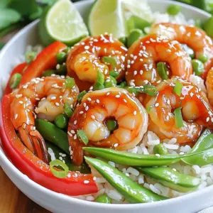 - 1 pound large shrimp, peeled and deveined - 1 cup jasmine rice - 1 tablespoon olive oil - 3 tablespoons honey - 2 tablespoons Sriracha sauce - 2 tablespoons soy sauce - 1 teaspoon garlic powder - 1 teaspoon ground ginger - Salt and black pepper - 1 red bell pepper, thinly sliced - 1 cup snap peas, ends trimmed - 2 green onions, finely sliced - Sesame seeds for garnish The first step is gathering all your ingredients. You need large shrimp for a tasty base. Jasmine rice offers a lovely, fluffy texture. The olive oil helps cook the shrimp perfectly. Next, focus on the marinade. Honey brings sweetness, while Sriracha adds heat. Soy sauce gives a savory depth. Garlic powder and ground ginger enhance the flavor. Don't forget salt and black pepper to taste! For veggies, a red bell pepper adds color and crunch. Snap peas are crisp and fresh. Green onions add a mild onion flavor. Lastly, sesame seeds give a nice touch when garnished. This mix creates a balanced dish with vibrant flavors. Each ingredient plays a role in making this meal delightful. - Rinse rice under cold water. This helps remove any extra starch. - Combine rice with 1 ½ cups of water in a medium pot. Bring to a boil. - Reduce heat to low, cover, and simmer for about 15 minutes. The rice should be fluffy and the water absorbed. - Remove from heat and let it sit, covered, for a few minutes. - In a large mixing bowl, whisk together the honey, Sriracha sauce, soy sauce, garlic powder, ground ginger, and a pinch of salt and black pepper. - This mix creates a sweet and spicy flavor that coats the shrimp perfectly. - Add the peeled and deveined shrimp to the marinade. Toss gently to coat each shrimp well. - Let the shrimp marinate for about 15 minutes. This allows the flavors to seep in. - Heat olive oil in a large non-stick skillet over medium-high heat. - Once the oil is shimmering, add the marinated shrimp in a single layer. - Cook for 2-3 minutes on each side, until they turn pink and opaque. - In the same skillet, add the sliced red bell pepper and snap peas. - Stir frequently and sauté for about 3-4 minutes. You want them tender yet still crisp. - Return the cooked shrimp to the skillet with the sautéed vegetables. - Gently stir to combine and cook for an additional minute. This ensures everything is heated through. - To serve, divide the fluffy jasmine rice among four bowls. - Top each bowl with the honey Sriracha shrimp and vegetable mix. - Garnish with sliced green onions and a sprinkle of sesame seeds for a nice touch. To get the best flavor, adjust the Sriracha to your taste. If you love heat, add more Sriracha. If you prefer mild, use less. This balance makes the shrimp perfect for your palate. Remember, the honey will help tone down the spice, so play around with it. Shrimp cook quickly, so avoid overcooking them. Cook them just until they turn pink and opaque. Usually, this takes about 2-3 minutes per side. If you overcook them, they get rubbery, and no one likes that. Keep a close eye on them while they sizzle. Make your rice bowls look great by garnishing with lime wedges. Place them on the side for a fresh burst of flavor. For an aesthetic look, arrange the shrimp and veggies on top of the rice. Use different colors to create a vibrant dish. This makes your meal not only tasty but also beautiful. {{image_4}} You can easily switch the shrimp for other proteins. Chicken works well in this dish. Simply cut the chicken into bite-sized pieces. Marinate it just like the shrimp. Tofu is another great choice. Use firm tofu and press it to remove extra water. Cut it into cubes and marinate. Both options provide tasty flavors. If you want to lower carbs, consider using brown rice or cauliflower rice. Brown rice offers more fiber and nutrients. It adds a nutty flavor that pairs well with the dish. Cauliflower rice is a great low-calorie choice. It absorbs flavors well and keeps the meal light. Adding more veggies boosts the nutrition of your rice bowl. Broccoli is a great option. Steam or sauté it until tender. Carrots bring a nice crunch and sweetness. Slice them thin for quick cooking. Zucchini adds a fresh taste and cooks fast. Mix and match these veggies for a colorful bowl. After enjoying your Honey Sriracha Shrimp Rice Bowls, store any leftovers in an airtight container. This keeps the shrimp and rice fresh for up to three days. Make sure the container seals tightly. This prevents moisture loss and keeps flavors intact. If you want to save the dish for later, you can freeze the shrimp and rice. For best results, freeze each component separately. Place the shrimp in a freezer-safe bag, pressing out the air. Store the rice in another bag or container. This way, you can enjoy them later without losing texture. When you're ready to eat your frozen or refrigerated leftovers, reheat them carefully. For the shrimp, use a skillet over medium heat. Stir until hot, about 5 minutes. For the rice, add a splash of water and cover it in a pot on low heat. This method helps the rice stay fluffy and moist. Avoid the microwave if you can; it can dry out your food. Serve these bowls with simple sides. Here are some tasty ideas: - Steamed broccoli - Crisp cucumber salad - Fresh mango slices - Garlic bread - Edamame These sides add great colors and textures. They also balance the sweet and spicy shrimp. Yes, you can prep this dish ahead of time. Here’s how to do it: - Cook the rice and store it in the fridge. - Marinate the shrimp early and keep it in the fridge. - Chop vegetables and store them in an airtight container. When you're ready, just cook the shrimp and veggies. This makes busy nights easier! To balance the sweetness, try these tips: - Use less honey if you want less sweetness. - Add more Sriracha for extra heat. - Mix in lime juice to add tartness. Taste as you go to find the right mix for you! This blog post guides you through making tasty Honey Sriracha Shrimp Rice Bowls. You learned about the ingredients, step-by-step cooking instructions, and helpful tips. Mixing shrimp, rice, and veggies creates a healthy meal. Remember, you can switch the protein or rice for your taste. Storing leftovers is simple, and reheating keeps them fresh. Enjoy your cooking adventure!