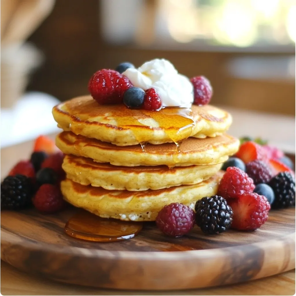 - 1 cup cottage cheese - 1/2 cup oats, blended into a fine flour - 2 large eggs - 1 tablespoon honey or maple syrup - 1 teaspoon baking powder - 1/2 teaspoon vanilla extract - A pinch of salt - Cooking spray or coconut oil for frying - Optional toppings: fresh berries, Greek yogurt, nut butter These ingredients come together to create a tasty and protein-packed breakfast. Cottage cheese is a star here. It gives these pancake bites their creamy texture and boosts protein. The oats, when blended, make a healthy flour. I love using oats since they add fiber. Large eggs act as a binder and add even more protein. Honey or maple syrup sweetens the batter just right. Baking powder helps the bites rise, making them fluffy. Vanilla extract and salt enhance the flavors, making each bite delicious. For cooking, I recommend cooking spray or coconut oil. This keeps your pancake bites from sticking. You can top your bites with fresh berries, Greek yogurt, or nut butter for added flavor. Each topping adds a fun twist! To start, gather your ingredients. In a large mixing bowl, combine: - 1 cup cottage cheese - 1/2 cup oats, blended into a fine flour - 2 large eggs - 1 tablespoon honey or maple syrup - 1 teaspoon baking powder - 1/2 teaspoon vanilla extract - A pinch of salt Mix everything well. I like to use a whisk or a mixer. This helps to make the batter smooth. You want no lumps for the best texture. Next, it's time to cook. Preheat a non-stick skillet over medium heat. Grease it lightly with cooking spray or coconut oil. This step helps the pancake bites not to stick. Now, using a spoon or ice cream scoop, pour small amounts of batter onto the skillet. Each scoop should be about 2 tablespoons. Leave some space between each scoop. Cook the pancake bites for about 2-3 minutes. Watch for the edges to firm up. Look for small bubbles to form on the surface. This shows they are ready to flip. Carefully flip each pancake bite. Cook them for another 2-3 minutes. The other side should turn a lovely golden brown. Once cooked, remove them from the skillet. Keep them warm on a plate while you finish the rest of the batter. Enjoy your tasty protein cottage cheese pancake bites warm! To avoid lumps in the batter, mix the cottage cheese first. Blend it until smooth. Then, add the oats, eggs, honey, baking powder, vanilla, and salt. Use a whisk or a hand mixer for best results. This method gives you a creamy batter without lumps. For sweetness, you can choose between honey and maple syrup. Honey gives a rich taste, while maple syrup adds a unique flavor. Adjust the amount based on your preference. Start with one tablespoon and taste. This step helps you find the perfect balance for your pancake bites. The ideal skillet temperature is medium heat. If it’s too hot, your pancake bites can burn. If it’s too cool, they won’t cook well. A hot skillet helps achieve a golden-brown color. For cooking oil, use cooking spray or coconut oil. Coconut oil adds a slight flavor and is great for frying. Make sure to grease the skillet lightly before pouring in the batter. This step prevents sticking and makes flipping easier. For toppings, fresh berries are a must. They add sweetness and color. Greek yogurt gives a creamy texture. You can also drizzle nut butter for a rich taste. Get creative with how you serve these pancake bites. Stack them high on a plate for a fun presentation. You can even turn them into a breakfast parfait, layering them with yogurt and berries. {{image_4}} You can make these pancake bites even better with some tasty tweaks. Adding fruits like bananas or blueberries gives a fresh twist. Just mash a banana and mix it in, or fold in some blueberries before cooking. This adds flavor and natural sweetness. Spices also help enhance the taste. Sprinkle in a bit of cinnamon or nutmeg for warmth. These spices pair well with the creamy cottage cheese. You can even experiment with combinations for unique flavors. If you need gluten-free options, use almond flour or coconut flour instead of oats. Both flours work well and keep the bites light. Just remember, you might need to adjust the liquid amount for the right texture. For those who prefer vegan options, replace the eggs with flaxseed meal. Mix one tablespoon of flaxseed meal with three tablespoons of water. Let it sit for a few minutes to thicken. This works great and keeps the bites fluffy. Meal prepping these pancake bites is simple. Once cooked, store them in an airtight container in the fridge. They’ll stay fresh for about three days. When you want a quick meal, just pop them in the microwave for 30 seconds. You can also mix these bites with other healthy breakfast ideas. Pair them with yogurt or a smoothie for a balanced meal. They make a great snack, too. You’ll have a tasty treat ready whenever you need a boost! Store your protein cottage cheese pancake bites in the fridge. Place them in an airtight container. This keeps them fresh and moist. You can stack them, but separate layers with parchment paper to avoid sticking. They taste best when fresh, but you can enjoy them for a few days. To freeze pancake bites, let them cool completely first. Arrange them in a single layer on a baking sheet. Freeze them for a couple of hours. Once frozen, transfer them to a freezer-safe bag or container. This way, they won’t stick together. To reheat from frozen, place them in a microwave for about 1-2 minutes. You can also use a skillet over low heat for a crispy texture. These pancake bites stay fresh in the fridge for about 3-4 days. If you freeze them, they can last up to 2 months. Look for signs of spoilage, such as an off smell or changes in texture. If they feel slimy or smell bad, it’s best to toss them. Enjoy them while they are at their best! Cottage cheese is a protein powerhouse. It has low fat and high protein content, making it great for your diet. One cup of cottage cheese packs about 28 grams of protein. This helps you feel full and satisfied. It also provides calcium, which is good for your bones. When you use cottage cheese in pancakes, it gives them a fluffy texture and a creamy taste. Plus, it adds a nice boost of nutrients without extra calories. Yes! You can make pancake bites without eggs. Some good substitutes include mashed bananas or unsweetened applesauce. Both options add moisture and help bind the batter. You can also use ground flaxseed or chia seeds mixed with water. Just mix one tablespoon of seeds with three tablespoons of water. Let it sit for a few minutes until it thickens. This will work well in place of one egg. To lower the calories in your pancake bites, you can swap some ingredients. Use a sugar-free sweetener instead of honey or syrup. You could also use low-fat cottage cheese. Instead of regular oats, try using a lighter flour, like almond flour. Adding more fruits, like mashed bananas, can also reduce calories while keeping them tasty. These tips will help you enjoy your pancake bites without feeling guilty. This blog post covered how to make tasty pancake bites using simple ingredients. We looked at mixing the batter, cooking techniques, and ways to perfect your dish. I also shared creative variations, serving suggestions, and important storage tips. These pancake bites are not only fun to make but also healthy and customizable. You can experiment with flavors and toppings that fit your taste. Now, it’s time to enjoy these easy, nutritious bites for breakfast or a snack!