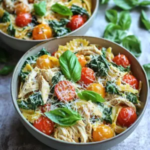 - 4 boneless, skinless chicken breasts - 1 cup cherry tomatoes, halved - 1 cup fresh baby spinach - 1/2 cup heavy cream - 1 cup low-sodium chicken broth - 1 teaspoon Italian seasoning - 4 cloves garlic, minced - 1/2 cup grated Parmesan cheese - 12 oz penne pasta - Salt and freshly ground black pepper to taste - Fresh basil leaves for garnish This recipe uses simple, fresh ingredients to create a flavorful meal. You start with chicken breasts, which are lean and easy to cook. Cherry tomatoes add a pop of color and sweetness. Baby spinach brings a nice green touch and boosts nutrition. Heavy cream makes the dish rich and creamy, while chicken broth adds depth. Italian seasoning, garlic, and Parmesan cheese blend into a savory sauce. Penne pasta is perfect for soaking up the sauce. Finally, fresh basil gives a fresh finish. Each ingredient plays a role in making the dish taste great. When you gather these items, ensure they are fresh for the best flavor. This recipe shines with good quality ingredients. - First, place the chicken breasts in your slow cooker. - Season the chicken with salt, pepper, and Italian seasoning for great flavor. - Add the minced garlic and halved cherry tomatoes on top. - Pour the chicken broth over everything to create a tasty base. - Cover the slow cooker and set it to low for 5-6 hours or high for 3-4 hours. - Cook until the chicken is tender enough to shred easily. - Once done, take the chicken out carefully and shred it with two forks. - Return the shredded chicken to the slow cooker, keeping all the juices in. - Stir in the fresh baby spinach and heavy cream. - Mix until the spinach wilts and the sauce gets creamy. - While this cooks, prepare the penne pasta according to the package directions. - After cooking, drain the pasta and set it aside. - Add the cooked penne to the slow cooker. - Gently toss it with the chicken and sauce until well coated. - Mix in the grated Parmesan cheese until it melts into the sauce. - Taste and adjust seasoning with salt and pepper if needed. - Let the mixture sit on low heat for 10 more minutes. You can switch out chicken for turkey or tofu. Both options work great. Turkey offers a similar taste, while tofu is good for a vegan meal. For a creamy touch, use coconut milk instead of heavy cream. This makes it dairy-free and still rich. To keep the chicken juicy, avoid overcooking it. Always check the internal temperature. It should reach 165°F for safety. For a creamy sauce, add the heavy cream slowly. Stir gently to blend it well. This helps it stay smooth and not clumpy. Pair this dish with a fresh green salad or garlic bread. They add great flavor and texture. For an appealing look, serve in wide bowls. Top with fresh basil and a sprinkle of Parmesan cheese. This adds color and makes it more inviting. {{image_4}} You can change the pasta shape in this dish. While penne works great, other options exist. Try using fusilli for a fun twist. Its spiral shape holds the sauce well. Rigatoni also serves as a good choice. The ridges catch the sauce and add texture. You can even experiment with gluten-free pasta if needed. Just remember to adjust the cooking time as per the package. Adding more veggies can enhance your dish. Bell peppers bring color and crunch. Slice them into strips and toss them in. Zucchini adds a mild flavor and a soft texture. Cut it into half-moons for easy mixing. Mushrooms also make a tasty addition. Sauté them first to enhance their flavor before adding. Feel free to mix and match your favorite vegetables. If you love heat, add some spice. Red pepper flakes are an easy choice. Sprinkle them in during cooking for a gentle kick. You can also use paprika for a smoky flavor. For a stronger heat, try cayenne pepper, but use it sparingly. Adjust the spice to match your taste preferences. A little heat can make the dish even more exciting! To store your leftover Slow Cooker Tuscan Chicken Pasta, let it cool first. Place it in an airtight container. Make sure to seal it well to avoid any air. This keeps the pasta fresh and tasty. Store it in the fridge for up to three days. When you're ready to enjoy it again, just reheat it on the stove or in the microwave. If you want to freeze your dish, start by cooling it completely. Use freezer-safe containers or bags. Portion it out for easy meals later. Label the bags with the date. You can freeze it for up to three months. When reheating, let it thaw in the fridge overnight. Heat it gently on low to avoid drying out. When stored correctly, your Slow Cooker Tuscan Chicken Pasta lasts about three days in the fridge. If frozen, it can stay good for three months. After that, the flavors may fade, and the texture may change. Always check for signs of spoilage before eating. Enjoy your delicious dish while it's fresh! Yes, you can use frozen chicken breasts. Just add an extra hour to the cooking time. This helps ensure they cook thoroughly and remain juicy. To make this dish gluten-free, swap regular penne pasta for gluten-free pasta. You can find many options made from rice or chickpeas. Check the labels to ensure they are gluten-free. If you want a lighter option, use half-and-half or coconut cream. Both will give a nice creaminess without the heaviness of heavy cream. Absolutely! This dish is great for meal prep. It stores well in the fridge and tastes even better the next day. Just pack it in airtight containers for easy lunches or dinners. Not all slow cookers cook the same. If yours runs hot, check the chicken after 3 hours on high. If it runs cool, it may need extra time. Always ensure the chicken reaches 165°F for safety. This blog post walks you through making a tasty Slow Cooker Tuscan Chicken Pasta. We covered the key ingredients, step-by-step cooking, and tips for the best results. You learned how to adjust flavors and customize with different veggies or pasta types. Whether you want a creamy sauce or spicy kick, you have choices. Remember to store leftovers right for the best taste later. Enjoy this dish with friends and family, knowing you can easily make changes to suit your taste!