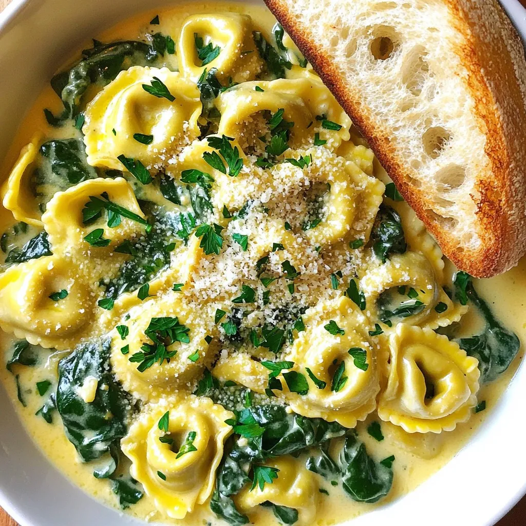 One-Pot Garlic Parmesan Tortellini & Spinach Delight