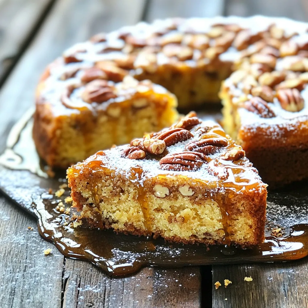 When making bakery style maple pecan coffee cake, you need quality ingredients. Here is the list you need: - 2 cups all-purpose flour - 1 cup granulated sugar - 1/2 cup unsalted butter - 1 cup buttermilk - 3 large eggs - 2 teaspoons baking powder - 1 teaspoon baking soda - 1/2 teaspoon salt - 1 teaspoon vanilla extract - 1 cup chopped pecans - 1/2 cup pure maple syrup - 1 teaspoon ground cinnamon - Optional: powdered sugar Each ingredient plays a role in the flavor and texture. The butter adds richness. The sugar gives sweetness. The buttermilk keeps the cake moist. Using fresh ingredients will boost the taste. Chopped pecans add a nice crunch and nutty flavor. Maple syrup is key for that sweet, earthy taste. Ground cinnamon adds warmth and spice. If you want a touch of elegance, consider the optional powdered sugar. It makes the cake look fancy. Now that you have the ingredients ready, it's time to mix them into something delicious! Start by preheating your oven to 350°F (175°C). This temperature gives the cake a nice rise. Next, prepare your baking pan. You can grease and flour a 9x13-inch pan. For easy removal, you can also line the bottom and sides with parchment paper. In a large bowl, cream together the softened butter and granulated sugar. Use an electric mixer for about 3-4 minutes. The mixture should be light and fluffy. Add the eggs one at a time. Mix well after each egg. Finally, stir in the vanilla extract until well combined. In another bowl, whisk together the all-purpose flour, baking powder, baking soda, and salt. This step is key for even baking. A well-mixed dry mix ensures that leavening agents are spread throughout the flour. Gradually add the dry mix to the butter mixture. Do this by alternating with the buttermilk. Start with one-third of the flour, then add half of the buttermilk. Repeat until all ingredients are combined. Be careful not to overmix; it’s okay to have a few lumps. Gently fold in the chopped pecans and pure maple syrup into the batter. This step adds great flavor. Make sure to mix carefully to keep the batter light and airy. In a small bowl, mix the ground cinnamon with 1/4 cup of the chopped pecans. This will create your delightful swirl topping. It adds texture and extra flavor to the cake. Pour half of the batter into your prepared pan. Spread it evenly using a spatula. Sprinkle half of the cinnamon-pecan mixture on top. Carefully add the rest of the batter and gently swirl it with a knife. Finish by topping with the remaining cinnamon-pecan mix. Place the cake in the preheated oven. Bake for 35-40 minutes. To check if it's done, insert a toothpick in the center. It should come out clean. The top should look golden and slightly springy. Once baked, remove the cake from the oven. Let it cool in the pan for about 10 minutes. After that, transfer it to a wire rack to cool completely. For a special touch, dust the cooled cake with powdered sugar before slicing and serving. To get the best texture for your coffee cake, focus on mixing. When you cream butter and sugar, you want air to get in. This step makes your cake light and fluffy. Mix for about 3-4 minutes until it looks pale and smooth. Use room temperature ingredients. This helps everything blend better. Cold butter or eggs can make the batter lumpy. Room temperature buttermilk also mixes well, adding moisture to your cake. For a rich taste, use fresh, high-quality ingredients. Pure maple syrup is a must. It gives the cake a deep sweetness. Avoid imitation syrup, as it lacks real flavor. Adding ground cinnamon to the batter brings warmth. It pairs perfectly with the maple syrup and pecans. You can also sprinkle some on top for a nice finish. Presentation matters! Serve slices on a wooden board or a nice cake stand. It makes your coffee cake look inviting. For extra flair, offer a small bowl of maple syrup or whipped cream on the side. Guests will love the chance to drizzle or dollop it on their slices. Consider brewing a pot of coffee or tea to enjoy with your cake. The warm drinks complement the flavors beautifully. {{image_4}} You can make this cake even more fun! Try adding chocolate chips for a sweet touch. Nuts like walnuts or almonds also work well with the maple flavor. If you want a twist, use different extracts. Almond or hazelnut extracts add a unique taste. Just remember to adjust the amount to keep the flavor balanced. If you need a gluten-free option, swap all-purpose flour with a gluten-free blend. Many blends work well in cakes. For a dairy-free version, use almond milk or coconut milk instead of buttermilk. You can also find dairy-free butter. These swaps help keep the cake tasty and light. Think outside the box with your coffee cake! You can make mini muffins for easy snacking. Just use a muffin tin instead of a pan. Layered coffee cakes look impressive too. Bake two or three layers and add filling between them. This adds height and makes a stunning centerpiece for any gathering. To keep your coffee cake fresh, store it in an airtight container. This helps to keep moisture in and prevents it from drying out. Place it in a cool, dry spot away from direct sunlight. At room temperature, the cake stays fresh for about 2-3 days. After that, you may notice a decline in quality. If your kitchen is warm or if you want to keep the cake longer, refrigerate it. Wrap the cake tightly in plastic wrap or foil. This helps to lock in freshness and prevents it from absorbing other smells. The cake can last in the fridge for up to a week. Just remember, it may lose some softness. To freeze your cake, first, let it cool completely. Wrap individual slices or the whole cake in plastic wrap. Then, place it in a freezer bag or an airtight container. This way, it stays protected from freezer burn. Your coffee cake can be stored in the freezer for up to 3 months. When you’re ready to enjoy it, thaw it in the fridge overnight or at room temperature for a few hours. Yes, you can use regular milk. Buttermilk adds a nice tang and moisture. If you don’t have buttermilk, make a quick substitute. Mix one cup of regular milk with one tablespoon of vinegar or lemon juice. Let it sit for five minutes before using. This will mimic buttermilk’s texture and taste well. You can check if the cake is done by inserting a toothpick in the center. If it comes out clean or with a few crumbs, it’s ready. The top should look golden and feel slightly springy to touch. If the toothpick has wet batter, it needs more time in the oven. Absolutely! You can prepare the batter a day in advance. Store it in the fridge in a sealed bowl. When ready to bake, let it sit at room temperature for 30 minutes. You can also bake the cake ahead and store it. Allow it to cool, then wrap it tightly. It will stay fresh for three days at room temperature. This coffee cake pairs well with many drinks. Try serving it with a hot cup of coffee or tea. For a sweeter option, serve it with a glass of cold milk or a warm latte. Add a small bowl of whipped cream or maple syrup on the side for extra delight. Enjoying these drinks will enhance your coffee cake experience! This blog covered the delicious maple pecan coffee cake recipe. You learned about the ingredients and how to prepare, bake, and serve it. I shared tips for perfect texture and flavor enhancements to make it special. You can also try variations or adjust for dietary needs. Remember to store it right to maintain freshness. Enjoy this tasty treat with your favorite beverage and impress your friends and family!