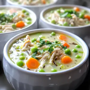 For this slow cooker creamy chicken wild rice soup, you will need: - 2 cups cooked wild rice - 1 lb boneless, skinless chicken breasts - 4 cups chicken broth - 1 cup heavy cream - 1 cup carrots, diced - 1 cup celery, diced - 1 medium onion, chopped - 2 cloves garlic, minced These ingredients create a rich base for the soup. The wild rice adds a nutty flavor, while the chicken provides heartiness. You will also need these pantry staples: - 1 teaspoon dried thyme - 1 teaspoon dried rosemary - Salt and pepper to taste - 2 tablespoons olive oil These spices enhance the taste, giving it a warm, comforting aroma. You can customize the soup with these optional additions: - 1 cup frozen peas - Fresh parsley, chopped (for garnish) Adding peas gives a pop of color and sweetness. Fresh parsley adds freshness and a lovely touch. Feel free to get creative with what you have on hand! Start by peeling and dicing the carrots and celery. Make sure they are in even pieces. Chop one medium onion and mince two garlic cloves. Set all your prepared ingredients aside. This makes cooking easier and faster. In a medium skillet, heat two tablespoons of olive oil. Use medium heat until the oil is shiny. Add the chopped onion, diced carrots, and diced celery. Sauté for about five minutes. Stir occasionally. You want the vegetables to become soft and smell good. Now, transfer the sautéed vegetables to the slow cooker. Spread them out evenly in the bottom. Next, place one pound of boneless, skinless chicken breasts on top of the veggies. Pour in four cups of chicken broth. Then, add the minced garlic, one teaspoon of dried thyme, and one teaspoon of dried rosemary. Season with salt and pepper to taste. Stir gently to mix everything without moving the chicken. Cover the slow cooker with its lid. Set it to cook on low for six to seven hours or on high for three to four hours. The chicken will become tender and fully cooked during this time. To enhance the taste of your soup, use good quality chicken broth. Homemade broth works best if you have time. The more flavors, the better! Add fresh herbs like parsley and thyme at the end for a bright taste. You can also include a splash of lemon juice for a zesty kick. Don’t forget salt and pepper; they make a big difference. Taste as you go, and adjust the seasoning to your liking. For that rich and creamy texture, heavy cream is key. Stir it in after cooking, and let the soup heat through. If you're looking for a lighter option, you can use half-and-half or coconut cream. Mix in the cooked wild rice, as it soaks up the creamy goodness. This will keep your soup thick and satisfying. Avoid adding cream too early, as it can curdle during long cooking. Shredding chicken is simple! After cooking, take the chicken out of the slow cooker. Use two forks to pull apart the chicken into bite-sized pieces. This method works well and is quick. If you have a stand mixer, you can use it to shred chicken in seconds. Just place the cooked chicken in the bowl and mix on low speed. It’s fast and easy, making cleanup a breeze! {{image_4}} You can easily make this soup gluten-free. Just use gluten-free chicken broth. For a dairy-free version, swap heavy cream for coconut milk. This change keeps the soup creamy and adds a hint of sweetness. Always check labels on your ingredients to ensure they fit your diet. Want to switch up the grain? You can use brown rice instead of wild rice. Just remember to adjust the cooking time. Brown rice takes longer to cook—about 30 minutes more. Quinoa is also a great choice. It cooks faster and adds protein. Use 1 cup of quinoa and reduce the broth by half a cup. Feel free to get creative with spices. Add a pinch of cayenne for heat, or use Italian seasoning for a twist. Fresh herbs like dill or basil can also brighten the flavor. If you love garlic, toss in an extra clove. Each change gives the soup a new personality. Experiment and find your favorite blend! You can store leftover soup in the fridge. Use an airtight container to keep it fresh. Your creamy chicken wild rice soup lasts up to three days in the fridge. Make sure it cools down before storing. This helps prevent bacteria growth and keeps your soup safe to eat. If you want to save some for later, freezing works great. Use freezer-safe containers or bags to avoid freezer burn. The soup can stay good for about three months in the freezer. Just remember to leave some space in the container for expansion. This keeps your soup tasty when you thaw it. When you're ready to enjoy your soup again, reheating is easy. You can use a pot on the stove over medium heat. Stir often to warm it evenly. If frozen, let it thaw overnight in the fridge first. You can also microwave it. Just heat in short bursts, stirring in between. Make sure it's hot throughout before serving. Enjoy your warm, creamy delight! Slow Cooker Creamy Chicken Wild Rice Soup lasts about 3-4 days in the fridge. Store it in an airtight container to keep it fresh. If you want to enjoy it later, you can freeze it. It freezes well for up to three months. Just make sure to let it cool before freezing. Yes, you can use frozen chicken! Just add it to the slow cooker without thawing. The cooking time will stay the same. Ensure the chicken reaches a safe internal temperature of 165°F. This method saves time and makes meal prep easier. This soup pairs well with many sides. Here are some ideas: - Crusty bread or rolls - A simple green salad - Garlic bread - Crackers or breadsticks These sides add texture and flavor to your meal. Absolutely! This soup is great for meal prep. You can make a large batch and divide it into portions. It reheats well, so it's perfect for quick lunches or dinners. Just store it in the fridge or freezer, and you’ll have a delicious meal ready to go! This blog post covered all you need for Slow Cooker Creamy Chicken Wild Rice Soup. We explored main ingredients and useful pantry staples. I shared step-by-step cooking instructions and helpful tips for flavor and texture. You learned how to adjust the recipe for different diets and how to store leftovers. Now you can enjoy this delicious dish anytime, knowing exactly how to make it. Dive in and let your kitchen work its magic.