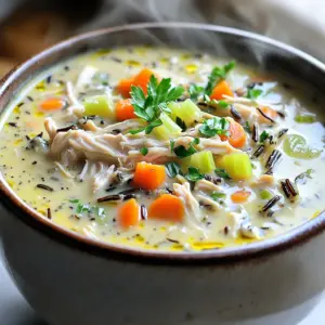 - 1 pound boneless, skinless chicken breasts - 1 cup wild rice blend - 4 cups low-sodium chicken broth - 1 cup carrots, diced (about 2 medium carrots) - 1 cup celery, diced (about 2 stalks) - 1 medium onion, chopped - 3 cloves garlic, minced - 1 teaspoon dried thyme - 1 teaspoon dried rosemary - 1/2 teaspoon black pepper - Salt to taste - Fresh parsley for garnish Gathering the right ingredients is key to making a delicious creamy slow cooker chicken and wild rice soup. Start with boneless, skinless chicken breasts. They cook evenly and are tender. Next, the wild rice blend adds a nutty flavor and chewy texture. Don’t forget low-sodium chicken broth, as it forms the soup's base. For vegetables, I love using diced carrots, celery, and onion. They add sweetness and depth. Garlic brings a nice aroma and taste that pulls the dish together. Now, let’s talk herbs and spices. Dried thyme and rosemary add warmth and earthiness. Black pepper gives a little kick, while salt enhances all flavors. Finally, fresh parsley brightens the dish and adds color when you garnish each serving. With these ingredients, your soup will be rich, creamy, and super tasty! - Start by dicing the carrots and celery into small pieces. - Next, chop the onion finely to release its sweet aroma. - Finally, mince the garlic cloves, making sure they are very small. - Heat two tablespoons of olive oil in a skillet over medium heat. - Add the chopped onion, diced carrots, and diced celery. Sauté for about 4-5 minutes. - Once the veggies soften, add the minced garlic. Sauté for one more minute until fragrant. - Now, transfer the sautéed vegetables to your slow cooker. - Add one cup of wild rice blend, one pound of chicken breasts, and four cups of low-sodium chicken broth. - Stir in one teaspoon of dried thyme, one teaspoon of dried rosemary, and half a teaspoon of black pepper. - Cover the slow cooker and set it to low for 6-8 hours or high for 3-4 hours. - When the chicken is cooked and the rice is tender, it's time to move to the next step. - About 30 minutes before serving, carefully remove the chicken using tongs. - Shred the chicken into bite-sized pieces with two forks. Return it to the soup. - Pour in one cup of heavy cream and stir it in well. Let it cook for another 20-30 minutes. - Taste the soup and adjust the seasoning with salt as needed. - Serve the soup in bowls and garnish with freshly chopped parsley for a pop of color. To boost the taste of your creamy slow cooker chicken and wild rice soup, consider adding fresh herbs. Dill or parsley can add a bright note. A pinch of red pepper flakes can add warmth. Always use low-sodium broth. This choice allows you to control the salt. It also helps the other flavors shine through. Achieving a creamy soup is easy. After cooking, add heavy cream slowly. Stir well to combine. This gives the soup a rich taste. For better chicken pieces, shred the chicken with two forks. This way, the chicken blends well with the soup. Return it to the pot for even flavor. Serve your soup with a slice of crusty bread. It’s perfect for dipping. You can also add a light salad as a side. A fresh green salad balances the creamy soup. For garnish, sprinkle fresh parsley on top for color. You can also add a dash of black pepper for a little kick. {{image_4}} To make this soup gluten-free, use a gluten-free wild rice blend. Check all labels for hidden gluten. For dairy-free options, swap heavy cream with coconut milk or almond cream. Both options keep the soup creamy while catering to dairy-free diets. You can easily substitute chicken with turkey. It works well and adds a new flavor. If you prefer plant-based proteins, try using chickpeas or lentils. They are great for a vegetarian twist. You can also use different types of rice. Brown rice or jasmine rice can offer unique tastes and textures. Just remember that cooking times may vary. Adding vegetables can change the soup's profile. Consider mushrooms for an earthy taste or spinach for a pop of color and nutrition. Both will enhance the soup’s flavor and health benefits. Don't shy away from experimenting with herbs. Fresh basil or dill can brighten the dish. Thyme and rosemary give warmth, while parsley adds freshness. Each addition can make this soup unique every time you cook it. To keep your creamy slow cooker chicken and wild rice soup fresh, use airtight containers. Glass containers work great, as they don’t absorb flavors. Let the soup cool to room temperature first. This step helps prevent condensation. Once cooled, seal the containers tightly to keep air out. When you’re ready to enjoy your soup again, use the stove or microwave. For the stove, heat the soup on low. Stir it often to warm it evenly. If you use the microwave, heat in short bursts. Stir in between to avoid hot spots. To maintain the creaminess, add a splash of cream before reheating. This keeps the texture rich and smooth. If you want to freeze the soup, ladle it into freezer-safe bags. Leave some space at the top for expansion. Seal the bags tightly and label them with the date. When ready to eat, thaw the soup overnight in the fridge. Reheat gently on the stove. Frozen soup lasts about three months in the freezer. Enjoy your tasty meal anytime! It takes about 6 to 8 hours on low heat. If you choose high heat, it takes about 3 to 4 hours. The chicken should be tender and fully cooked. You can check with a meat thermometer; it should read 165°F. Slow cooking makes the chicken juicy and adds flavor to the soup. Yes, you can use brown rice. However, it cooks faster than wild rice. Adjust the cooking time to 4-5 hours on low heat. This change may alter the texture, making it softer. Wild rice adds a nice chewiness and earthy flavor, while brown rice will give a different taste. Absolutely! You can make it on the stovetop. Start by sautéing the veggies in a pot, then add all the ingredients. Bring it to a boil, then reduce to a simmer. Cook until the chicken is tender and the rice is soft, about 30-40 minutes. Stir often to prevent sticking. This soup pairs well with crusty bread for dipping. A fresh green salad can balance the meal nicely. You can also serve it with crackers or breadsticks. For a twist, add some cheese on top for extra flavor! In this blog post, we covered the key ingredients needed for your Chicken & Wild Rice Soup. You learned how to prepare and cook the soup, with tips for enhancing flavor and texture. We also explored dietary variations and smart storage methods. Try these steps for a creamy, satisfying meal. Remember, you can adapt the recipe to fit your tastes and needs. Enjoy making this comforting dish! Your kitchen is about to smell amazing.
