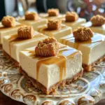 - 1 ½ cups Biscoff cookie crumbs - ½ cup unsalted butter, melted - 16 oz cream cheese, softened - 1 cup powdered sugar - 1 teaspoon pure vanilla extract - 1 cup heavy cream - ½ cup Biscoff spread (plus extra for drizzling) - Optional: Whole Biscoff cookies for topping To make these No-Bake Biscoff Cheesecake Bars, you need simple ingredients. Biscoff cookie crumbs create a tasty crust. Melted unsalted butter helps bind the crumbs together. Cream cheese adds richness and creaminess to the filling. Powdered sugar sweetens the mix without graininess. Pure vanilla extract gives a lovely flavor. Heavy cream adds lightness when whipped. Biscoff spread mixes in for an extra boost of flavor. If you want, top with whole Biscoff cookies for a fun touch. - Mixing bowls - Electric mixer - Spatula - Measuring cups and spoons - 9x9 inch baking dish Gather your tools before you start. Mixing bowls are essential for combining ingredients. An electric mixer helps smooth out the cream cheese quickly. Use a spatula to fold mixtures without losing air. Measuring cups and spoons ensure accurate portions. A 9x9 inch baking dish is perfect for setting the bars. Having everything ready makes the process smooth and fun. 1. In a medium mixing bowl, combine 1 ½ cups of Biscoff cookie crumbs with ½ cup of melted unsalted butter. 2. Mix well until it feels like damp sand. You want it evenly moistened. 3. Press this mixture firmly into the bottom of a 9x9 inch baking dish. 4. Use the back of a measuring cup to make it smooth and even. 1. In a large mixing bowl, beat 16 oz of softened cream cheese until it's smooth. 2. Gradually add 1 cup of powdered sugar and 1 teaspoon of pure vanilla extract. Mix until fluffy. 3. In another bowl, whip 1 cup of heavy cream until stiff peaks form. This lightens the filling. 4. Carefully fold the whipped cream into the cream cheese mixture in batches. 5. Once mixed, fold in ½ cup of Biscoff spread until it is fully combined. 1. Pour the cheesecake filling over the prepared cookie crust. 2. Smooth the top with a spatula for a nice finish. 3. Cover the dish with plastic wrap and refrigerate for at least 4 hours. Overnight is best. 1. After chilling, take the bars out of the fridge. 2. Cut them into squares with a sharp knife. 3. For toppings, add a whole Biscoff cookie on each square and drizzle extra Biscoff spread if you like. To make the best No-Bake Biscoff Cheesecake Bars, start with room temperature ingredients. This ensures that your cream cheese blends smoothly. Cold cream cheese can lead to lumps in your filling. Leave it out for about 30 minutes before mixing. Next, whip the heavy cream until it forms stiff peaks. This step is key for a light and fluffy texture. When you fold the whipped cream into the cream cheese mixture, do it gently. Use a spatula and a folding motion. This keeps the air in the cream, making your bars airy and delicious. For a stunning finish, drizzle extra Biscoff spread on top. This gives a glossy look and adds extra flavor. You can warm the spread slightly for easier drizzling. Garnish each bar with a whole Biscoff cookie. This not only looks great but also adds a nice crunch. Serve your cheesecake bars on a pretty platter. Sprinkle a few cookie crumbs around for an eye-catching display. Your guests will love it! {{image_4}} You can change the flavor of your No-Bake Biscoff Cheesecake Bars. Adding chocolate chips gives a sweet twist. I suggest using semi-sweet or dark chocolate for balance. Mix in about ½ cup of chocolate chips into the cheesecake filling. This adds a rich taste that pairs well with the Biscoff. Another fun option is to swap Biscoff spread for other nut butters. Almond butter or peanut butter can create new flavors. Choose a creamy nut butter for the best texture. You can use the same amount as the Biscoff spread. This change opens up a world of flavors, making each bite unique. If you need gluten-free options, use gluten-free cookies for the crust. Many brands offer gluten-free Biscoff-style cookies. Just crush them like regular cookies. This keeps the same great taste while meeting dietary needs. For vegan alternatives, use plant-based cream cheese. There are many brands available that taste great. Replace the heavy cream with coconut cream for a creamy texture. By making these swaps, you still enjoy a delicious treat without animal products. To keep your No-Bake Biscoff Cheesecake Bars fresh, refrigeration is key. First, let the bars chill for at least four hours. This helps them set properly. Once they are firm, cover the dish with plastic wrap. If you have leftovers, cut the bars into squares. Place them in an airtight container. This prevents moisture loss and keeps them tasty. - Best practices for refrigeration: Always store your cheesecake bars in the fridge. They taste best cold. - Using airtight containers: Use a container that seals well. This keeps the flavors intact. You can freeze these cheesecake bars if you want to save some for later. Freezing is simple and helps maintain their taste. Start by cutting the bars into squares. Wrap each square tightly in plastic wrap. After wrapping, place them in a freezer-safe bag or container. - Steps for freezing the bars: Freeze them for up to three months. Just be sure they are wrapped well. - Thawing tips before serving: When you’re ready to eat, take the bars out of the freezer. Let them thaw in the fridge for a few hours. This will bring them back to their creamy texture. Enjoy! No-Bake Biscoff Cheesecake Bars last about five days in the refrigerator. Store them in an airtight container. This keeps them fresh and prevents them from drying out. Yes, you can make these bars in advance. Prepare them the day before you plan to serve. This gives them time to chill and set well. Just remember to cover them tightly with plastic wrap to keep them fresh. You can use other spreads like Nutella or peanut butter. Almond butter also works well for a different taste. Just choose a spread you enjoy. Each one will change the flavor but still be delicious. Yes, refrigerating the bars is crucial. It helps them set properly, making them firm and easy to cut. If you skip this step, they may be too soft. A good chill time is at least four hours, but overnight is best. These No-Bake Biscoff Cheesecake Bars are easy to make and delicious. We covered the main ingredients, baking tools, step-by-step instructions, and tips to perfect your bars. You can customize flavors and find dietary alternatives too. In conclusion, this recipe is fun and versatile. Whether you make them for a party or a treat, you will impress everyone. Enjoy your cheesecake bars right from the fridge or freezer. They are sure to be a hit!