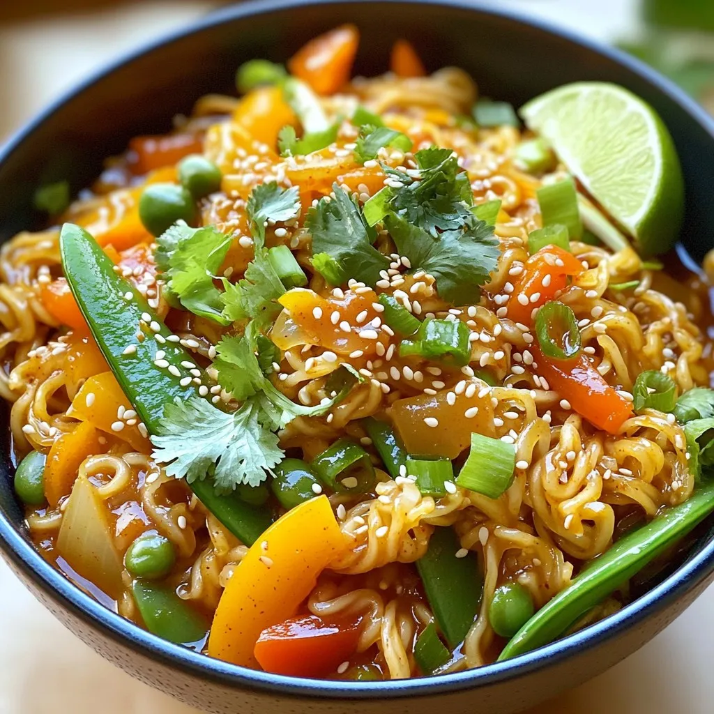 - 8 oz (225g) instant noodles - 2 tablespoons chili crisp (store-bought or homemade) - 2 tablespoons soy sauce - 1 tablespoon sesame oil - 1 teaspoon sugar - 1 cup mixed vegetables (carrots, bell peppers, and snow peas) - 2 green onions, finely sliced - 1 clove garlic, minced - 1 teaspoon ginger, minced - Optional garnishes: Fresh cilantro, sesame seeds To make Minute Chili Crisp Noodles, gather these ingredients first. You can find instant noodles at any store. Choose chili crisp based on your spice level. I love to use homemade chili crisp for extra flavor. The soy sauce adds saltiness. Sesame oil gives a nice nutty taste. Sugar balances the heat from the chili crisp. Mixed vegetables add color and crunch. I like to use carrots, bell peppers, and snow peas for their sweetness and texture. Don't forget the green onions, garlic, and ginger! They bring a fresh aroma. For a lovely finish, add cilantro and sesame seeds as garnishes. These ingredients make your dish not only tasty but also pretty. Once you have everything ready, you can start cooking! This quick meal is perfect for busy days. Plus, it’s easy to adjust based on what you have at home. Enjoy making your own version of this delicious dish! Fill a pot with water. Bring it to a rolling boil. Carefully add the instant noodles. Cook them for about 3-5 minutes, as the package says. When done, drain the noodles in a colander. Set them aside for later. Take a large non-stick skillet or wok. Pour in the sesame oil and heat it over medium heat. Once hot, add the minced garlic and ginger. Stir them for about 30 seconds. You want to smell their lovely fragrance. Now, toss in your mixed vegetables. I like using carrots, bell peppers, and snow peas for color. Stir-fry these for about 2-3 minutes. You want them to stay vibrant and crunchy. This keeps the dish fresh and appealing. In a small bowl, combine soy sauce, sugar, and chili crisp. Whisk these together well. It is important to dissolve the sugar fully. This step helps balance the flavors later on. Add the drained noodles to the skillet with the cooked vegetables. Pour the sauce mixture over everything. Use tongs or a spatula to gently toss them all together. Cook this for another 1-2 minutes. This allows all the flavors to meld. Remove the skillet from the heat. Plate the noodles in deep bowls. Garnish with sliced green onions and fresh cilantro if you like. A sprinkle of sesame seeds adds a nice touch too. For a zesty twist, add a wedge of lime on the side. To get the best noodle texture, start with boiling water. Add the instant noodles and cook them for 3-5 minutes. Drain them well. Rinse under cold water to stop cooking. This keeps them from getting mushy. You want them firm and bouncy. Making chili crisp at home is simple and fun. Start with these quick steps: - Ingredients: - ½ cup oil - 2 tablespoons chili flakes - 1 teaspoon garlic powder - 1 teaspoon onion powder - Salt to taste 1. Heat the oil in a pan. 2. Once hot, add chili flakes and mix well. 3. Stir in garlic and onion powder. 4. Cook for a minute until fragrant. 5. Let it cool and store in a jar. You can change the flavors by adding spices like paprika or cumin for a twist. These noodles pair well with many sides. Try serving with a fresh salad or crispy spring rolls. A cold drink like lime soda complements the heat. To boost the flavors, squeeze lime juice over the dish. Add more spices like crushed red pepper for an extra kick. Enjoy the mix of flavors! {{image_4}} You can easily add protein to your Minute Chili Crisp Noodles. Here are a few options: - Chicken: Use cooked, shredded chicken. It adds a hearty touch. - Tofu: For a plant-based choice, cube firm tofu. Sauté it for extra flavor. - Shrimp: Add peeled shrimp to the skillet. Cook until they turn pink. Each protein brings its own flavor and texture. Choose what fits your taste! This dish works well for vegetarians and vegans. Here are some simple swaps: - Soy Sauce: Use a low-sodium soy sauce to reduce salt. - Chili Crisp: Ensure the chili crisp is vegan-friendly. Some brands may use animal products. - Sugar: Substitute sugar with maple syrup or agave for a vegan option. These adjustments keep the dish tasty and suitable for all diets. Feel free to mix in seasonal vegetables! Here are some great ideas: - Broccoli: Adds crunch and nutrients. - Zucchini: Slice it thin for quick cooking. - Spinach: Toss it in at the end for a pop of color and health. Using seasonal veggies not only enhances flavor but also adds variety to your meal. Get creative! To store leftover noodles, let them cool first. Place them in an airtight container. Refrigerate the container right away. This keeps the noodles fresh for up to three days. When you want to reheat, add a splash of water. Heat them in the microwave or on the stove. Stir often to avoid clumping. Frozen vegetables work great in this dish. They save time and add nutrition. You can use peas, corn, or broccoli. Just toss them in with the garlic and ginger. Cook them for an extra minute. This helps them stay bright and crunchy. Each ingredient in this recipe has a different shelf life: - Instant noodles: Last up to 2 years if stored in a cool, dry place. - Chili crisp: Can last for 6 months once opened. Keep it sealed. - Soy sauce: Lasts indefinitely if kept sealed. Once opened, use within 6 months. - Sesame oil: Best used within 3 months after opening. - Mixed vegetables: Use fresh ones within a week. Frozen veggies can last for 8-12 months. - Green onions: Keep in the fridge for about a week. - Garlic and ginger: Last about 2-3 weeks fresh. You can also freeze them for longer storage. Instant noodles usually take around 3 to 5 minutes to cook. Different brands may vary slightly. Always check the package for specific cooking times. Most brands have similar cooking methods, so they work well in this recipe. Yes, you can make it spicier! Add more chili crisp to the dish. You can also include sliced fresh chilies or chili oil. For an extra kick, try adding crushed red pepper flakes. Adjust the heat to your taste. These noodles go great with many sides. You can serve them with a simple salad or steamed dumplings. Try pairing them with egg rolls or spring rolls for a fun meal. A side of pickled vegetables can also add a nice crunch. Yes, you can use other noodles! Rice noodles, udon, or soba work well. Just adjust the cooking time based on the noodle type. Follow the package instructions for the best results. Experimenting can lead to new favorite dishes! You can find chili crisp in many grocery stores. Look in the international aisle or near the Asian foods section. Online stores like Amazon also offer a variety of brands. If you prefer, you can make it at home with simple ingredients. This blog post showed you how to make tasty chili crisp noodles. We covered each ingredient, from vegetables to sauces, and shared step-by-step cooking tips. I shared ways to customize your dish with proteins, variations, and storage tips. Remember, you can switch up ingredients and adjust heat levels for your taste. Whether it’s a quick weeknight meal or a special dish, these noodles are easy and fun to make. Enjoy your cooking and make it your own!
