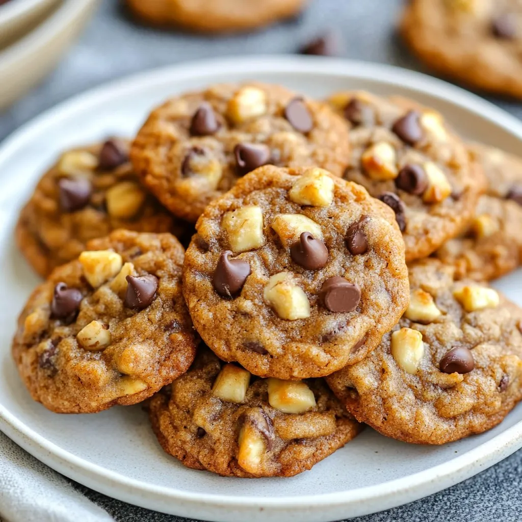 Let’s dive into the ingredients you need for banana bread cookies. These simple items will create a tasty treat that everyone will love. - 2 ripe bananas, thoroughly mashed (about 1 cup) - 1/2 cup unsalted butter, softened to room temperature - 1/2 cup packed brown sugar - 1/4 cup granulated sugar - 1 large egg, at room temperature - 1 teaspoon pure vanilla extract - 1 cup all-purpose flour - 1/2 teaspoon baking soda - 1/4 teaspoon baking powder - 1/4 teaspoon fine sea salt - 1/2 teaspoon ground cinnamon - 1/2 cup chopped walnuts (optional for added texture) - 1/2 cup chocolate chips (optional for a sweet twist) Each ingredient plays a key role. Ripe bananas give natural sweetness and moisture. Unsalted butter adds richness. The sugars create a soft texture. The egg binds everything together. Baking soda and baking powder help the cookies rise. Sea salt enhances all the flavors. Ground cinnamon adds warmth and spice. Walnuts and chocolate chips offer fun twists, but they are optional. Gather these ingredients to create your banana bread cookies. They will be delicious! {{ingredient_image_2}} 1. Preheat your oven to 350°F (175°C). This helps the cookies bake evenly. Line a baking sheet with parchment paper. This step stops cookies from sticking. 2. In a large bowl, cream the unsalted butter, brown sugar, and granulated sugar. Use an electric mixer on medium speed. Mix for about 2-3 minutes until the mix is light and fluffy. 3. Add the mashed bananas, egg, and vanilla extract to the bowl. Mix until smooth and all ingredients blend well. 4. In another bowl, whisk together the all-purpose flour, baking soda, baking powder, sea salt, and ground cinnamon. This step ensures even mixing of dry ingredients. 5. Slowly combine the dry mix with the wet mixture. Stir gently with a spatula until just mixed. It is okay if the dough has a few lumps. 6. Fold in chopped walnuts and chocolate chips, if you’re using them. Make sure they mix well without overworking the dough. 1. Use a tablespoon or cookie scoop to portion out the dough. Place each scoop on the prepared baking sheet, leaving about 2 inches between each scoop. This spacing allows the cookies to spread. 2. Bake the cookies in the oven for 10-12 minutes. Check for lightly golden edges. The centers should feel just set when you press them lightly. 3. Once baked, take the cookies out and cool them on the baking sheet for about 5 minutes. Then, transfer the cookies to a wire rack to cool completely. Enjoy your warm, tasty banana bread cookies! To make cookies that are soft and chewy, avoid overmixing the dough. Mix just until ingredients blend. If you see lumps, that is okay! Also, properly measuring ingredients is key. Use a scale if you can. This way, your cookies will bake evenly every time. For more flavor, try adding spices like nutmeg or allspice. A little pinch can change the taste! You can also experiment with different sweeteners. Honey or maple syrup can add a nice twist. Just remember to adjust the amount of flour if you add liquid sweeteners. Enjoy the fun of creating your own unique banana bread cookies! Pro Tips Use Overripe Bananas: The riper the bananas, the sweeter and more flavorful your cookies will be. Look for bananas with lots of brown spots for the best results. Chill the Dough: If you find the dough too sticky to scoop, consider chilling it in the fridge for 15-30 minutes. This will make it easier to handle and improve the texture of the cookies. Experiment with Add-ins: Feel free to customize your cookies by adding different mix-ins like dried fruits, pecans, or coconut. Each variation can give a unique twist to your banana bread cookies. Store Properly: To keep your cookies fresh, store them in an airtight container at room temperature for up to a week. You can also freeze them for longer storage, just make sure to separate layers with parchment paper. {{image_4}} Banana bread cookies offer fun ways to mix things up. You can easily add chocolate chips for a sweet twist. The chocolate pairs well with the bananas. Just fold in half a cup of chocolate chips after mixing your dough. It adds richness and joy. If you want a gluten-free version, swap all-purpose flour for a gluten-free blend. This works great. Check the blend for xanthan gum, as it helps with texture. Your cookies will still be soft and tasty! For vegan banana bread cookies, replace the egg with a flax egg. To make this, mix 1 tablespoon of ground flaxseed with 2.5 tablespoons of water. Let it sit for five minutes to thicken. Use plant-based butter instead of regular butter to keep it vegan. If you need nut-free options, simply leave out the walnuts. You can also replace them with seeds, like sunflower seeds or pumpkin seeds. This keeps the cookies safe for those with nut allergies while still adding crunch! You can store banana bread cookies at room temperature or in the fridge. For room temperature, place the cookies in an airtight container. They will stay fresh for up to five days. If you want to keep them longer, the fridge is best. Just make sure to wrap them well to prevent drying. Use a glass or plastic container for storage. Avoid metal containers, as they can change the taste. You can also use a resealable plastic bag. Just remove as much air as you can before sealing. To freeze baked cookies, wait until they cool completely. Then, place them in a single layer on a baking sheet. Freeze for about one hour. After they are solid, transfer the cookies to a freezer-safe bag. They can last up to three months in the freezer. When you want to eat them, take out the number you need. Leave them at room temperature for about 30 minutes to thaw. You can also heat them in the oven at 350°F for a few minutes. This will make them warm and soft again. Can I use frozen bananas? Yes, you can use frozen bananas. Just thaw them first. Make sure to mash them well before adding them to your mix. This gives the cookies great flavor and moisture. How to tell when the cookies are done? The cookies are done when the edges are lightly golden. The centers should feel set when you press them gently. This usually takes about 10-12 minutes in the oven. Can I make these cookies without an egg? Yes, you can make these cookies without an egg. Use a flaxseed meal or applesauce as a substitute. One tablespoon of flaxseed mixed with three tablespoons of water works well. What can I substitute for all-purpose flour? You can use whole wheat flour or oat flour. If you're gluten-free, almond flour or coconut flour are good options. Just remember to adjust the quantity as needed. You now have a full guide on making delicious banana bread cookies. We covered essential ingredients, step-by-step instructions, and helpful tips to achieve the best texture. You learned about creative variations and how to store these treats. Remember, baking is an art you can master. Use ripe bananas and play with flavors. Enjoy your cookie-making journey and share these delights with friends and family. Your kitchen can be a fun place to create tasty memories.