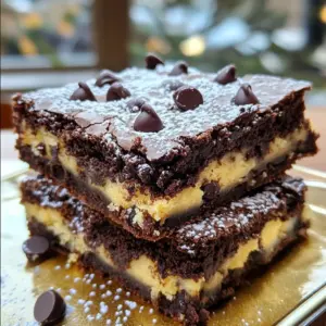 To make fudgy chewy brookies, you need the following ingredients: - 1 cup all-purpose flour - 1/2 teaspoon baking powder - 1/4 teaspoon salt - 1/2 cup unsweetened cocoa powder - 1/2 cup unsalted butter, melted - 1 cup brown sugar, packed - 1/2 cup granulated sugar - 1 large egg - 1 teaspoon vanilla extract - 1 cup semi-sweet chocolate chips - 1 cup cookie dough (store-bought or homemade) These ingredients come together to create a rich, chocolatey treat that combines brownie and cookie flavors. For a fun twist, you can add these options: - Chopped nuts, like walnuts or pecans - A sprinkle of sea salt on top - Additional chocolate chunks for extra richness - Swirls of peanut butter or caramel These add-ins can enhance flavor and texture, making your brookies even more delightful. If you need to change some ingredients, here are good swaps: - Use coconut oil instead of unsalted butter for a dairy-free option. - Replace all-purpose flour with gluten-free flour to make them gluten-free. - Use maple syrup instead of granulated sugar for a natural sweetener. - Swap semi-sweet chocolate chips with dark chocolate chips for a richer taste. These substitutions allow you to customize the recipe to fit your diet or taste preferences. To start, preheat your oven to 350°F (175°C). Grab an 8x8-inch baking pan. Lightly grease it with cooking spray. You can also line it with parchment paper. This makes it easy to remove the brookies later. In a medium bowl, add 1 cup of all-purpose flour. Next, add 1/2 teaspoon of baking powder and 1/4 teaspoon of salt. Then, mix in 1/2 cup of unsweetened cocoa powder. Whisk these dry ingredients together until they blend well. Set this bowl aside for now. In a large mixing bowl, pour in 1/2 cup of melted unsalted butter. Add 1 cup of packed brown sugar and 1/2 cup of granulated sugar. Whisk this mixture until it looks smooth and shiny. Now, crack 1 large egg into the bowl. Add 1 teaspoon of vanilla extract. Mix again until everything is well blended. Gradually, add the dry mixture to the wet mixture. Stir gently until just combined. It's fine if a few lumps remain. Next, fold in 1 cup of semi-sweet chocolate chips. Now, take half of the brownie batter and spread it in the bottom of the prepared baking pan. Smooth it out for an even layer. Take spoonfuls of cookie dough and drop them over the brownie layer. Spread it gently, leaving some gaps. Then, pour the rest of the brownie batter over the cookie dough, covering it completely. Place the pan in your preheated oven. Bake for about 25-30 minutes. To check if they are done, insert a toothpick into the brownie part. It should come out with a few moist crumbs. If it has wet batter, bake a little longer. Once done, let the brookies cool in the pan for at least 15 minutes. After that, move them to a wire rack. Let them cool fully before cutting into squares. To make your brookies chewy and fudgy, focus on mixing. Mix the wet ingredients well, but don’t overmix when adding dry ones. A few lumps in the batter are okay. This keeps your brookies soft. Bake them until a toothpick shows moist crumbs. This means they're done but still gooey. One big mistake is overbaking. If you bake them too long, they will become dry. Always check for doneness a few minutes early. Another mistake is not letting them cool enough. They need at least 15 minutes in the pan. This helps them set before cutting. Accuracy matters when you bake. Use dry measuring cups for flour and cocoa powder. Level the top with a knife for exact amounts. For sticky ingredients like brown sugar, pack it firmly into the cup. For liquids, use a clear measuring cup and check at eye level. This ensures you get the right amounts for the best brookies. {{image_4}} You can change the flavor of brookies easily. Try adding nuts for a crunchy twist. Walnuts or pecans work great. For a minty taste, add peppermint extract. Just a few drops can bring a fresh feel. You can also mix in spices like cinnamon for warmth. Experiment and find your favorite flavor. While semi-sweet chocolate chips shine in this recipe, other types can make it special. Dark chocolate chips will add a rich taste. Milk chocolate chips will bring sweetness. If you like white chocolate, add those too. Each type of chocolate gives a unique flavor. Feel free to mix two or more for a fun blend. Making brookies to fit your diet is simple. For gluten-free brookies, use almond flour instead of all-purpose flour. This swap keeps the texture great. To make them vegan, use a flax egg instead of the regular egg. Mix one tablespoon of ground flaxseed with three tablespoons of water. Let it sit for five minutes to thicken. You can also use vegan butter and dairy-free chocolate chips. Enjoy these tasty treats while sticking to your diet! To keep your fudgy chewy brookies fresh, store them in an airtight container. Line the container with parchment paper to prevent sticking. If you stack them, place more parchment between layers. This method helps maintain their chewy texture. When stored properly, brookies can last up to one week at room temperature. If you want them to last longer, you can refrigerate them. In the fridge, they stay fresh for up to 10 days. Just remember to let them come to room temperature before serving for the best taste. If you want to enjoy your brookies warm, you can easily reheat them. Place a brookie on a microwave-safe plate. Heat it for about 10-15 seconds. This will make it warm and gooey again. Alternatively, you can use an oven. Preheat it to 350°F (175°C) and heat for about 5 minutes. Enjoy that fresh-out-of-the-oven taste! Brookies are a fun mix of brownies and cookies. They have a chewy brownie base topped with cookie dough. The best part? You get to enjoy both treats in one bite! The fudgy brownie and soft cookie create a delightful texture. These treats are rich, chocolatey, and simply irresistible. Yes, you can freeze Fudgy Chewy Brookies! To freeze them, first let them cool completely. Then, cut them into squares and wrap each piece in plastic wrap. Place the wrapped pieces in a freezer bag. They can last up to three months in the freezer. When you want to enjoy them, simply thaw at room temperature or warm them in the microwave. To check if your brookies are done, use a toothpick. Insert it into the brownie part. If it comes out with a few moist crumbs, they are ready. If you see wet batter, give them more time. Keep an eye on them. They usually take about 25-30 minutes to bake perfectly. Serving brookies is easy and fun! I love to serve them warm. You can top them with a scoop of ice cream for a special treat. Dust them with powdered sugar for a pretty look. Pairing them with a glass of cold milk makes them even better. Enjoying brookies with friends and family makes them taste even sweeter! In this post, we covered how to make delicious brookies. You learned about the right ingredients, key steps, and useful tips. I shared ways to add your favorite flavors and adapt recipes for different needs. Proper storage methods keep them fresh. Remember, enjoy experimenting and don’t rush the baking process. With these details, you can create your own perfect brookies every time. Dive in and have fun baking!