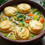 To make a cozy chicken pot pie soup, you need the following key ingredients: - 2 tablespoons olive oil - 1 medium onion, diced - 2 medium carrots, diced - 2 celery stalks, diced - 2 cloves garlic, minced - 1 pound cooked chicken, shredded - 4 cups chicken broth - 2 cups Yukon Gold potatoes, peeled and cubed - 1 cup frozen peas - 1 teaspoon dried thyme - 1 teaspoon dried rosemary - 1 bay leaf - 1 cup heavy cream - 1/2 cup all-purpose flour - Salt and fresh ground black pepper to taste These ingredients create a rich and warming soup. For those who want to add a twist to the soup, consider these optional ingredients: - A splash of white wine for depth - Fresh lemon juice for brightness - Corn for added sweetness - Chopped green beans for extra texture These options can enhance the flavor and make it your own. Finishing touches can elevate your soup. Here are my favorites: - Fresh parsley, chopped - Biscuit dough for a golden topping - Croutons for crunch - A sprinkle of cheese for richness These toppings not only look great but add flavor and texture to your dish. Start by heating 2 tablespoons of olive oil in a large pot. Use medium heat for this step. Once the oil is hot, add the diced onion, carrots, and celery. I usually sauté these for about 5-7 minutes. They should be soft and smell great. Next, add 2 cloves of minced garlic. Stir it for one minute. Be careful not to let it burn. Now it's time to build the soup base. Add 1 pound of shredded chicken to the pot. Pour in 4 cups of chicken broth, then add 2 cups of peeled and cubed Yukon Gold potatoes. Toss in 1 cup of frozen peas, along with 1 teaspoon of dried thyme, 1 teaspoon of dried rosemary, and 1 bay leaf. Stir everything well and bring it to a boil. Once it boils, turn down the heat to a gentle simmer. Let it cook for about 15 minutes. The potatoes should become tender. To thicken the soup, grab a mixing bowl. In it, whisk together 1 cup of heavy cream and 1/2 cup of all-purpose flour. Mix until it’s smooth. Gradually add this to your pot while stirring. This will help avoid lumps. Continue to simmer the soup for another 5-10 minutes. It should thicken nicely. Taste it and add salt and fresh ground black pepper as needed. - Adding Biscuit Topping Preheat your oven based on the biscuit dough package instructions. Roll out the dough on a floured surface. Cut it into rounds or your favorite shapes. Place these on top of the simmering soup. Alternatively, you can bake them separately on a baking sheet. - Final Cooking Steps Transfer the pot to the oven. Bake for 10-15 minutes. The biscuits should turn golden brown and puff up. Before you serve, make sure to remove the bay leaf from the soup. Ladle the soup into bowls and sprinkle with chopped parsley for a fresh touch. Enjoy your hearty chicken pot pie soup! To make your Chicken Pot Pie Soup creamy, start with heavy cream. Mix it with flour in a bowl. This combo thickens the soup well. Pour this mix into the pot slowly while stirring. This helps avoid lumps. Let the soup simmer after adding the cream. This step lets flavors blend better. Use salt and fresh ground black pepper to bring out flavors. Taste the soup before serving. If it needs more seasoning, add a bit more salt. Fresh herbs like thyme and rosemary also help. They give the soup that classic pot pie taste. Don’t forget to remove the bay leaf before serving! One common mistake is overcooking the potatoes. They should be tender, not mushy. Stir the soup often after adding the cream to prevent sticking. Another mistake is not tasting as you go. Always check for seasoning. Lastly, don’t skip the biscuit topping. It adds a delightful crunch! {{image_4}} To make this soup gluten-free, swap the all-purpose flour for a gluten-free blend. Many brands offer good options. You can also use cornstarch or arrowroot powder. Mix one tablespoon of cornstarch with equal parts water. Add this mix to your soup to thicken it. Just remember to stir well so there are no lumps. For a vegetarian twist, leave out the chicken and use vegetable broth instead of chicken broth. You can add extra veggies like mushrooms, bell peppers, or zucchini for depth. Tofu or chickpeas can also add protein. Just make sure to season well with herbs to keep the flavor rich and hearty. Adjusting the flavor is simple. If you want more heat, add red pepper flakes or a dash of hot sauce. For a smoky flavor, try adding smoked paprika. You can also switch up the herbs. Fresh herbs like dill or basil can give a bright taste. Experiment and find what suits your palate best! To keep your Chicken Pot Pie Soup fresh, store it in an airtight container. Let the soup cool down before sealing it. This will prevent moisture buildup that can make the soup soggy. You can keep it in the fridge for up to three days. If you want to enjoy it later, freezing is a great option. Freezing Chicken Pot Pie Soup is simple. First, let the soup cool completely. Then, pour it into freezer-safe containers. Leave some space at the top, as the soup will expand when frozen. You can freeze it for up to three months. Label the containers with the date for easy tracking. When you're ready to enjoy your soup, reheating is key. Thaw the soup overnight in the fridge if frozen. To reheat, pour the soup into a pot over medium heat. Stir often to ensure it heats evenly. If the soup seems thick, add a splash of chicken broth or water. This will help regain that creamy texture. Enjoy every comforting bite! Yes, rotisserie chicken works great in this soup. It saves time and adds flavor. Just shred the chicken and add it to the pot. This option makes the soup even easier to prepare, especially on busy days. To thin the soup, add more chicken broth or cream. Stir it in slowly until you reach your desired consistency. For a thicker soup, mix a bit more flour with cream before adding. Simmer the soup longer, which will also help it thicken up nicely. Some great sides include: - Crusty bread or rolls - Side salad with fresh greens - Steamed veggies for added color These sides complement the soup's warmth and richness. They also create a well-rounded meal. - Is it possible to make this recipe in a slow cooker? Yes, you can use a slow cooker for this recipe. Just add all the ingredients, except the cream and flour. Cook on low for 6-8 hours. Stir in the cream and flour mixture during the last 30 minutes. This method allows the flavors to deepen. - What is the nutritional information for this soup? This soup serves about 4-6 people. Each serving has around: - Calories: 400-500 - Protein: 25-30g - Carbohydrates: 30-35g - Fat: 20-25g The exact numbers can vary based on the ingredients you use. Always check labels if you need precise information. In this blog post, we explored the tasty world of Chicken Pot Pie Soup. We covered key ingredients, cooking steps, and tips for success. You learned how to customize flavors and avoid common mistakes. Plus, we shared how to store and reheat leftovers. This soup is fun to make and enjoy. With practice, you can create your own twist on this classic dish. Whether you want a creamy bowl or a veggie version, the choice is yours. Happy cooking!