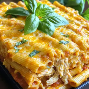 To make Cheesy Chicken Pasta Bake, you will need these key ingredients: - 2 cups cooked pasta (penne or rotini) - 2 cups cooked chicken, shredded or diced - 1 cup marinara sauce - 1 cup ricotta cheese - 1 cup shredded mozzarella cheese - 1 cup shredded cheddar cheese - 1/2 cup grated Parmesan cheese - 1 teaspoon garlic powder - 1 teaspoon Italian seasoning - Salt and pepper to taste - Fresh basil leaves for garnishing These ingredients come together to create a creamy and cheesy delight that fills you up and warms your heart. You can change the cheese to fit your taste. Here are some ideas: - Use gouda for a smoky flavor. - Try pepper jack for a spicy kick. - Substitute feta for a tangy twist. - Mix in some cream cheese for extra creaminess. Feel free to experiment! Each cheese adds its own character to the dish. Add more depth to your pasta bake with these optional ingredients: - Chopped spinach for a fresh touch. - Sliced mushrooms for an earthy flavor. - Diced bell peppers for sweetness and crunch. - A splash of hot sauce for heat. These extras can make your Cheesy Chicken Pasta Bake even more special. You can mix and match to find your favorite combo! First, preheat your oven to 375°F (190°C). This step is key for a well-cooked pasta bake. While the oven warms up, gather all your ingredients. You will need cooked pasta, cooked chicken, marinara sauce, ricotta cheese, mozzarella, cheddar, Parmesan, garlic powder, Italian seasoning, salt, and pepper. Having everything ready makes the process smooth and fun. In a large mixing bowl, combine the cooked pasta and shredded chicken. Pour in the marinara sauce. Use a large spoon to stir gently. You want the pasta and chicken fully coated in sauce. This step ensures great flavor in every bite. In another bowl, mix the ricotta cheese with garlic powder, Italian seasoning, salt, and pepper. Use a fork to blend everything into a creamy mixture. This adds a rich texture to your bake. Make sure no lumps remain; a smooth blend makes a big difference. Lightly grease a 9x13 inch baking dish with cooking spray. Now, pour half of the pasta mixture into the dish. Spread it evenly. Next, sprinkle half of the shredded mozzarella and cheddar cheeses on top. This layer adds a cheesy goodness. Pour in the rest of the pasta mixture, then top it with the remaining mozzarella, cheddar, and grated Parmesan. This will create a golden cheese crust. Cover the dish tightly with aluminum foil. Place it in the preheated oven and bake for 25 minutes. This helps all the flavors combine. After 25 minutes, remove the foil. Bake for another 10-15 minutes until the cheese is bubbly and golden. Once baked, let it cool for about 5 minutes. This resting time helps everything set. Garnish with fresh basil leaves before slicing and serving. Enjoy your cheesy chicken pasta bake! To get the best cheese crust, use a mix of cheeses. I love using mozzarella and cheddar for their meltiness. Sprinkle grated Parmesan on top for that golden finish. Cover your dish with foil for the first half of baking. This keeps the cheese from burning and lets it melt evenly. Remove the foil later to get that nice brown color. You can easily swap ingredients for dietary needs. For a gluten-free option, use gluten-free pasta. If you are dairy-free, try using vegan cheeses. You can also replace chicken with tofu or beans for a plant-based dish. Just make sure to adjust cooking times if you change the protein. When serving, cut the pasta bake into squares. Place it on plates and add a sprinkle of extra Parmesan. A few fresh basil leaves on top make it look fancy. Pair it with a fresh salad or garlic bread to make a full meal. Enjoy this dish while it’s hot for the most flavor! {{image_4}} If you want to switch things up, you can use other proteins. Turkey works great and keeps it light. You can also try cooked sausage for a spicier kick. For a different flavor, consider shredded beef. Each option gives a unique taste while keeping the dish hearty. You can make this bake vegetarian by skipping the meat. Use mushrooms, spinach, or zucchini instead of chicken. These veggies add great texture and flavor. You might also try adding beans for protein. This version remains creamy and satisfying without meat. Seasonal veggies can make your pasta bake even better. In spring, add asparagus or peas for a fresh crunch. In summer, bell peppers and cherry tomatoes brighten the dish. During fall, try butternut squash or broccoli for warmth. These mix-ins add color and boost nutrition. To store your Cheesy Chicken Pasta Bake, let it cool first. Once cool, cover it tightly with plastic wrap or aluminum foil. This keeps it fresh and stops it from drying out. You can store it in the fridge for up to three days. When you’re ready to eat, just take it out and reheat. If you want to save some for later, freezing works great! Cut the pasta bake into portions. Wrap each piece in plastic wrap. Then place the wrapped pieces in a freezer bag. Remove as much air as you can before sealing. You can freeze it for up to three months. When you’re ready to eat, just thaw it in the fridge overnight. To heat up your pasta bake, preheat the oven to 350°F (175°C). Place the portion in an oven-safe dish. Cover it with foil to keep it moist. Heat for about 20 minutes or until hot. If you want the cheese to melt again, remove the foil for the last 5 minutes. Enjoy your cheesy goodness just like the first time! To make Cheesy Chicken Pasta Bake gluten-free, choose gluten-free pasta. Many brands offer good options made from rice or corn. Check the marinara sauce too; some sauces may have gluten. Use gluten-free breadcrumbs if you want a crispy topping. Yes, you can prepare this pasta bake ahead of time. Just follow the recipe until the baking step. Cover it and place it in the fridge. When ready to eat, preheat your oven and bake it. You may need to add a few extra minutes to the bake time. This pasta bake goes well with simple side dishes. A fresh salad adds crunch and flavor. Garlic bread is a classic choice for dipping. You can also serve steamed veggies for a healthy touch. Choose sides that balance the cheesy richness of the dish. You've learned how to make a tasty Cheesy Chicken Pasta Bake. We covered the key ingredients and step-by-step instructions. Don’t forget to try different cheeses or add your favorite veggies for a fun twist. Storage tips ensure you enjoy leftovers later. Remember, this dish suits many diets, so feel free to adapt it. Cooking is about having fun and sharing great flavors. Enjoy your meal, and happy baking!