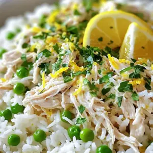 - 4 boneless, skinless chicken breasts - 1 cup long-grain white rice - 2 cups low-sodium chicken broth - 1 lemon (zested and juiced) - 2 tablespoons extra virgin olive oil - 4 cloves garlic, minced - 1 teaspoon dried thyme - 1 teaspoon dried oregano - 1 teaspoon dried rosemary - Salt and freshly ground black pepper to taste Chicken is the star here. I use four boneless, skinless chicken breasts for a tender bite. The rice adds a nice texture and absorbs all the flavors. I prefer long-grain white rice for its fluffy finish. The broth brings depth, while lemon wakes up the dish with its bright notes. Olive oil adds richness, and garlic gives it that warm, savory taste. Herbs like thyme, oregano, and rosemary tie everything together, making the dish fragrant and flavorful. - 1 cup frozen peas for added color and nutrition - Fresh parsley, finely chopped, for garnish If you want to boost nutrition, frozen peas are a great choice. They add color and sweetness, too. I like to toss them in during the last 15 minutes of cooking. Fresh parsley not only makes the dish look pretty, but it also adds a fresh taste when you sprinkle it on top before serving. - Seasoning the chicken First, take your chicken breasts and sprinkle them with salt and black pepper. Make sure to coat them well. This step is key for flavor. Place the seasoned chicken in the bottom of the slow cooker. Lay them flat in a single layer for even cooking. - Mixing the herb-lemon sauce In a bowl, combine the chicken broth, lemon juice, and lemon zest. Add in the olive oil and minced garlic. Next, stir in the dried thyme, oregano, and rosemary. Whisk these together until the mixture is smooth and fragrant. This herb-lemon sauce will bring your dish to life! - Layering ingredients in the slow cooker After mixing the sauce, pour it over the chicken in the slow cooker. Make sure each piece is well-coated. Now, sprinkle the uncooked rice evenly around the chicken. This helps the rice absorb all the tasty flavors as it cooks. - Setting the cooking time and temperature Cover the slow cooker and set it to cook on low for six hours. If you’re short on time, you can cook it on high for three hours. The chicken should be fully cooked, and the rice will soak up all the broth, becoming tender and flavorful. - Adding peas before serving If you want to add peas for color and nutrition, do it about 15 minutes before the cooking ends. Stir them gently into the slow cooker. They will warm up and keep their nice texture. - Shredding the chicken and mixing with rice Once the cooking time is up, take the chicken out of the slow cooker carefully. Use two forks to shred the chicken into bite-sized pieces. Return it to the slow cooker and mix it well with the rice and broth. This step makes every bite delicious! - Best practices for tender chicken: Always use fresh chicken breasts. Season them well with salt and pepper. Place them at the bottom of the slow cooker. This method keeps them juicy. Cook on low heat for best results. This makes the chicken tender and full of flavor. - Ensuring even cooking of rice: Spread the uncooked rice evenly around the chicken. Pour the herb-lemon mixture over it. This helps rice soak up all the tasty broth. Stir gently before cooking. This step ensures all the rice cooks evenly. - How to present the dish: Scoop the chicken and rice into bowls. Use a large spoon for easy serving. Top each bowl with fresh parsley. Add a lemon wedge on the side. This adds a nice touch and a pop of color. - Pairing ideas for sides and drinks: Serve with a light salad for balance. Try a green salad with vinaigrette. A chilled white wine pairs well too. Lemonade is great for a refreshing drink. These pairings enhance the meal's flavors. {{image_4}} You can easily switch up the grains in this recipe. Quinoa or brown rice works well too. Both options add nice flavor and texture. They also boost the dish’s health benefits. If you're looking for a protein change, try vegetarian options like chickpeas or tofu. Ground turkey is another great choice. It keeps the dish lean while providing tasty protein. To add a kick, you can sprinkle in some red pepper flakes. This gives the dish a warm, spicy note. You can also add smoked paprika for a different flavor twist. Don't forget about veggies! Toss in bell peppers, carrots, or spinach. They add color and extra nutrition. Mix them in before cooking for tender bites. You can even stir in fresh spinach right before serving for a vibrant touch. To store leftover chicken and rice, let it cool first. Place it in a container with a tight lid. This keeps the dish fresh. I recommend using glass or BPA-free plastic containers. These materials help avoid any unwanted tastes. You can store the dish in the fridge for up to three days. Be sure to label the container with the date. This way, you won’t forget when you made it. To freeze this dish, start by letting it cool completely. Transfer the chicken and rice into freezer-safe bags or containers. Squeeze out as much air as possible. This helps prevent freezer burn. You can freeze it for up to three months. When you're ready to eat, thaw it in the fridge overnight. For reheating, place the dish in a pot over low heat. Stir often and add a splash of chicken broth if needed. You can also microwave it in a microwave-safe bowl. Cover it with a damp paper towel to keep it moist. Heat in short bursts, stirring in between. Enjoy your meal as if it were fresh! How long does this dish take to cook? This dish takes about 6 hours on low or 3 hours on high. The slow cooker makes the chicken juicy and the rice tender. Can I use frozen chicken breasts? Yes, you can use frozen chicken breasts. Just add an hour to the cooking time. Ensure the chicken cooks fully before serving. How many calories are in Slow Cooker Lemon Herb Chicken and Rice? The dish has about 400 calories per serving. This makes it a filling but healthy option. Is this recipe gluten-free? Yes, this recipe is gluten-free. Use low-sodium chicken broth without gluten for best results. Can I adjust the servings easily? Yes, you can adjust the servings. Simply change the amount of chicken and rice while keeping the broth ratio the same. What can I pair with this dish for a complete meal? Pair this dish with a fresh salad or steamed vegetables. Garlic bread also complements the meal nicely. In this post, we explored how to make Slow Cooker Lemon Herb Chicken and Rice. We covered key ingredients like chicken, rice, and spices. I shared step-by-step instructions for preparing and cooking the dish. Useful tips included ways to ensure tender chicken and pairing ideas. You also learned about ingredient variations, storage methods, and FAQs. This recipe is simple, tasty, and perfect for busy days. I hope you enjoy making it as much as I do.