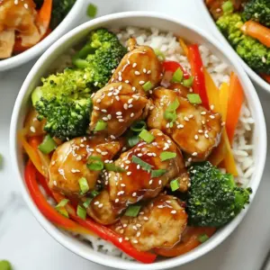 - 2 lbs chicken breast, diced into bite-sized pieces - 1 cup teriyaki sauce (either store-bought or homemade) - 2 tablespoons olive oil - 4 cups fresh broccoli florets - 2 cups brown rice (uncooked) - 1 red bell pepper, thinly sliced - 2 carrots, julienned - 1 tablespoon sesame seeds - 2 green onions, finely sliced - Salt and black pepper to taste - Homemade teriyaki sauce - Additional vegetables For these teriyaki chicken bowls, the main ingredients bring a lot of flavor. The chicken breast serves as the protein. Teriyaki sauce adds a sweet and savory touch. Olive oil helps cook the chicken to a perfect golden brown. Fresh broccoli, red bell pepper, and carrots add color and crunch. Brown rice is your base, giving you healthy carbs. Garnishing with sesame seeds and green onions adds extra flavor. A pinch of salt and pepper enhances everything. You can also make your own teriyaki sauce if you like. Feel free to add other veggies, too! Peas or snap peas work well. By choosing fresh ingredients, you ensure the best taste. Meal prep does not have to be boring. With these colorful ingredients, your bowls will look great and taste even better! {{ingredient_image_2}} - Rinsing the Rice Start by rinsing the brown rice under cold water. This helps to remove excess starch. Keep rinsing until the water runs clear. - Boiling and Simmering In a medium pot, mix the rinsed rice with 4 cups of water. Add a pinch of salt. Bring this to a boil over high heat. Once boiling, reduce the heat to low. Cover the pot and let it simmer for about 40-45 minutes. Check when the rice is tender. After it's done, fluff it with a fork and set it aside to cool. - Searing the Chicken Heat olive oil in a large skillet on medium-high heat. When the oil shimmers, add the diced chicken breast. - Seasoning with Salt and Pepper Season the chicken with salt and black pepper. Cook the chicken for 7-10 minutes. Stir occasionally until it is golden brown and fully cooked. - Pouring and Simmering Once the chicken is cooked, pour the teriyaki sauce over it. Stir well to coat all the chicken pieces. Allow this to simmer for 2-3 minutes. This helps the sauce thicken and stick to the chicken. - Heating Oil and Adding Vegetables In another pan, heat a bit more olive oil if needed. Add the broccoli florets, sliced red bell pepper, and julienned carrots. - Cooking Time and Texture Cook these vegetables over medium heat for about 5-7 minutes. Stir occasionally until the colors brighten and they become slightly tender but still crisp. - Layering Ingredients For meal prep, take your containers or bowls. Start with the cooked brown rice at the bottom. - Ensuring Even Distribution Top each serving with the teriyaki chicken. Add a generous helping of the saut&eacute;ed vegetables on top. This creates a colorful and tasty meal. - Adding Sesame Seeds and Green Onions Finish each bowl by sprinkling sesame seeds and adding sliced green onions on top. This adds crunch and flavor. - Cooling and Storing Tips Let the bowls cool completely at room temperature. Once cool, seal them with lids. Store them in the fridge for up to 5 days. - Cooking in Batches I love cooking in batches to save time. Cook enough rice and chicken for several meals. This way, you won't have to repeat the cooking process daily. You can also prepare extra veggies to keep things fresh. - Organizing Ingredients Keep your workspace tidy. Lay out all ingredients before you start. Having everything ready helps you move quickly and stay focused. Use clear containers to store chopped veggies. This keeps them fresh and easy to grab. - Avoiding Overcooking To keep your chicken juicy, avoid overcooking. Cook it just until golden brown. It should reach an internal temperature of 165&deg;F. This ensures safety and great taste without dryness. - Choosing the Right Sauce For the best flavor, choose a good teriyaki sauce. You can use store-bought or make your own. If you make it, balance the sweet and salty for a perfect taste. A great sauce makes the chicken shine. - Pairing with Other Foods Teriyaki chicken bowls are great with many sides. Try adding edamame or snap peas for crunch. You can also serve it with a side salad for freshness. Mixing textures makes each bite exciting. - Customizing Each Bowl Personalize each bowl to your taste. Add more veggies or swap the rice for quinoa. You can even sprinkle on some chili flakes for heat. Make it your own! Pro Tips Marinate for More Flavor: For an extra depth of flavor, consider marinating the diced chicken in teriyaki sauce for at least 30 minutes before cooking. This will infuse the chicken with the sauce's rich taste. Use Fresh Vegetables: Using fresh, seasonal vegetables not only enhances the flavor but also adds vibrant colors to your dish. Feel free to swap in your favorites like snap peas or bell peppers for a personal touch. Batch Cook Rice: Cook a larger batch of brown rice at once and store extras in the fridge or freezer. This makes meal prep easier and allows you to whip up these bowls even faster in the future. Garnish for Presentation: Don't skip the garnishes! Sesame seeds and sliced green onions not only add flavor but also give your meal a professional presentation, making it more appealing. {{image_4}} You can swap chicken for tofu or tempeh. Both options are great for plant-based diets. Tofu absorbs flavors well, making it a tasty choice. Tempeh has a nutty taste and adds texture. If you prefer beef or pork, feel free to use those. Thinly slice beef or pork and adjust cooking times. Cook them until they reach a safe temperature. Both options can pair nicely with teriyaki sauce. Mixing vegetables can add fun to your meal prep. Use seasonal veggies like snap peas or bell peppers. Carrots and broccoli are classic, but don't stop there. Try zucchini or asparagus for a new twist. You can also mix and match vegetables based on your mood. Add green beans for crunch or roasted sweet potatoes for sweetness. This flexibility keeps the meals interesting all week. If you want to kick up the flavor, add spices or heat. A pinch of red pepper flakes gives a nice kick. Fresh garlic or ginger can also boost the taste. Don&rsquo;t hesitate to use different sauces! Swap teriyaki for a sweet chili sauce or soy sauce. Each option brings a unique flavor to your bowls. Experiment and find your favorite combo! - Duration of Freshness: Your meal prep teriyaki chicken bowls stay fresh for up to 5 days in the fridge. - Best Containers for Storage: Use airtight glass or plastic containers. These help keep your food fresh and prevent spills. - Freezing Portions: If you want to store them longer, freeze individual servings. This makes it easy to grab a meal on busy days. - Thawing Instructions: To thaw, place the bowl in the fridge overnight. You can also use the microwave for a quick thaw. - Best Methods for Reheating: The microwave is quick and easy. You can also use a skillet over low heat for better texture. - Maintaining Texture and Flavor: Add a splash of water when reheating in the microwave. This helps prevent the chicken from drying out. You can store these bowls in the fridge for up to five days. Make sure to seal them tightly. Yes, leftover chicken works great! Just chop it into bite-sized pieces. It saves time and reduces waste. Homemade teriyaki sauce often tastes fresher and can be customized. You control the flavors and ingredients. You can use extra sauce for stir-fries, marinades, or as a dipping sauce. It adds flavor to many dishes. Yes, you can freeze these bowls! Just ensure they cool completely before sealing. They last up to three months in the freezer. You've learned how to make delicious teriyaki chicken bowls using simple steps. We covered main ingredients, cooking techniques, and tips for perfect results. You can also customize your dish with different proteins and veggies. Remember, meal prep helps save time and makes healthy eating easy. Choose your favorites and enjoy a tasty and flexible meal. With these tools, you can create something great every time. Happy cooking!