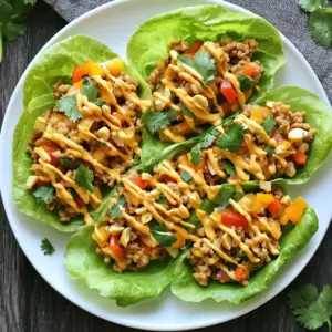 - 1 lb ground chicken - 1 tablespoon vegetable oil - 1 medium bell pepper, diced - 1 cup shredded carrots - 1/4 cup unsalted peanut butter - 2 tablespoons soy sauce - 1 tablespoon fresh lime juice - 1 tablespoon honey - 1 teaspoon sriracha (optional) - Fresh cilantro leaves - Chopped peanuts - Lettuce variety (butter or iceberg) When you gather these ingredients, you'll see how simple this recipe can be. The ground chicken is rich in flavor and cooks quickly. You can use any color of bell pepper for a vibrant look. Shredded carrots add both sweetness and crunch. The sauce is what makes this dish truly special. Peanut butter gives a creamy texture. Soy sauce adds saltiness. Lime juice brings a fresh zing. Honey balances the flavors with a hint of sweetness, while sriracha can give it a spicy kick if you like heat. For a beautiful finish, you&rsquo;ll want fresh cilantro leaves and chopped peanuts. They add great flavor and texture. Use butter or iceberg lettuce for the wraps. Each leaf will cradle the chicken mixture perfectly, making each bite delicious. {{ingredient_image_2}} First, heat 1 tablespoon of vegetable oil in a large skillet over medium heat. Once the oil is hot, add 2 cloves of minced garlic and 1 tablespoon of freshly grated ginger. Saut&eacute; them for about 30 seconds until they smell great. Be careful not to let them brown. Next, add 1 pound of ground chicken. Use a wooden spoon to break the chicken apart. Cook it for 5 to 7 minutes. Stir occasionally until the chicken is browned and fully cooked. Now, it&rsquo;s time to add some color and crunch. Incorporate 1 diced bell pepper and 1 cup of shredded carrots into the skillet. Stir everything together and cook for another 3 to 4 minutes. You want the veggies to be tender but still crisp. While the chicken and veggies cook, let&rsquo;s make the sauce. In a small bowl, mix 1/4 cup of unsalted peanut butter, 2 tablespoons of soy sauce, 1 tablespoon of fresh lime juice, 1 tablespoon of honey, and 1 teaspoon of sriracha (if you like it spicy). Whisk until smooth and creamy. Pour this sauce over the chicken and vegetable mixture. Stir well to coat everything evenly. Cook for another 2 minutes to heat the sauce through. This adds a rich flavor that brings the dish to life. Now you're ready to serve your delicious Thai Peanut Chicken Lettuce Wraps! To ensure your chicken is fully cooked, use a meat thermometer. The internal temperature should reach 165&deg;F. This step keeps your meal safe and tasty. Also, cook the chicken until it turns a nice golden brown. This adds flavor and shows it&rsquo;s done. For bell peppers, I like using red, yellow, or orange. They are sweeter than green ones. This sweetness pairs well with the savory chicken and peanut sauce. Diced bell peppers also add a lovely color to the dish. For the best presentation, serve your lettuce wraps on a large platter. Lay out the lettuce leaves and fill them with the chicken mix. Place lime wedges around the platter. The lime adds a fresh touch and extra flavor. Pair these wraps with a light side salad or steamed rice. Both options complement the meal and add more nutrients. You can also add a fruit salad for a sweet contrast. To adjust the spice level, use sriracha to taste. Start with a small amount, then add more if you like it hotter. This method helps you control the heat without overpowering the dish. If you need a nut-free option, use sunbutter or tahini instead of peanut butter. Both alternatives provide a similar texture. They also add a unique flavor that works well in this dish. Pro Tips Use Fresh Ingredients: Fresh vegetables and herbs enhance the flavor and texture of your wraps, making them more vibrant and delicious. Adjust the Spice Level: Customize the heat by varying the amount of sriracha or adding fresh chili slices for those who enjoy a bit more kick. Make Ahead: Prepare the chicken filling in advance and store it in the refrigerator. Assemble the wraps just before serving for maximum freshness. Experiment with Toppings: Feel free to add other toppings such as shredded cabbage, bean sprouts, or avocado for extra flavor and texture in each wrap. {{image_4}} You can switch the ground chicken for turkey, tofu, or plant-based meat. Turkey offers a lean option that still packs a punch. Tofu is great for a vegetarian diet and absorbs flavors well. For plant-based eaters, many brands now offer tasty meat substitutes. These alternatives keep the wraps flavorful and fun. Feel free to add veggies like water chestnuts or zucchini for a crunch. These additions bring new textures to your meal. You can also switch up herbs and garnishes. Fresh basil or mint can give your wraps a unique twist. The best part? You can mix and match to satisfy your taste buds. If peanut sauce isn&rsquo;t your thing, try teriyaki or hoisin sauce. These sauces add a sweet and savory flavor. You can even turn this dish into a salad instead of wraps. Just toss the chicken mixture with greens and your favorite dressing. This way, you can still enjoy the same great taste in a different form. To store leftover chicken mixture, let it cool first. Once cool, place it in an airtight container. This keeps the chicken fresh and safe to eat. A glass or plastic container works well for this. Make sure to use a lid that seals tightly to keep out air. When reheating, use a skillet over medium heat. This helps keep the chicken moist. Stir occasionally to prevent sticking. If you have a lot, you can heat it in the microwave. Just cover it with a damp paper towel for even heating. Yes, you can freeze leftovers! Just make sure to use a freezer-safe container. In the fridge, the chicken mixture lasts about 3 to 4 days. After that, it may spoil. Look for changes in smell or color. If it smells sour or looks off, it's best to throw it away. Always trust your senses when it comes to food safety. If you don&rsquo;t have peanut butter, don&rsquo;t worry! You have options. Here are some nut butter substitutions: - Almond butter - Cashew butter - Sunflower seed butter (nut-free) - Tahini (sesame seed paste) Each of these can add creaminess and flavor. Almond and cashew butters will give a hint of sweetness. Sunflower seed butter works well for nut allergies. Tahini offers a unique, earthy taste. Yes, you can prepare these wraps ahead of time. Here are some tips for meal prep and storage: - Cook the chicken mixture: You can cook and store it in the fridge for up to three days. - Store separately: Keep the chicken mixture and lettuce leaves separate. This keeps the lettuce crisp. - Reheat before serving: Warm the chicken mixture before assembling. This way, you can enjoy a quick meal without much fuss! If you want to spice up your wraps, try these ideas: - Add more sriracha to the peanut sauce. - Mix in chopped fresh chilies. - Use a spicier hot sauce instead of sriracha. You can start with a small amount of spice and adjust to your taste. Enjoy the heat! This recipe highlights how to make tasty chicken lettuce wraps. We covered key ingredients like chicken, veggies, and a rich peanut sauce. I shared tips for cooking, serving, and storing your wraps. You can customize it with different proteins and flavors. Now, you can enjoy easy, fun meals, perfect for any occasion. Remember, you have control over the spice and ingredients. Enjoy your culinary adventure!