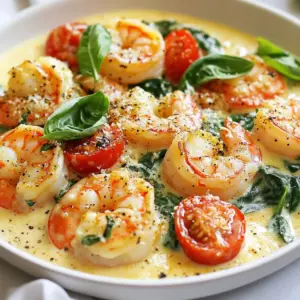 - 1 pound large shrimp, peeled and deveined - 2 tablespoons extra virgin olive oil - 3 cloves garlic, finely minced - 1 cup cherry tomatoes, halved - 1 cup heavy cream - 1/2 cup freshly grated Parmesan cheese - 1 teaspoon Italian seasoning blend - Salt and freshly ground black pepper, to taste - Fresh spinach leaves - Fresh basil leaves for garnish To make the Creamy Tuscan Shrimp Skillet, gather your main ingredients first. The shrimp should be large, peeled, and deveined. The olive oil adds a nice flavor during cooking, while minced garlic gives a rich aroma. Fresh cherry tomatoes bring sweetness and color to the dish. Next, focus on the creamy sauce. Heavy cream creates the base, and Parmesan cheese adds depth. The Italian seasoning blend gives a classic touch. Make sure to have salt and pepper on hand to season the dish perfectly. For garnish, fresh spinach leaves add a burst of green. They also add nutrients to the meal. Finally, fresh basil leaves will elevate the dish's look and taste. The bright green color looks stunning on the plate, and the flavor is refreshing. This combination of ingredients makes for a delightful meal. Each part plays a role in creating a rich, creamy, and flavorful dish that everyone will love. {{ingredient_image_2}} To start, heat 2 tablespoons of extra virgin olive oil in a large skillet over medium heat. Once the oil shimmers, add 1 pound of large shrimp, peeled and deveined. Make sure to season the shrimp with salt and freshly ground black pepper. Saut&eacute; the shrimp for about 2-3 minutes on each side. They should become pink and opaque. Once cooked, set the shrimp aside on a plate. In the same skillet, without cleaning it, add 3 cloves of finely minced garlic. Saut&eacute; for about 30 seconds. You want the garlic to be fragrant and golden, but not burnt. Next, add 1 cup of halved cherry tomatoes and 1 teaspoon of Italian seasoning. Stir and saut&eacute; for 2-3 minutes. This allows the tomatoes to soften and release their juices. Now, lower the stove temperature. Pour in 1 cup of heavy cream, stirring continuously. Let the mixture come to a gentle simmer. This step helps develop rich flavors. Gradually add 1/2 cup of freshly grated Parmesan cheese. Stir until it melts, transforming the sauce into a rich and creamy delight. Incorporate 1 cup of fresh spinach leaves into the sauce. Stir until they wilt. Then, return the cooked shrimp back to the skillet. Mix everything gently and let it cook for another 2 minutes to warm through. Taste the dish and adjust the seasoning with more salt and pepper if needed. Finally, remove the skillet from heat. Garnish with fresh basil leaves for a burst of color and flavor before serving. - To saut&eacute; shrimp well, keep the heat at medium. This cooks the shrimp evenly. - Dry the shrimp with a paper towel. This helps them sear better and adds flavor. - Season the shrimp with salt and pepper before cooking. This enhances their taste. - Avoid burning the garlic. Saut&eacute; it just until it turns golden and fragrant. - For a creamy texture, add the heavy cream slowly. Stir it to blend well. - Use fresh tomatoes and spinach for the best flavor. They make the dish bright and tasty. - Freshly grated Parmesan melts better than pre-grated cheese. It adds a rich taste. - Taste the sauce as you cook. Adjust the seasoning for a perfect balance. - Serve this dish over pasta for a filling meal. The sauce clings to the noodles nicely. - Crusty bread is great for soaking up the creamy sauce. It adds a nice crunch. - Garnish with fresh basil leaves for a pop of color. It also adds a lovely aroma. - A drizzle of extra olive oil on top can enhance the dish&rsquo;s look and flavor. Pro Tips Fresh Shrimp: Whenever possible, use fresh shrimp for the best flavor and texture. Frozen shrimp can be a good alternative, but be sure to thaw them properly before cooking. Garlic Perfection: To prevent garlic from burning, always saut&eacute; it over medium heat and monitor closely. Burnt garlic can turn bitter and ruin the dish. Creme de la Creme: For a richer sauce, consider using mascarpone cheese along with Parmesan. It will elevate the creaminess and add a delightful flavor. Serve It Right: Pair this dish with a light white wine, such as Sauvignon Blanc, to complement the creamy flavors and enhance your dining experience. {{image_4}} You can switch up the shrimp for other seafood like scallops or fish. This gives you a fresh taste. If you want a lighter dish, use zucchini or mushrooms instead of shrimp. These veggies soak up the sauce well and add great flavor. To boost the flavor, try adding a pinch of red pepper flakes for heat. Fresh herbs like parsley or thyme can also make a big difference. For cheese options, use feta or mozzarella instead of Parmesan. Each cheese brings a unique taste to your dish. If you need a gluten-free meal, serve it over gluten-free pasta or rice. You can also use cornstarch as a thickener if needed. For a dairy-free version, swap the heavy cream for coconut milk and the cheese for a nut-based cheese. This keeps the dish creamy and rich without dairy. To store leftovers, let the dish cool first. Place it in an airtight container. The Creamy Tuscan Shrimp Skillet will stay fresh for 3 to 4 days in the fridge. Make sure to label your container with the date for easy tracking. You can freeze the Creamy Tuscan Shrimp Skillet if you want to save it for later. Portion it into freezer-safe containers. It can last for about 2 to 3 months in the freezer. To reheat, thaw it in the fridge overnight. Warm it on the stove over low heat. This helps keep the shrimp tender and the sauce creamy. Cooking in advance makes meals quick and easy. You can prepare the shrimp and sauce ahead of time. Store them separately for the best texture. Pair the dish with prepped sides like rice or steamed veggies. This way, you can enjoy a balanced meal without the fuss on busy nights. Shrimp cooks fast. Look for a pink color and a firm texture. When shrimp turns opaque, it's done. Cook it for about 2-3 minutes on each side. Avoid overcooking, as it can become rubbery. For best results, use fresh shrimp when possible. Yes, you can prepare this dish ahead of time. Cook the shrimp and sauce, then store them separately. When ready to eat, reheat the shrimp and sauce together. This keeps the shrimp tender. Add fresh spinach just before serving for the best taste. You can serve Creamy Tuscan Shrimp Skillet with many sides. Here are some ideas: - Cooked pasta, like fettuccine or orzo - Crusty bread for dipping - Steamed vegetables, such as broccoli or green beans - A fresh salad with mixed greens and a light vinaigrette These sides enhance the flavors and make for a complete meal. Enjoy your cooking! This Creamy Tuscan Shrimp Skillet combines rich flavors with easy steps. You start with fresh ingredients like shrimp, garlic, and tomatoes. Then, you create a creamy sauce that brings it all together. Remember, avoid burning garlic and choose fresh ingredients for the best taste. You can personalize this dish with different seafood or veggies. Lastly, store your leftovers properly for future meals. Enjoy your cooking adventure and impress everyone with this tasty dish!