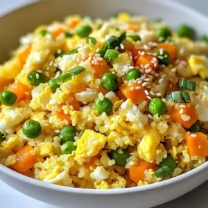 To make this tasty dish, you need a few key ingredients: - 1 large head of cauliflower, riced or grated - 2 tablespoons olive oil - 3 cloves garlic, finely minced - 1 small onion, finely diced - 1 medium carrot, diced - 1 cup frozen peas - 2 large eggs, lightly beaten - 3 tablespoons low-sodium soy sauce - 2 green onions, thinly sliced - Salt and freshly ground black pepper, to taste - 1 tablespoon sesame oil These ingredients work together to create a colorful and tasty meal. The cauliflower serves as the base, giving you that rice-like texture. You can spice things up with some optional ingredients: - Sriracha or chili flakes for added heat These extras give your dish a nice kick. You can adjust the amount based on your taste. Each ingredient in this recipe offers great nutrition: - Cauliflower: Low in calories and high in fiber, it helps with digestion. - Olive oil: Packed with healthy fats that support heart health. - Garlic: Known for its immune-boosting properties and rich flavor. - Onion: Adds taste and provides vitamins that help your body. - Carrot: Full of beta-carotene, which is good for your eyes. - Peas: A great source of plant protein and fiber, making you feel full. - Eggs: Rich in protein and nutrients, they help build muscles. - Soy sauce: Adds flavor with lower sodium options for health. - Green onions: Provide vitamins and add freshness. - Sesame oil: Gives a nutty flavor and contains antioxidants. Using fresh, high-quality ingredients makes this dish not only healthy but also full of flavor. {{ingredient_image_2}} Start by taking a large head of cauliflower. Remove the green leaves and stem. You want just the white part. Next, grate the cauliflower or pulse it in a food processor. You want it to look like rice grains. Once done, set it aside in a bowl. This step is key because fresh cauliflower gives the best texture. In a large skillet or wok, heat two tablespoons of olive oil over medium heat. Once the oil is hot, add three cloves of minced garlic and one small diced onion. Saut&eacute; them for about three to four minutes. You want the onion to become translucent and fragrant. This adds a great base flavor. After that, add one medium diced carrot. Cook it for another two to three minutes, stirring often. This softens the carrot just right. Now, toss in one cup of frozen peas and stir to combine. Let them cook for about two minutes until they are heated through. The mix of colors will make your dish pop! Next, push the vegetables to one side of the skillet. Pour in two large beaten eggs in the clear space. Scramble the eggs until they are just set. Once cooked, mix the eggs into the vegetable blend. This adds protein and richness to your dish. Now, it&rsquo;s time to add the riced cauliflower. Stir it well into the mix. Cook for five to seven minutes while stirring occasionally. You want the cauliflower to be tender but not mushy. Overcooking will ruin the texture. Drizzle three tablespoons of low-sodium soy sauce and one tablespoon of sesame oil over the cauliflower mix. Season with salt and freshly ground black pepper to taste. If you like heat, add Sriracha or chili flakes to your liking. This gives the dish a nice kick! Finally, stir in two sliced green onions. Remove the skillet from the heat. Your cauliflower fried rice is ready to serve! Enjoy the vibrant flavors and colors on your plate. To make the best cauliflower fried rice, follow these easy steps. You want to start by ricing your cauliflower. Use a food processor or box grater. This gives you a nice rice-like texture. Heat olive oil in a large skillet or wok. Cook garlic and onion until soft. This takes about 3 to 4 minutes. Their aroma fills the kitchen and sets the base for flavor. Next, add diced carrots and frozen peas. Stir them for another 2 minutes until they warm up. Push the veggies to one side of the pan. Pour in your beaten eggs. Scramble them until just set. Mix the eggs back into the veggie blend for even cooking. Finally, add your riced cauliflower, soy sauce, and sesame oil. Stir well for 5 to 7 minutes. To keep your cauliflower from getting mushy, don&rsquo;t overcook it. Aim for tender but still firm cauliflower. When you add it to the skillet, monitor the heat closely. High heat helps to saut&eacute; without steaming. Also, make sure to rice the cauliflower well. Consistent size helps it cook evenly. If you find your cauliflower too wet, you can pat it dry with a paper towel before cooking. This small step helps keep the texture just right. For extra flavor, try adding some spices. A pinch of salt and black pepper goes a long way. If you like heat, Sriracha or chili flakes are great options. You can also add fresh herbs for brightness. Chopped cilantro or basil works well. Lastly, squeeze some lime juice before serving. It adds a lovely zing that brightens the dish. Enjoy experimenting with flavors to find your favorite! Pro Tips Use Fresh Cauliflower: Fresh cauliflower gives the best texture and flavor. Look for heads that are firm, with tightly packed florets and fresh green leaves. Don't Overcook the Cauliflower: Aim for a tender but slightly crunchy texture. Overcooking can lead to mushiness, losing the 'fried rice' feel. Customize Your Veggies: Feel free to add or substitute other vegetables like bell peppers, zucchini, or mushrooms to suit your taste and make it more colorful. Make it a Meal: To make this dish more filling, consider adding cooked chicken, shrimp, or tofu for additional protein. {{image_4}} You can easily add protein to cauliflower fried rice. Chicken, shrimp, or tofu all work well. For chicken, use cooked, diced breast. For shrimp, use cooked shrimp or saut&eacute; fresh shrimp until they turn pink. For tofu, press it to remove excess water, then cube it. Add your chosen protein when you cook the vegetables. This step allows it to heat through and blend with the flavors. Making cauliflower fried rice vegetarian or vegan is simple. Just skip the eggs, and use tofu or chickpeas for protein. You can also add more vegetables like bell peppers, zucchini, or broccoli. This not only boosts nutrition but also makes it colorful and fun. Use vegetable broth instead of oil for extra flavor if you want a richer taste. If you enjoy heat, you can spice things up! Add Sriracha or chili flakes to the dish. Start with a small amount, then taste and add more if needed. You can also use spicy sauces like gochujang or sambal oelek for a different flavor. For a milder version, simply leave out the heat. This makes the dish perfect for everyone at the table. After you enjoy your cauliflower fried rice, store any leftovers. Use an airtight container to keep it fresh. Place the container in the fridge. It stays good for about 3 to 4 days. Make sure to cool it down before sealing it up. This helps prevent moisture build-up. When it's time to eat your leftovers, you have options. The microwave is quick and easy. Heat it for about 1 to 2 minutes, then stir. You can also use a skillet. Heat it over medium heat, stirring for about 5 minutes. Add a splash of water or oil to keep it from drying out. This keeps the flavors nice and fresh. If you want to save cauliflower fried rice for later, freezing works well. Use a freezer-safe container or bag. Portion it into servings to make it easy to thaw. Be sure to remove as much air as possible. It can last for up to 3 months in the freezer. To reheat, let it thaw in the fridge overnight. Then, use the microwave or skillet to warm it up. Enjoy a quick meal that tastes just as good! Yes, you can make cauliflower fried rice ahead of time. Cook the dish fully, then let it cool. Store it in an airtight container in the fridge for up to four days. When you are ready to eat, just reheat it in a skillet or microwave until hot. This makes meal prep easy. To make cauliflower fried rice without soy sauce, use coconut aminos or tamari for a gluten-free option. You can also add extra flavor with lime juice, garlic, or ginger. Try adding fresh herbs like cilantro or basil for more taste. These swaps make the dish tasty without soy sauce. Yes, cauliflower fried rice is low carb. Cauliflower has fewer carbs than white rice. This helps lower the calorie count while still giving you a filling meal. It&rsquo;s great for those on low-carb diets or anyone looking to eat healthier. Plus, it&rsquo;s packed with vitamins and fiber! Cauliflower fried rice is an easy, healthy dish full of flavor. We covered its main ingredients, cooking steps, and helpful tips. You can customize it with proteins or spice levels. Storing leftovers and meal prep options are also simple. In summary, you can enjoy a nutritious meal that fits your needs. Try making this dish tonight for a quick, tasty dinner.