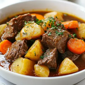 - 2 lbs beef chuck, trimmed and cut into 1-inch cubes - 4 medium carrots, peeled and sliced into rounds - 3 medium potatoes, peeled and diced into 1-inch cubes - 1 large onion, finely chopped - 3 cloves garlic, minced The main ingredients create a hearty base for your beef stew. I love using beef chuck because it becomes tender and rich in flavor during cooking. The carrots add sweetness and color, while potatoes bring a creamy texture. Onion and garlic add depth and aroma. - 4 cups beef broth (low sodium if preferred) - 2 tablespoons tomato paste - 2 tablespoons Worcestershire sauce - 1 teaspoon dried thyme - 1 teaspoon smoked paprika The liquids and seasonings make the stew come alive. Beef broth enriches the stew with meaty flavor. Tomato paste adds a touch of sweetness and acidity. Worcestershire sauce boosts umami and depth. Thyme and smoked paprika introduce warm, earthy notes that complement the beef. - 2 tablespoons olive oil - 1 tablespoon cornstarch (for thickening the stew) - Fresh parsley, finely chopped (for garnish) - Salt and pepper to taste Olive oil is essential for searing the beef, enhancing flavor. Cornstarch helps thicken the stew if you like a heartier texture. Fresh parsley adds a bright touch when serving. Always season with salt and pepper to your taste, as this enhances every bite. {{ingredient_image_2}} - Trimming and cutting the beef: Start with 2 lbs of beef chuck. Trim off any fat. Cut the beef into 1-inch cubes. This helps the beef cook evenly. - Slicing carrots and potatoes: Take 4 medium carrots. Peel them and slice into rounds. Next, peel 3 medium potatoes and dice them into 1-inch cubes. This size lets them cook well in the stew. - Chopping onion and mincing garlic: Finely chop 1 large onion. Then, mince 3 cloves of garlic. These add great flavor to the stew. - Searing the beef: Select the &lsquo;Saut&eacute;&rsquo; mode on your Instant Pot. Add 2 tablespoons of olive oil. When the oil shimmers, add the beef cubes in batches. Sear them for 5-7 minutes, turning occasionally. Remove the beef and set it aside. - Saut&eacute;ing the vegetables: In the same pot, add the chopped onion. Saut&eacute; for 3-4 minutes until it turns translucent. Add the minced garlic and cook for 1 more minute. Stir constantly to avoid burning. - Combining all ingredients in the Instant Pot: Return the browned beef to the pot. Add the sliced carrots, diced potatoes, and 4 cups of beef broth. Mix in 2 tablespoons of tomato paste, 2 tablespoons of Worcestershire sauce, 1 teaspoon of dried thyme, 1 teaspoon of smoked paprika, and 1 bay leaf. Season with salt and pepper. Stir everything together. - Setting the correct mode and time for pressure cooking: Close the lid tightly. Make sure the steam release valve is set to &lsquo;Sealing&rsquo;. Select the &lsquo;Manual&rsquo; option and set the timer for 35 minutes to cook the stew under pressure. - Natural release vs. quick release methods: When the cooking time ends, let the pot rest for 10 minutes. This is called a natural release. After that, switch to a quick release to let out any remaining steam. Then, carefully open the lid. To achieve the ideal beef texture, select the right cut. I always use beef chuck. It&rsquo;s tender after cooking and full of flavor. Cut the beef into 1-inch cubes for even cooking. Searing the beef first adds a rich taste. Don&rsquo;t rush this step; let it get nice and brown. Adjusting seasoning improves flavor depth. Start with salt and pepper, then taste the stew. If it needs more kick, add Worcestershire sauce or smoked paprika. Fresh herbs like parsley also brighten the dish. To thicken your stew, I recommend the cornstarch slurry method. Mix 1 tablespoon of cornstarch with 2 tablespoons of water. Stir this into the stew during the last few minutes of cooking. It thickens quickly and doesn&rsquo;t alter the flavor. You can also use alternate thickening ingredients. Mashed potatoes or pureed vegetables work well. For a richer stew, try adding a bit of flour or even some ground oats. When cooking for different sized batches, adjust the time slightly. For a smaller batch, you can reduce the pressure cooking time by 5 minutes. For larger amounts, increase it by about 5-10 minutes. If you use frozen ingredients, cook for a bit longer. Add about 10 extra minutes to the cooking time. Fresh ingredients cook faster, so keep that in mind to avoid mushy vegetables. Pro Tips Choose the Right Cut: For a tender and flavorful stew, always opt for beef chuck, as it becomes incredibly tender after slow cooking. Prep Ingredients Ahead: Chopping vegetables and measuring spices in advance can save time during cooking and make the process smoother. Use Fresh Herbs: Adding fresh herbs like parsley at the end not only enhances the flavor but also adds a beautiful pop of color to your stew. Adjust Seasoning Before Serving: Always taste your stew before serving and adjust salt and pepper accordingly for the best flavor. {{image_4}} You can make your beef stew even better by adding more veggies. Seasonal vegetables work great. Think about using: - Sweet potatoes for a sweet touch - Parsnips for a nutty flavor - Turnips for a peppery bite To add greens, try spinach or kale. They mix in well toward the end of cooking. This way, they stay bright and fresh. Just toss them in for the last few minutes. This adds color and nutrition to your stew. Want to change up the flavor? Spice is your friend. Different spices can make your stew unique. Consider: - Adding a pinch of cayenne for some heat - Using rosemary for an earthy taste - Trying cumin for a warm flavor You can also add a splash of red wine. This gives a rich depth to the stew. Fresh herbs like thyme or bay leaves can brighten the taste. Just remember to remove whole herbs before serving. If you need gluten-free options, just swap the Worcestershire sauce. Use a gluten-free version or skip it. For low-sodium needs, use low-sodium beef broth. This will help control the salt levels without losing flavor. Adjust the seasoning to your taste as you go. These changes keep your meal tasty while meeting dietary needs. To keep your leftover beef stew fresh, let it cool first. Store it in airtight containers. Glass or plastic containers work well. Make sure to use containers that you can seal tightly. This helps prevent any odors from other foods in the fridge. Always label your containers with the date. This way, you know how long it has been stored. Freezing beef stew is easy and great for meal prep. Let the stew cool down before freezing. Use freezer-safe containers or heavy-duty freezer bags. Remove as much air as possible from bags to prevent freezer burn. When you want to eat it, thaw it in the fridge overnight. This keeps the stew&rsquo;s texture and taste. Reheat it on the stove or in the microwave until it is hot through. In the fridge, beef stew lasts about 3 to 4 days. If you freeze it, it can last up to 3 months. After that, the stew can lose flavor and texture. Always check for signs of spoilage before eating. If it smells off or has strange colors, it&rsquo;s best to throw it away. You can pair your beef stew with simple sides. I like to serve it with: - Crusty bread for dipping - Mashed potatoes for extra comfort - A fresh green salad for balance - Steamed vegetables for color and crunch These sides make the meal feel complete and cozy. Yes, you can use different cuts. Beef chuck is great for its flavor and tenderness. Other good options include: - Brisket, which adds a rich taste - Round, for a leaner texture - Short ribs, for a melt-in-your-mouth feel Each cut offers a unique flavor and texture. Choose what you like best! To boost flavor, try these tips: - Sear the meat well for a deep taste. - Use low-sodium beef broth for a rich base. - Add a splash of red wine for depth. - Mix in fresh herbs like thyme or rosemary. These steps can transform a good stew into a great one! In this article, we explored how to make a rich Instant Pot beef stew. We covered the main ingredients, such as beef chuck, carrots, and potatoes. I shared step-by-step instructions for preparation and cooking. You learned tips for perfecting taste and texture, plus variations to try. Remember, cooking is about creativity. Feel free to make this recipe your own. Enjoy a hearty meal today!