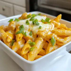 - 8 ounces whole wheat penne pasta - 2 cups cooked chicken breast, shredded - 1 cup Greek yogurt - 1/2 cup buffalo sauce (adjust to taste) - 1 cup cottage cheese - 1/2 cup shredded mozzarella cheese - 1/4 cup chopped green onions - 1 teaspoon garlic powder - 1/2 teaspoon onion powder - Salt and pepper to taste - 2 tablespoons olive oil - Fresh parsley for garnish (optional) - Whole wheat penne pasta: This pasta adds fiber and complex carbs. It keeps you full longer. - Cooked chicken breast: A great source of lean protein. It helps build and repair muscles. - Greek yogurt: Packed with protein and probiotics. It boosts gut health and adds creaminess. - Buffalo sauce: Adds flavor and spice. It can help enhance your metabolism. - Cottage cheese: High in protein and calcium. It supports bone health and muscle growth. - Shredded mozzarella cheese: Adds flavor and calcium. It melts well and makes the dish creamy. - Chopped green onions: They add crunch and freshness. They also have vitamins that support health. - Garlic powder: Adds flavor and may boost the immune system. - Onion powder: Provides flavor and has antioxidants. - Olive oil: A healthy fat that helps with heart health. - Fresh parsley: A nice garnish that adds vitamins and brightens the dish. - Pasta: Use gluten-free pasta if you're gluten intolerant. - Chicken: Swap chicken with tofu or beans for a vegetarian option. - Greek yogurt: Use dairy-free yogurt for a vegan choice. - Cottage cheese: Substitute with silken tofu for a creamy vegan texture. - Buffalo sauce: Use a milder sauce if you prefer less heat. - Mozzarella cheese: Try vegan cheese for a dairy-free version. - Green onions: Replace with chives or omit if not available. This section gives you all the ingredients needed for a tasty high-protein buffalo chicken pasta. Each ingredient plays a role in making this dish not just flavorful but also nutritious. {{ingredient_image_2}} Start by filling a large pot with water. Add a pinch of salt for flavor. Bring the water to a rolling boil. Once boiling, add the whole wheat penne pasta. Cook it according to the package instructions. This usually takes about 8 to 10 minutes. The pasta should be al dente when done. Once cooked, drain the pasta and set it aside in a large bowl. In a large mixing bowl, mix the Greek yogurt and buffalo sauce. Make sure there are no lumps. Then, add the cottage cheese. Sprinkle in the garlic powder and onion powder. Add a pinch of salt and pepper for taste. Mix everything together until the sauce is smooth and creamy. This sauce adds a spicy kick to your dish. Now, it's time to warm the chicken and pasta. In the same pot you used for the pasta, heat the olive oil over medium heat. Once the oil is hot, add the shredded chicken. Stir it continuously until the chicken is warmed through, about 3 to 5 minutes. Then, gently fold in the cooked penne pasta. Make sure the chicken and pasta mix well. Carefully pour the buffalo sauce mixture over the chicken and pasta. Using a spatula, fold the ingredients gently. Make sure every piece of pasta and chicken is coated in the creamy sauce. Next, sprinkle the shredded mozzarella cheese on top. Fold it into the dish gently. Continue cooking for another 2 to 3 minutes. Stir occasionally until the cheese melts completely. Finally, take the pot off the heat and stir in the chopped green onions. Taste your dish. Adjust the seasoning with more salt or pepper if needed. Serve the buffalo chicken pasta hot, garnished with fresh parsley if you like. Enjoy your flavorful meal! To cook pasta perfectly, start with a large pot. Fill it with water and add a pinch of salt. Bring it to a rolling boil. Once it boils, add the whole wheat penne pasta. Cook it according to the package instructions. This usually takes about 8 to 10 minutes. Stir it occasionally to prevent sticking. When it's done, drain the pasta and set it aside. This helps keep the pasta firm and tasty. To boost flavor, use garlic powder and onion powder. They add a nice depth to the dish. Mix these with Greek yogurt and buffalo sauce for the sauce base. A pinch of salt and pepper also helps. You can adjust the buffalo sauce to your taste. Want it spicier? Add more sauce! For extra zest, don&rsquo;t forget to toss in chopped green onions. They add a fresh crunch. Making this dish ahead of time is simple. Cook the pasta and chicken as you normally would. Prepare the sauce and mix everything together. Before adding cheese, store it in an airtight container. This keeps it fresh. When you&rsquo;re ready to eat, just heat it up. Add the cheese while reheating. This helps it melt evenly. Enjoy this tasty meal on busy days! Pro Tips Adjust the Spice Level: If you prefer a milder dish, reduce the amount of buffalo sauce or mix in some extra Greek yogurt to balance the heat. Use Leftover Chicken: This recipe is perfect for using up leftover rotisserie chicken, making it a quick and easy weeknight meal. Mix in Vegetables: For added nutrition, consider folding in some saut&eacute;ed bell peppers, spinach, or broccoli when you combine the pasta and sauce. Make it Creamier: If you love a creamier texture, add an extra 1/4 cup of cottage cheese or a splash of heavy cream to the sauce mixture. {{image_4}} Want more heat? You can add extra buffalo sauce to the mix. A dash of cayenne pepper also works well. If you like smoky flavors, try adding smoked paprika. For an even more fiery touch, toss in jalape&ntilde;o slices. These changes will make your dish a real firecracker! To make this dish vegetarian, swap chicken for lentils or chickpeas. Both options add protein and flavor. For a vegan twist, use tofu or tempeh instead of chicken. Replace Greek yogurt and cottage cheese with vegan versions made from nuts or soy. These swaps keep the dish creamy and delicious. While whole wheat penne is great, you can explore other pasta shapes. Bowtie, fusilli, or even spaghetti work well too. If you want a gluten-free option, use rice pasta or quinoa pasta. Each type of pasta brings a unique bite to the dish, making it fun to try new things! After enjoying your buffalo chicken pasta, store leftovers in an airtight container. This will keep the dish fresh for up to three days. If you have a lot left, separate the pasta and sauce for better storage. This way, each part stays tasty. To reheat, place the pasta in a microwave-safe bowl. Add a splash of water or broth to keep it moist. Heat in 30-second bursts, stirring in between. If using a stovetop, warm it in a pan over low heat. Stir often until it's hot all the way through. You can freeze this pasta for future meals. Portion it into freezer-safe containers. Make sure to leave some space at the top, as it expands when frozen. This meal can last up to three months in the freezer. When ready to eat, thaw overnight in the fridge, then reheat as described above. This dish is packed with protein. Each serving has about 40 grams of protein. The chicken and Greek yogurt add a great deal. Whole wheat pasta also helps boost the protein level. This makes it a filling meal for anyone looking to increase their protein intake. Yes, you can use different cheeses. Cheddar or pepper jack cheese are great options. They add flavor and melt well. You can also try non-dairy cheese if you're vegan. Just make sure it melts nicely for the best texture. To add more heat, increase the buffalo sauce. You can also add diced jalape&ntilde;os or crushed red pepper flakes. Mixing in hot sauce can also elevate the spice level. Taste as you go to find your perfect heat! This post covered ingredients, cooking steps, tips, variations, and storage for the dish. Each ingredient adds unique flavor and health benefits. You can also substitute items for dietary needs. Cooking pasta correctly is key for taste. If you want more spice or a vegetarian option, there are fun twists to try. Remember to store your leftovers right. I hope this helps you make a great meal! Enjoy cooking!