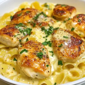 To make Chicken with Buttered Noodles, gather these simple yet tasty ingredients. Each one plays a role in creating a delicious meal. - 2 boneless, skinless chicken breasts - 200g egg noodles - 3 tablespoons unsalted butter - 3 cloves garlic, finely minced - 1 cup chicken broth - 1 cup heavy cream - 1 tablespoon olive oil - 1/2 teaspoon dried thyme - 1/2 teaspoon paprika - Salt and freshly cracked pepper to taste - Fresh parsley, chopped (for garnish) - Grated Parmesan cheese (optional) These ingredients bring out rich flavors and textures. The chicken is the star, while the noodles soak up the creamy sauce. Minced garlic adds a nice touch, and seasonings like thyme and paprika enhance the taste. Don't forget the butter; it makes everything better! When you have these ingredients ready, you're set for a fun cooking adventure. {{ingredient_image_2}} Start by filling a large pot with salted water. Bring it to a rolling boil. Once boiling, add the egg noodles. Cook them as per the package instructions until they are al dente. This usually takes about 5 to 7 minutes. After they are done, drain the noodles. Let them rest in the colander while you prepare the chicken. While the noodles cook, take your chicken breasts. Season both sides with salt, freshly cracked pepper, paprika, and dried thyme. Make sure the chicken is well-coated. This will give it great flavor. Heat a large skillet over medium-high heat. Add olive oil when the skillet is hot. Place the seasoned chicken breasts into the skillet. Cook them for about 6 to 7 minutes on each side. You want the chicken to turn a rich golden brown. Check that the internal temperature reaches 165&deg;F. Once done, take the chicken out and let it rest for a few minutes. In the same skillet, add unsalted butter. Let it melt completely over medium heat. Once melted, add minced garlic. Saut&eacute; the garlic for about 1 minute. Stir it often until it gets fragrant and lightly golden. Next, carefully pour in the chicken broth. Use a wooden spoon to scrape the bottom of the pan. This helps to deglaze the pan and mix in the tasty browned bits. Bring the mixture to a gentle simmer. Then, stir in the heavy cream. Let it cook for 3 to 5 minutes until the sauce thickens a bit. Stir occasionally to avoid sticking. Slice the rested chicken into strips or small pieces. Add it back to the skillet with the creamy sauce. Gently fold in the drained egg noodles. Toss everything together until the noodles are well-coated with the sauce. Give your dish a taste. Adjust the seasoning, adding more salt and pepper if you need it. For serving, plate big portions of the creamy garlic chicken with the buttered noodles. Garnish with fresh chopped parsley. If you enjoy cheese, sprinkle some grated Parmesan cheese on top. To make your chicken with buttered noodles taste even better, try adding a few extra spices. You can sprinkle in garlic powder or onion powder for depth. A squeeze of fresh lemon juice will brighten up the dish. For a kick, consider red pepper flakes. To keep your chicken juicy, make sure to sear it well. Use medium-high heat and don't rush the cooking. Let each side cook for about 6-7 minutes. This helps lock in moisture. Always check that the chicken reaches 165&deg;F (75&deg;C) for safety. Let it rest after cooking to keep those juices intact. Here are some useful tools for this recipe: - Large pot for boiling noodles - Skillet for searing chicken - Wooden spoon for stirring - Measuring cups for liquids - Knife for slicing chicken These tools make cooking easier and help you get the best results. After cooking, cleanup can be simple. Soak pots and pans in warm, soapy water right away. This helps loosen any stuck food. Use a non-stick skillet to reduce scrubbing time. Wipe down surfaces as you cook to keep things neat. If you have any leftovers, store them in a container quickly to avoid mess. Pro Tips Use Fresh Ingredients: Always opt for fresh garlic and herbs for the best flavor. Fresh ingredients can elevate the dish and provide a more vibrant taste. Rest the Chicken: Allowing the chicken to rest after cooking helps retain its juices, making it more tender and flavorful when sliced. Deglaze Properly: When adding the chicken broth, make sure to scrape up all the browned bits from the skillet. These bits add depth and richness to your sauce. Adjust Consistency: If your sauce is too thick, you can thin it out with a splash of additional chicken broth or a bit of pasta water to achieve your desired consistency. {{image_4}} You can switch up the chicken for other meats or tofu. For a beef option, try thinly sliced steak. It adds a great flavor and cooks quickly. Pork tenderloin also works well; just make sure to cook it until it&rsquo;s tender. Tofu is a fantastic choice too. Use firm tofu for the best texture. Press it to remove excess moisture, then cube it before cooking. Each of these options gives the dish a unique twist. If you need gluten-free options, consider rice noodles or zucchini noodles. Rice noodles cook quickly and have a light texture. They absorb the sauce nicely too. Zucchini noodles, or zoodles, are a healthy and fun choice. They offer a fresh taste and are low in carbs. Just saut&eacute; them briefly to keep them crisp. You can jazz up the cream sauce by adding vegetables. Spinach, mushrooms, or broccoli work great. Just toss them in while saut&eacute;ing the garlic. For a different flavor, try using flavored creams like garlic or herb-infused cream. You can even mix in a splash of white wine for depth. These changes will keep the dish exciting every time you make it! To store leftovers, let the dish cool down. Place it in an airtight container. Make sure to seal it well. Store it in the fridge for up to three days. This keeps the chicken and noodles fresh and tasty. To reheat, use the stovetop or microwave. If using the stovetop, add a splash of chicken broth. Heat over low to medium heat, stirring gently. This keeps the noodles creamy and the chicken juicy. In the microwave, cover the dish with a damp paper towel. Heat it in short bursts, stopping to stir. This prevents drying out. If you want to freeze your leftovers, use freezer-safe containers. Cool the dish completely before packing. Seal tightly to avoid freezer burn. The dish can last up to three months in the freezer. When ready to eat, thaw it in the fridge overnight. Reheat as described above, adding broth if needed. Yes, you can make Chicken with Buttered Noodles ahead of time. Cook the noodles and chicken as planned. After cooking, let everything cool. Store the noodles and chicken in separate containers. You can keep it in the fridge for up to three days. When you're ready to eat, reheat the chicken and noodles together. Add a splash of cream if the sauce is too thick. This meal prep method saves time on busy nights. You can serve many sides with Chicken with Buttered Noodles. Here are some ideas: - Steamed broccoli: This adds color and nutrients. - Garlic bread: It complements the creamy sauce well. - Side salad: A fresh salad balances the meal. - Roasted vegetables: Seasonal veggies add flavor and crunch. These choices make your meal more complete and enjoyable. To check if the chicken is cooked, use a meat thermometer. The internal temperature should reach 165&deg;F (75&deg;C). If you don&rsquo;t have a thermometer, cut into the thickest part of the chicken. The meat should be opaque and juices should run clear. Avoid undercooking, as this can lead to foodborne illness. Properly cooked chicken is safe and delicious. Yes, this dish is very family-friendly. Children often love the creamy sauce and tender chicken. The noodles are easy to eat and fun for kids. You can even let them help mix the noodles and sauce. This dish is not only tasty but also a great way to gather around the table. It encourages family time while enjoying a comforting meal together. This blog post guides you through making Chicken with Buttered Noodles. We covered key ingredients, cooking steps, and tips to enhance flavor. I shared variations for different diets and storage advice for leftovers. Remember, this dish is simple and great for families. You can adjust it to fit your taste. Enjoy your cooking and savor every bite!