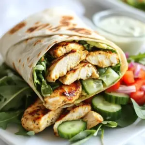 - 2 large chicken breasts, grilled and sliced - 1 ripe avocado, sliced - 1 cup mixed greens (spinach, arugula, and romaine) - 1 small cucumber, thinly sliced - 1/2 red bell pepper, julienned - 1/4 cup red onion, thinly sliced - 2 tablespoons Greek yogurt - 1 tablespoon lime juice - 1 tablespoon olive oil - Salt and pepper, to taste Chicken avocado wraps are simple yet packed with flavor. Start with grilled chicken breasts. These should be juicy and sliced thin. Slice a ripe avocado next. This adds creaminess and healthy fats. For greens, use a mix of spinach, arugula, and romaine. They provide a fresh crunch. Add a small cucumber, thinly sliced. This adds a nice crisp texture. A half red bell pepper, julienned, gives a sweet hint. Finally, thinly slice a quarter cup of red onion for a bit of bite. Now, for the creamy dressing, mix Greek yogurt, lime juice, and olive oil. Season with salt and pepper. This dressing ties all the flavors together. It&rsquo;s tangy and creamy, making each bite delightful. With these fresh ingredients, you&rsquo;ll create a light meal that nourishes and delights. They&rsquo;re perfect for lunch or a picnic. {{ingredient_image_2}} In a mixing bowl, I whisk together the Greek yogurt, lime juice, olive oil, salt, and pepper. This simple step creates a creamy dressing that adds great flavor. Make sure to blend it well for a smooth finish. The lime juice gives it a nice zing. I always taste it to adjust the salt and pepper. Next, I place a whole wheat tortilla flat on my clean counter. I use a spoon to spread a generous dollop of the creamy dressing right in the center. Then, I layer on mixed greens, followed by the grilled chicken slices. I add the ripe avocado slices, cucumber, red bell pepper, and red onion on top. Sometimes, I drizzle a little more dressing for extra flavor. Each layer adds color and crunch. Now it's time to wrap! I fold the sides of the tortilla inward over the fillings. This keeps everything inside. Then, I roll from the bottom up tightly. This step is key to a good wrap. I repeat this with the rest of the tortillas and fillings. Once done, I slice each wrap in half diagonally. This makes them easier to hold and looks great on a plate. Choosing the right tortilla makes a big difference. I recommend using whole wheat tortillas. They add a nice flavor and hold up well. Look for tortillas that are soft and pliable. This helps with wrapping without tearing. For cutting your ingredients, even slices are key. Use a sharp knife for clean cuts. Aim for thin slices of avocado, cucumber, and bell pepper. This way, every bite has the right balance of flavors. You can boost the taste of your wraps with extra seasonings. Try adding garlic powder or smoked paprika to the creamy dressing. This gives it a unique kick. You may also sprinkle some chili flakes for heat. Garnishes can elevate your wraps too. Fresh cilantro or parsley adds color and freshness. A squeeze of lime over the top enhances the flavor and looks great. Present your wraps in a fun way. Arrange them on a colorful platter. You can cut them in half for easy eating. Add a side of salsa or guacamole for dipping. Pair your Chicken Avocado Wraps with fresh fruit or a light salad. A crisp side dish balances the meal and adds freshness. Enjoy your delicious wraps! Pro Tips Use Fresh Ingredients: Always opt for fresh veggies and ripe avocados to enhance the flavor and texture of your wraps. Grill Chicken Perfectly: Marinate the chicken in lime juice and spices before grilling for added flavor and tenderness. Adjust Creaminess: If you prefer a creamier dressing, simply add more Greek yogurt or a splash of sour cream. Wrap Like a Pro: Ensure you tightly roll the wrap to prevent the fillings from spilling out, making it easier to eat. {{image_4}} You can mix things up by choosing other proteins. Turkey is a great choice. It has a nice flavor and cooks quickly. Tofu is another option. It&rsquo;s perfect for a plant-based meal. Just make sure to press it to remove extra moisture. If you want a quick fix, try using shredded rotisserie chicken. It&rsquo;s already cooked and ready to go, saving you time. If you need a gluten-free option, look for gluten-free tortillas. Many brands offer tasty alternatives. You can also make your wrap vegan. For the creamy dressing, swap Greek yogurt for a plant-based yogurt. This way, you can enjoy the same great taste while sticking to your diet. To make your wraps exciting, try adding different veggies or herbs. Slices of radish or fresh cilantro can brighten up the flavor. For a spicy kick, add jalape&ntilde;os or a few drops of hot sauce. These small changes can create a whole new experience for your taste buds. To keep your Chicken Avocado Wraps fresh, wrap each one tightly in plastic wrap or foil. This keeps them from drying out. Place the wrapped wraps in an airtight container. This will also help maintain their flavor and texture. If you have any extra dressing, store it in a small jar to keep it fresh. You can store your wraps in the refrigerator for up to three days. This ensures they stay tasty and safe to eat. Always check for any signs of spoilage before enjoying them. If they have a strange smell or look off, it's best to toss them. You can freeze assembled wraps, but keep in mind that the texture may change. To freeze properly, wrap each one tightly in plastic wrap, then place them in a freezer bag. They can last up to three months in the freezer. For best taste, thaw wraps in the fridge overnight. You can also heat them in the microwave for about 30 seconds to warm through. Enjoy your delicious wraps any time! Yes, you can make Chicken Avocado Wraps ahead of time. This is great for meal prep. To do this, follow these tips: - Prepare the wraps: Assemble the wraps without adding the dressing. This keeps them fresh. - Wrap tightly: Use plastic wrap or foil to keep them sealed. This prevents drying out. - Store in the fridge: Place the wrapped wraps in an airtight container. They will last up to 2 days. - Add dressing later: When ready to eat, drizzle the dressing on top. This keeps the wrap crisp. Yes, you can use other types of greens. Mixed greens are great, but there are many options. Here are some recommended alternatives: - Kale: Offers a hearty texture and bold flavor. - Spinach: Soft and mild, great for layering. - Romaine: Crunchy and refreshing, adds a nice bite. - Swiss chard: Colorful and nutritious, a tasty choice. Feel free to mix and match according to your taste! Pairing side dishes can enhance your Chicken Avocado Wraps. Here are some good options: - Chips: Serve with tortilla chips for crunch. - Fruit salad: A fresh mix of berries and melons adds sweetness. - Veggie sticks: Carrots and celery with hummus are healthy and fun. - Dips: Try guacamole or salsa for extra flavor. These sides make your meal more filling and enjoyable! You learned how to make tasty chicken avocado wraps. We covered the main ingredients, like grilled chicken and ripe avocado. You saw how to prepare the creamy dressing and assemble your wraps. We also shared tips for perfecting your wraps and offered tasty variations. Finally, we discussed how to store them properly. Now, you can make delicious wraps anytime. Get creative with flavors and enjoy making them for meals and snacks!