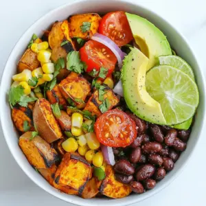 To make sweet potato taco bowls, gather these items: - 2 medium sweet potatoes, peeled and diced - 1 tablespoon extra virgin olive oil - 1 teaspoon smoked paprika - 1 teaspoon ground cumin - 1/2 teaspoon chili powder - Sea salt and freshly ground black pepper to taste - 1 can black beans, thoroughly drained and rinsed - 1 cup corn kernels (fresh or frozen) - 1 ripe avocado, sliced - 1 cup cherry tomatoes, halved - 1 cup red onion, finely diced - Fresh cilantro, roughly chopped (for garnish) - 1 lime, cut into wedges You can adjust or add these ingredients for extra flair: - Sliced jalape&ntilde;os for heat - Shredded cheese for creaminess - Greek yogurt or sour cream for tang - Quinoa or brown rice for added texture - Different beans like pinto or kidney for variety Each serving of sweet potato taco bowls offers: - Calories: Approximately 350 - Protein: 10g - Carbohydrates: 55g - Fiber: 12g - Fat: 12g These bowls are packed with nutrients, making them a healthy choice. Enjoy vibrant flavors and colors while you nourish your body. {{ingredient_image_2}} First, preheat your oven to 425&deg;F (220&deg;C). This helps the sweet potatoes cook evenly and brown well. Next, peel and dice two medium sweet potatoes into small cubes. In a large bowl, mix the diced sweet potatoes with one tablespoon of extra virgin olive oil. Add one teaspoon of smoked paprika, one teaspoon of ground cumin, and half a teaspoon of chili powder. Sprinkle in sea salt and black pepper to taste. Toss everything until all the sweet potato pieces are coated. Spread the sweet potatoes on a baking sheet in a single layer. Roast them in the oven for about 25-30 minutes. Flip them halfway through to get a golden color on all sides. They are done when they are tender and lightly browned. While the sweet potatoes roast, you can warm up the black beans and corn. Take one can of black beans and drain it well. Rinse the beans to remove excess sodium. In a small saucepan, add the black beans and one cup of corn (you can use fresh or frozen). Heat over medium heat for about 5-7 minutes. Stir occasionally. Make sure they are warm but not mushy. Once the sweet potatoes are done, it is time to build your taco bowls. Start with a base of roasted sweet potatoes in each bowl. Next, add the warmed black beans and corn mixture on top of the sweet potatoes. Now, it&rsquo;s time for fresh toppings! Slice one ripe avocado and layer it on top. Add juicy halved cherry tomatoes and diced red onion for crunch. Finish each bowl with a sprinkle of fresh cilantro. Just before serving, squeeze fresh lime juice over everything. This adds a burst of flavor that makes each bite delightful. Roasting sweet potatoes is simple and fun. Here&rsquo;s how to do it right: - Cut Evenly: Dice the sweet potatoes into similar-sized pieces. This helps them cook evenly. - Oil Them Up: Coat the sweet potatoes with olive oil. This adds flavor and helps with browning. - Spice It Up: Use smoked paprika, cumin, and chili powder to add depth. These spices make a sweet and savory mix. - Don&rsquo;t Crowd the Pan: Spread the sweet potatoes in a single layer. If they touch, they won&rsquo;t crisp up. - Flip Halfway: Turn the sweet potatoes halfway through cooking. This ensures all sides get that nice caramelization. To make your taco bowls extra tasty, try these tips: - Add More Spice: If you like heat, sprinkle in some cayenne pepper or add jalape&ntilde;os. - Mix It Up: Experiment with different herbs, like oregano or thyme. These can give your dish a fresh twist. - Citrus Boost: Squeeze lime juice over the finished bowl. This brightens the flavors and adds a zesty touch. - Extra Texture: Consider adding toasted nuts or seeds for a crunchy element. They add a new layer of flavor. How you present your taco bowls can make a big difference: - Layer Smartly: Start with roasted sweet potatoes at the base. This creates a colorful and inviting look. - Add Color: Use bright ingredients like cherry tomatoes and cilantro. Their vibrant colors make the dish pop. - Serve Fresh Lime: Place lime wedges on the side. This invites guests to add their own zing. - Use Fun Bowls: Serve in colorful or unique bowls. This adds a personal touch and makes your meal feel special. Pro Tips Roast Evenly: Ensure sweet potatoes are cut into uniform pieces for even roasting and optimal caramelization. Spice It Up: Feel free to adjust the spice levels according to your taste. Add more chili powder for extra heat! Fresh Ingredients: Using fresh corn and ripe avocados will enhance the flavor and texture of your taco bowls. Meal Prep Friendly: These bowls can be prepped ahead of time. Store components separately and assemble when ready to serve. {{image_4}} You can easily make sweet potato taco bowls vegetarian or vegan. The base is already plant-based, which is great! For a vegan touch, skip any cheese or sour cream. Instead, you can add a dollop of cashew cream or a sprinkle of nutritional yeast for a cheesy flavor. If you have specific dietary needs, you can swap ingredients. For a low-carb option, replace sweet potatoes with cauliflower rice. You can use quinoa or brown rice if you want more fiber. For protein, consider chickpeas instead of black beans. This adds a nice crunch and flavor. You can also take your taco bowls in different flavor directions. For a Mexican twist, add jalape&ntilde;os or top with salsa. You might sprinkle cotija cheese for a creamy touch. If you prefer Mediterranean flavors, use feta cheese and add olives. You can replace corn with roasted red peppers for a nice contrast. Each twist makes the dish unique! To keep your sweet potato taco bowls fresh, store them in airtight containers. Place the bowls in the fridge. They will stay good for up to three days. Make sure to separate the toppings from the base. This keeps everything fresh and crunchy. When you're ready to enjoy leftovers, reheat them in the oven for best results. Preheat your oven to 350&deg;F (175&deg;C). Place the taco bowl on a baking sheet and cover it with foil. Heat for about 15-20 minutes. This helps keep the sweet potatoes soft and the toppings fresh. You can also use a microwave for faster reheating. Heat in 30-second intervals, stirring in between. To save time during busy weeks, prepare the sweet potatoes and toppings ahead of time. Roast a big batch of sweet potatoes and store them in the fridge. You can also rinse the black beans and corn, then store them together. This way, you can quickly assemble the bowls when you're ready to eat. Consider chopping fresh toppings like avocado and tomatoes in advance. Just remember to keep them in separate containers to maintain freshness. Yes, you can use regular potatoes. They will change the taste and texture. Sweet potatoes are sweeter and creamier. Regular potatoes are more starchy and firmer. You should cut them into small pieces, just like sweet potatoes. Roast them the same way, but check cooking times. They may take longer to cook. You can add many fun toppings! Here are some ideas: - Sour cream or Greek yogurt - Shredded cheese - Jalape&ntilde;os for heat - Fresh lime juice - Chopped green onions - Sliced radishes - Salsa or pico de gallo - Guacamole Feel free to mix and match. The more colors, the better! This recipe is naturally gluten-free. Just make sure the canned black beans and any toppings you use are gluten-free. Check labels on packaged items to be safe. You can also use corn tortillas instead of bowls for a fun twist! You learned about the key ingredients and steps for making tasty sweet potato taco bowls. We discussed tips for roasting, seasoning, and serving to make your dish shine. You saw how to customize for different diets and flavors. Storage tips help keep your bowls fresh, and FAQs clarify common questions. Now, go ahead and create your own delicious taco bowls. Enjoy the process and share with friends!